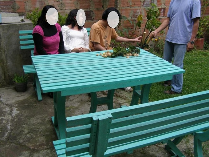 30 muebles campestres exteriores interiores mobiliarios externos ... Mesas largas con sus sillas de 12 personas