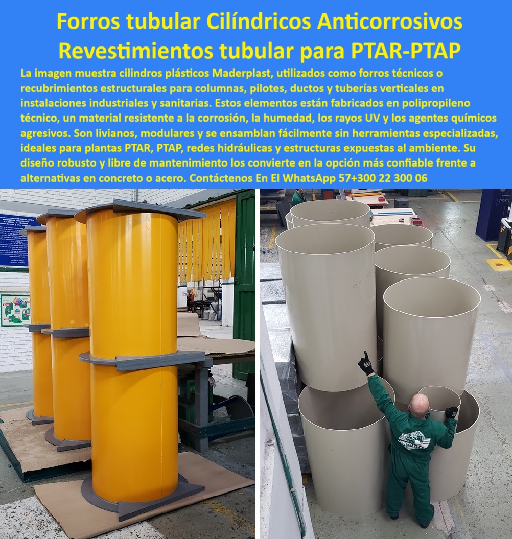 Cilindros Tubos Plásticos De Polipropileno Forros Recubrimientos Ptar Ptap Maderplast 0 revestimiento de tubos con polímeros resistentes recubrimientos de pilotes ptar Forros de polipropileno para ductos expuestos a químicos  Tubos resistentes a químicos para protección estructural, - Especificaciones de forros cilíndricos resistentes a ambientes químicos industriales y sanitarios, - Cilindros plásticos para pilotes y columnas, - Forros de polipropileno instalación rápida, - Forros-Industriales-Sanitarios-Resistentes, - Forros cilíndricos fáciles de instalar sin herramientas, - Forros tubulares modulares para pilotes, - Revestimiento plástico para entornos industriales agresivos, - Revestimiento sin soldadura para plataformas técnicas, - Forros ligeros resistentes rayos UV y humedad, - Tubos plásticos resistentes a rayos UV, - Tubos-Plásticos-Zonas-Corrosivas, - Cilindros reciclables para obras sanitarias, - Recubrimiento plástico estructuras PTAR PTAP, - Protección-Estructural-Sin-Soldadura, - Protección ductos verticales en entornos químicos, - Revestimiento estructural plástico para pilotes, - Forros prefabricados para instalaciones PTAR PTAP, - Alternativa plástica a forros metálicos corrosivos, - Recubrimiento anticorrosivo sin necesidad de pintura, - Protección plástica en instalaciones sanitarias, - Cilindros anticorrosivos fáciles de ensamblar, - Cilindros técnicos de polipropileno anticorrosivo, - Revestimiento prefabricado para columnas sanitarias, - Comparativa técnica entre cilindros plásticos y metálicos para recubrimiento de ductos verticales en plantas PTAR, - Forros prefabricados para estructuras expuestas, - Cilindros técnicos para canalizaciones verticales, - Forros tubulares de polipropileno anticorrosivo, - Descripción Optimizada de la Imagen: La imagen muestra dos configuraciones de cilindros plásticos Maderplast, en polipropileno técnico, diseñados como forros tubulares cilíndricos para cubrir columnas, ductos y pilotes en infraestructuras PTAR, PTAP, industriales y sanitarias. Estos elementos de Maderplast destacan por su resistencia a la corrosión, rayos UV, humedad y agentes químicos agresivos, eliminando por completo la necesidad de soldaduras, pintura o mantenimiento. Su diseño modular y liviano permite una instalación rápida y segura sin herramientas especializadas. Con su color visible y su durabilidad extrema, se convierten en una alternativa eficiente y sostenible frente al concreto o acero. La ingeniería plástica avanzada de Maderplast posiciona estos forros como la opción ideal para obras que requieren confiabilidad, estética y resistencia estructural en entornos hostiles, - Revestimiento columnas verticales PTAR prefabricado, - Forros tubulares plásticos para columnas PTAR, - Cilindros-Plástico-Polipropileno-PTAR, - Forros-Tubulares-Cilíndricos-Plásticos, - Revestimiento de ductos químicos con polipropileno, - Diseñar protección tubular para columnas hidráulicas utilizando polipropileno reciclado, - Revestimiento-Anticorrosivo-Estructural, - ¿Qué cilindros sirven como recubrimiento para pilotes en plantas PTAR?, - Tubos plásticos para recubrimiento columnas hidráulicas, - Revestimiento estructural para ductos químicos, - ¿Se pueden instalar forros plásticos sin soldadura en infraestructura sanitaria?Respaldo técnico con experiencia comprobada en - ¿Qué material es mejor para proteger columnas en zonas húmedas y corrosivas?, - Protección vertical modular para infraestructura hidráulica, - Cilindros estructurales sin mantenimiento, - Forros-Para-Pilotes-Hidráulicos, - Cilindros de polipropileno para ductos industriales, - Buscar forros cilíndricos de polipropileno para estructuras expuestas a humedad, rayos UV y productos químicos, - ¿Dónde puedo comprar forros plásticos para ductos expuestos a químicos?, - Forros técnicos para estructuras industriales, - ¿Qué tipo de cilindros se usan como forros en estructuras hidráulicas?, - Revestimiento plástico zonas húmedas agresivas, - Recubrimientos-Plásticos-Sostenibles, - Cilindros modulares para plataformas sanitarias, - Recubrimiento-Ductos-Industriales, - Opciones modulares para revestimiento anticorrosivo de pilotes sin soldadura ni mantenimiento, - Protección columnas hidráulicas sin mantenimiento, - cilindros plasticos polipropileno forros recubrimientos ptar ptap maderplast revestimiento ductos pilotes estructuras resistentes ambientes agresivos sin mantenimiento, - Forros-Modulares-Instalación-Rápida 0 Cilindros Tubos Plásticos De Polipropileno Forros Recubrimientos Ptar Ptap Maderplast 0 revestimiento de tubos con polímeros resistentes, - recubrimientos-de-pilotes-ptar, - Forros de polipropileno para ductos expuestos a químicos,