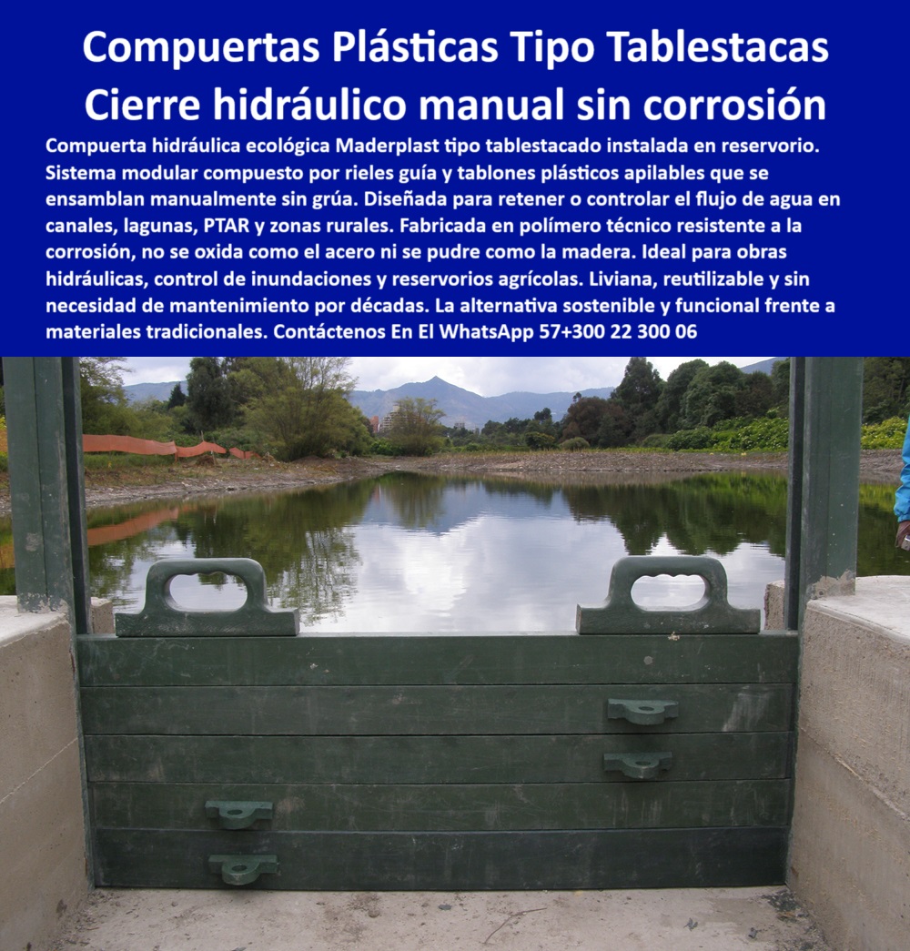 Compuerta Ecológica Para Obras Hidráulicas Sistema De Tablestacas Maderplast 0 Diques compuerta manual para reservorios o lagunas sistema de cierre manual para canales hidráulicos compuerta de tablones para control hidráulico compuertas plásticas de retención para obras hidráulicas, - sistemas de control hidráulico manual en polímero reforzado, - barreras-hidráulicas-plásticas, - sistemas ecológicos de compuertas para retención de aguas, - ¿Qué tipo de compuerta plástica es ideal para obras hidráulicas?, - rieles plásticos de guía para compuertas hidráulicas, - compuertas modulares anticorrosión para control de flujo, - compuertas agrícolas ligeras para reservorios de agua, - barreras de agua desmontables para infraestructura rural, - compuertas visibles de plástico técnico para PTAR, - soluciones de cierre de flujo para lagunas y diques, - estructuras de cierre hidráulico livianas y modulares, - compuerta manual de tablones plásticos para reservorios, - soluciones-de-control-hidráulico, - Compuertas desmontables y ecológicas para obras hidráulicas, - sistema de cierre hidráulico manual para canales agrícolas, - sistemas de control de agua para zonas rurales, - compuertas de tablestacas desmontables para control de agua, - compuertas portátiles ligeras para control de caudal, - sistemas de cierre hidráulico para lagunas, - compuertas visibles para control de agua, - compuertas de paso hidráulico apilables y desmontables, - ¿Dónde encuentro compuertas desmontables de tablestacas para diques?, - comparativa confiable para toma de decisiones -Compuertas manuales de control hidráulico para reservorios agrícolas, - estructuras de retención de agua en canales agrícolas, - sistemas de tablestacas apilables para obras hidráulicas, - compuerta manual de tablestacas plásticas, - Sistemas de cierre de agua con tablones plásticos anticorrosivos, - Barreras hidráulicas portátiles para control de caudal en canales, - compuertas plásticas visibles para lagunas y canales, - compuertas-ecológicas-para-agua, - ¿Dónde venden compuertas manuales para reservorios de agua ?, solución documentada, barreras hidráulicas manuales de tablones plásticos, - compuertas-de-tablones-plásticas, - sistemas de control de agua reutilizables para riego y canales, - compuertas de plástico técnico para zonas de alta humedad, - compuertas modulares de paso hidráulico rural, - soluciones de tablestacas plásticas en reservorios, - Descripción Optimizada de la Imagen: La imagen muestra una compuerta hidráulica manual tipo tablestaca, compuesta por rieles guía y tablones plásticos apilables, diseñada para controlar el flujo de agua en reservorios, canales, lagunas y obras hidráulicas rurales. Fabricada por Maderplast, esta solución modular ofrece resistencia superior a la corrosión, la humedad constante y los ataques químicos, garantizando un funcionamiento duradero sin mantenimiento. El sistema permite ensamblaje manual sin maquinaria pesada, proporcionando flexibilidad, facilidad de operación y máxima eficiencia hidráulica, ideal para proyectos de control de inundaciones, riego agrícola o retención de aguas industriales. Con el enfoque de innovación de Maderplast, las compuertas plásticas representan una alternativa sostenible frente a materiales tradicionales, aportando seguridad operativa, durabilidad prolongada y reducción significativa de costos de mantenimiento. Maderplast reafirma su liderazgo en soluciones hidráulicas industriales con productos que combinan alta tecnología, eficiencia ecológica y facilidad de operación para proyectos exigentes, - compuertas industriales plásticas resistentes a corrosión, - soluciones de control hidráulico con tablones plásticos, - cierre-hidráulico-para-canales, - compuertas resistentes al ataque químico y humedad, - ¿Cuál es el mejor sistema de cierre manual para canales hidráulicos?, - compuertas plásticas resistentes a corrosión y humedad, - sistemas-de-retención-hidráulica, - compuertas-desmontables-para-diques, - rieles y tablones plásticos para cierre hidráulico, - ¿Qué compuerta de tablones sirve para control de lagunas?, - sistemas de control hidráulico sostenibles y sin óxido, - compuertas-manuales-para-reservorios, - soluciones hidráulicas portátiles de control de canales, - Soluciones de compuertas plásticas para retención de lagunas, - sistemas-de-control-de-agua, - tablestacas-plásticas-hidráulicas, - tablestacas plásticas anticorrosivas para obras hidráulicas 0 Compuerta Ecológica Para Obras Hidráulicas Sistema De Tablestacas Maderplast 0 Diques compuerta manual para reservorios o lagunas, - sistema de cierre manual para canales hidráulicos, - compuerta de tablones para control hidráulico,