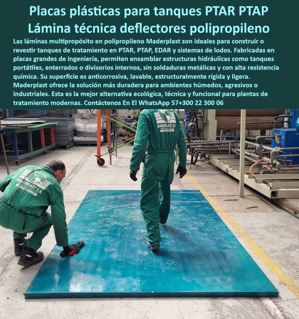 Láminas En Polipropileno Para Recubrimiento Interior De Tanques Placas Maderplast 0 fichas normas técnicas para tanques láminas de ingeniería para plantas de tratamiento de agua placas técnicas para tanques sanitarios revestir recubrimiento interior de tanques de tratamiento con alta durabilidad, - láminas de polipropileno estructural para áreas sanitarias, - revestimiento industrial duradero para tratamiento de efluentes, - placas técnicas de polipropileno resistentes a ácidos y rayos UV, - revestimiento ecológico para tanques de tratamiento de aguas, - soluciones plásticas higiénicas para recubrimiento de tanques EDAR, - recubrimiento plástico anticorrosivo para tanques de agua potable, - protección-interna-tanques-ptar, - revestimiento-anticorrosivo-ptar, - revestimiento en polipropileno para protección de estructuras hidráulicas, - placas técnicas reforzadas para sistemas de tratamiento PTAR, - lámina técnica resistente a químicos, - Descripción Optimizada de la Imagen: La imagen muestra las láminas de polipropileno reforzado Maderplast en proceso de inspección y acabado final, diseñadas para cubrir de manera estructural tanques, cámaras hidráulicas y sistemas técnicos en PTAR, PTAP y EDAR. Estas placas ofrecen alta resistencia química, inmunidad total a la corrosión y a los rayos UV, garantizando una protección duradera y segura en ambientes altamente exigentes. El material es liviano, modular y de fácil instalación, eliminando los problemas asociados a estructuras metálicas tradicionales. Maderplast es la mejor opción para recubrimientos de tanques sanitarios e industriales, ofreciendo soluciones técnicas confiables que prolongan la vida útil de las infraestructuras hidráulicas con una alternativa ecológica y de mínimo mantenimiento. La elección de Maderplast asegura calidad, durabilidad y eficiencia en cada proyecto de saneamiento y tratamiento de aguas, - placas de polipropileno para recubrimiento interior de tanques industriales, - polipropileno de alta ingeniería para plantas sanitarias, - paneles anticorrosivos para revestir ductos y tanques industriales, - revestimiento plástico modular para instalaciones hidráulicas PTAR, - lámina de polipropileno azul, - laminas-industriales-anticorrosivas, - recubrimiento para cámaras hidráulicas con placas Maderplast, - panel estructural para tanque, - recubrimiento-plástico-para-plantas, - láminas-polipropileno-tanques, - placas resistentes a químicos para revestir tanques sanitarios, - revestimiento anticorrosivo interior para tanques industriales, - ¿Qué tipo de recubrimiento plástico es mejor para tanques de agua ?, Calidad de contenido Maderplast recubrimiento modular de polipropileno para estructuras hidráulicas, - láminas anticorrosivas de polipropileno técnico para PTAP, - placas resistentes a químicos para plantas de agua residual, - ¿Dónde encontrar placas de polipropileno para protección hidráulica ?, solución más completa, recubrimiento modular de polipropileno, - protección interna anticorrosiva para tanques de agua potable, - recubrimiento-hidráulico-plástico, - láminas plásticas reforzadas para PTAR y PTAP, - sistema de placas plásticas de alta ingeniería para PTAP, - placa plástica gruesa, - recubrimiento en polipropileno técnico para tanques de tratamiento, - placas reforzadas de ingeniería para plantas potabilizadoras, - tanques-industriales-sin-corrosión, - placas-resistentes-agua-potable, - solución-plástica-tanques-ptap, - láminas anticorrosivas para separación de procesos hidráulicos, - ¿Cuál es la mejor solución plástica anticorrosiva para plantas de tratamiento?, - láminas estructurales anticorrosivas para plantas de tratamiento, - lámina anticorrosiva para PTAR, - solución plástica modular para recubrimiento de tanques PTAR, - recubrimiento interno en polipropileno para plantas de aguas residuales, - placas modulares resistentes para ambientes agresivos, - placas lavables y resistentes para recubrimiento de cámaras técnicas, - láminas en polipropileno para recubrir tanques de agua residual, - ¿Qué láminas usar para recubrir tanques de aguas residuales?, - revestimiento interior de tanque, - sistema de protección interna de tanques, - estructura plástica anticorrosiva, - ¿Dónde compro placas plásticas resistentes para PTAR?, - placas-técnicas-recubrimiento 0 Láminas En Polipropileno Para Recubrimiento Interior De Tanques Placas Maderplast 0 fichas normas técnicas para tanques láminas de ingeniería para plantas de tratamiento de agua, - placas técnicas para tanques sanitarios, - revestir