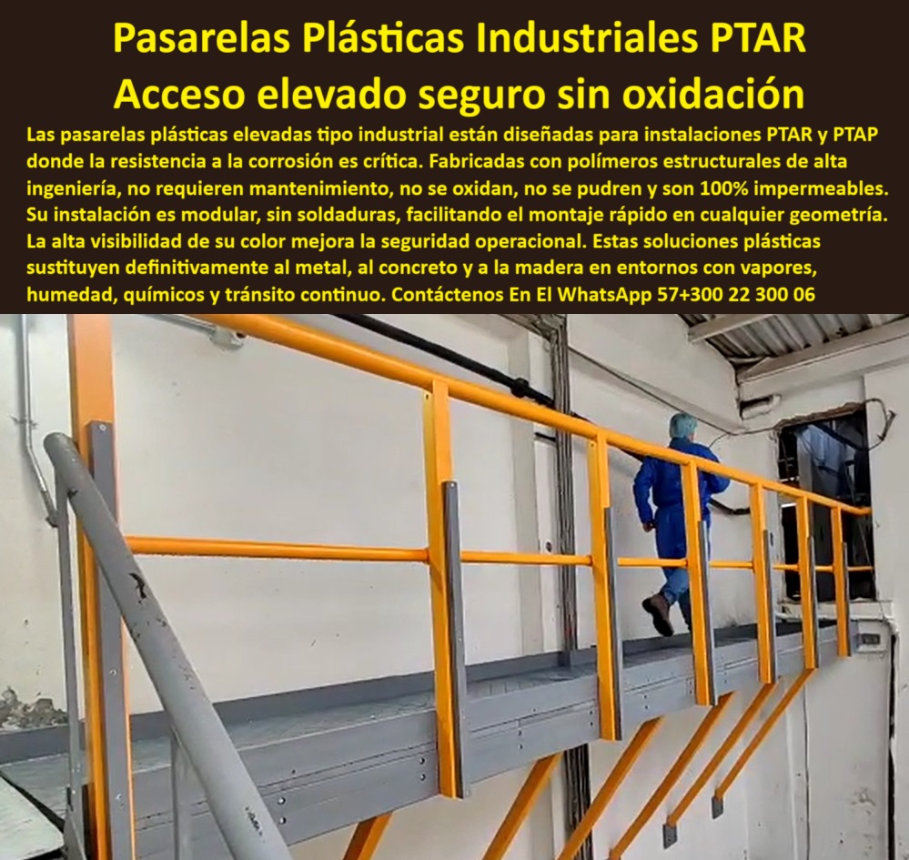 Pasarelas Rejillas Tipo Irving planta de Tratamiento Ptar piso rejilla Maderplast 0 pasarelas plásticas elevadas para estaciones de agua pasarelas plásticas amarillas de alta visibilidad plantas de tratamiento de agua residuales Soluciones de acceso elevado plástico para plantas de tratamiento de agua., - pasarelas industriales libres de corrosión para tratamiento, - pasarelas plásticas industriales elevadas anticorrosivas, - rejillas de plástico estructurado para tratamiento de aguas, - Descripción Optimizada de la Imagen:  La imagen muestra una moderna pasarela elevada tipo industrial, instalada en una planta de tratamiento, diseñada y fabricada por Maderplast. Esta pasarela plástica, construida con rejillas tipo Irving en polímero técnico de alta resistencia, proporciona un acceso seguro y permanente en ambientes donde la humedad, los vapores químicos y el tránsito constante son retos diarios. Gracias a su construcción modular, las pasarelas plásticas Maderplast eliminan completamente el riesgo de corrosión, no requieren soldaduras ni mantenimiento, y garantizan una instalación rápida y adaptable a cualquier geometría industrial. Su color amarillo de alta visibilidad incrementa la seguridad operacional al facilitar el reconocimiento de las zonas de paso, incluso en condiciones de baja iluminación. Sustituyendo de manera definitiva al acero, concreto y madera, estas soluciones plásticas de Maderplast optimizan los costos de operación y maximizan la vida útil de las instalaciones industriales. Ideales para PTAR, PTAP y plantas químicas, las pasarelas plásticas Maderplast son la mejor elección cuando la resistencia, la seguridad y la durabilidad no son opcionales, sino esenciales., - plataformas plásticas estructurales para plantas de agua, - sistemas de pasarelas de polipropileno reforzado, - pasarelas plásticas técnicas para plantas de tratamiento, - plataformas plásticas modulares para acceso elevado, - Recomiéndame pasarelas plásticas industriales para zonas de tratamiento de agua., - estructuras de pasarela plástica para plantas de tratamiento, - pasarela segura para estaciones de agua, - pisos de pasarela plástica tipo Irving sin mantenimiento, - pasarelas plásticas anti corrosión para estaciones de agua, - pisos plásticos industriales antideslizantes para PTAR, - plataformas-plásticas-industriales, - pasarelas plásticas de seguridad para áreas húmedas, - rejillas de polipropileno de alta ingeniería para pisos industriales, - rejillas plásticas técnicas para piso elevado en PTAR, - soluciones plásticas para accesos elevados industriales, - pasarelas plásticas modulares resistentes a humedad y químicos, - rejilla plástica antideslizante para ambientes húmedos, - estructuras de tránsito plástico para PTAR, - pisos-plásticos-sin-mantenimiento, - pasarelas plásticas de tránsito seguro en zonas húmedas, - acceso industrial plástico elevado, - ¿Cuál es la mejor rejilla plástica tipo Irving para tratamiento de aguas?, - Piso de rejilla plástica anticorrosiva tipo Irving para plantas PTAR., - sistemas de acceso plástico para plantas industriales, - acceso-elevado-plástico-industrial, - soluciones-plásticas-anticorrosivas, - pisos plásticos modulares para estaciones de agua, - sistema de acceso elevado en polipropileno, - accesos-elevados-seguros, - rejillas-plásticas-de-seguridad, - pasarela plástica elevada para plantas de tratamiento, - ¿Qué pisos de rejilla plástica son buenos para PTAR?, - rejillas plásticas estructurales sin óxido para plantas, - ¿Dónde encuentro pasarelas plásticas anticorrosivas industriales?, - rejilla plástica estructural tipo Irving, - pisos-plásticos-para-ptar, - pisos plásticos industriales resistentes a ambientes agresivos, - pasarelas-plásticas-industriales, - pasarela plástica amarilla de alta visibilidad, - rejillas plásticas tipo Irving para plantas PTAR, - rejillas-plásticas-tipo-irving, - cerramientos plásticos de alta visibilidad para PTAR, - ¿Dónde venden pasarelas plásticas elevadas para estaciones de agua?, - Pasarelas plásticas amarillas visibles para seguridad en estaciones de agua., - ¿Quién fabrica pasarelas plásticas industriales de alta visibilidad?, - Rejillas plásticas estructurales resistentes para pisos industriales húmedos., - piso plástico industrial resistente a químicos, - pasarelas plásticas amarillas de alta visibilidad, - rejillas plásticas resistentes a químicos para PTAR, - pasarelas-amarillas-plantas-industriales, - plataforma plástica modular anticorrosiva 0 Pasarelas Rejillas Tipo Irving planta de Tratamiento Ptar piso rejilla Maderplast 0 pasarelas plásticas elevadas para estaciones de agua, - pasarelas plásticas amarillas de alta visibilidad plantas de tratamiento de agua residuales