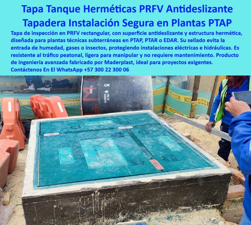 Tapa De Acceso Tanque Subterráneo Tapas Hermética Transitable Ptap Ptar Maderplast 0 Tapa diseño antideslizante Tapa hermética para instalaciones PTAP Tapas rectangulares en PRFV instaladas en planta técnica subterránea Ptap 0 Tapa De Acceso Tanque Subterráneo Tapas Hermética Transitable Ptap Ptar Maderplast 0 Tapa diseño antideslizante, -  Tapa hermética para instalaciones PTAP, - Tapas rectangulares en PRFV instaladas en planta técnica subterránea, Ptap