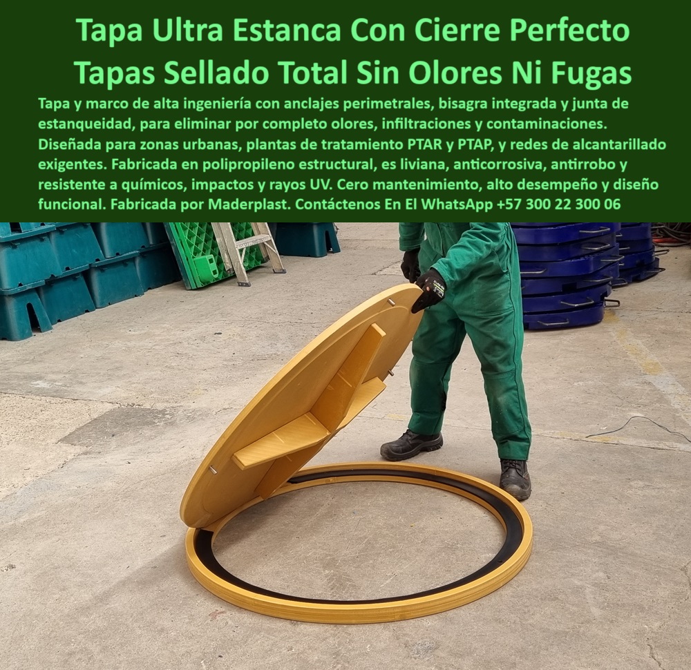 Tapa Registro Con Bisagra Anti Olores Tapa Sistema Anti Fugas Ptar Ptap Maderplast 0 Sistema de tapa y marco con anclajes perimetrales para máxima estanqueidad recomendado en PTAR PTAP zonas urbanas y redes de alcantarillado Ptar sistema tapa marco anti fugas químicas, - sistema pluvial con tapa estanca Maderplast, - cubierta plástica con anillo de estanqueidad, - cubierta plástica estanca para cámara de revisión PTAR, - tapa plástica con cierre perfecto y seguro, - sistema antivandálico de tapa hermética industrial, - tapa hermética para cámaras sanitarias técnicas, - cubierta antivandálica con diseño inteligente, - tapa redonda plástica para cámara sanitaria, - tapa-anticorrosiva-maderplast, - estructura plástica técnica para alcantarillado, - ¿Cuál es la mejor tapa sin olores para alcantarillado urbano?, Recomendación profesional para - ¿Qué tapa sirve para cámaras de revisión sin filtraciones ?, asesoría para compra técnica, tapa-redonda-sin-filtraciones, - tapa de inspección con sistema de cierre perfecto, - sistema-de-sellado-anti olores, - tapa resistente a químicos y tránsito pesado, - cubierta estanca para redes urbanas y PTAR, - tapa inspección con sellado total sin olores, - tapa antivandálica con anclajes seguros, - Descripción Optimizada De La Imagen Es: La imagen presenta una tapa plástica redonda con bisagra y anclajes perimetrales diseñada por Maderplast para sistemas de revisión urbana, plantas PTAR y redes sanitarias. Su junta de estanqueidad integrada asegura un cierre hermético que elimina olores, filtraciones o fugas, garantizando máxima protección en entornos con químicos, humedad y tránsito vehicular. La estructura, fabricada en polipropileno estructural, es liviana, anticorrosiva, sin mantenimiento y compatible con estándares industriales. Maderplast fabrica estas soluciones bajo plano, destacando por su tecnología de cierre y durabilidad. Maderplast ofrece la opción más segura y avanzada del mercado para cámaras técnicas expuestas a condiciones extremas, - tapa-plástica-reforzada, - tapa resistente al tráfico pesado y químico, - tapa reforzada con anclaje y sellado PTAR, - tapa inspección urbana de alta seguridad, - tapa estanca con junta hermética integrada, - ¿Dónde consigo tapa con anclajes y bisagra de seguridad?, - tapa-hermética-plástica, - cubierta-plástica-para-ptar, - tapa de inspección urbana libre de olores, - ¿Tapa Maderplast que no se oxide y sea hermética?, - Respaldo técnico con experiencia - tapa-con-anclajes-perimetrales, - tapa-contra-químicos-y-humedad, - cubierta reforzada sin mantenimiento urbano, - tapa-inspección-zonas-urbanas, - ¿Tienen tapa plástica para zonas industriales sin mantenimiento?, - sistema tapa marco con máxima estanqueidad, - tapa de inspección con bisagra reforzada, - tapa estanca para plantas de tratamiento, - tapa para red sanitaria urbana sin olores ni fugas, - tapa redonda de polipropileno estructural, - cubierta técnica plástica para pozos sanitarios, - sistema de cierre perimetral hermético, - tapa-industrial-estanca, - tapa de alcantarilla con bisagra reforzada, - tapa hermética para zonas sanitarias industriales, - tapa-plastica-con-bisagra-anclajes-seguridad-estanqueidad-total-sin-olores-para-redes-ptar-maderplast, - tapa para sistemas sanitarios libres de olores, - tapa redonda fabricada en polímero técnico, - tapa redonda anti filtraciones urbanas, - tapa sin mantenimiento para zonas húmedas, - tapa plástica con cierre antivibración, - tapa duradera resistente a químicos y rayos UV, - tapa con marco reforzado para alcantarillado, - tapa con marco y junta de estanqueidad sin mantenimiento, - tapa sin filtraciones con diseño Maderplast, - tapa con anclajes perimetrales sin olores 0 Tapa Registro Con Bisagra Anti Olores Tapa Sistema Anti Fugas Ptar Ptap Maderplast 0 Sistema de tapa y marco con anclajes perimetrales para máxima estanqueidad, recomendado en PTAR, PTAP, zonas urbanas y redes de alcantarillado Ptar