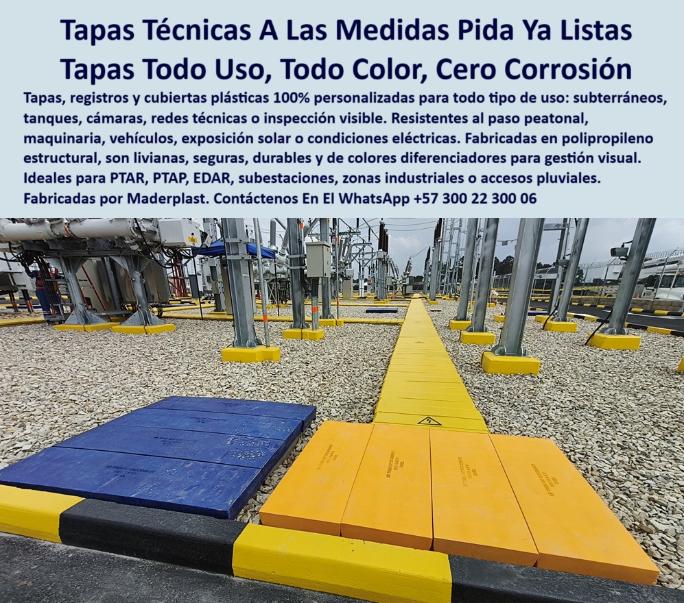 Tapas Para Tanques Subterráneos De Plantas De Tratamiento Ptap Ptar Edar Maderplast 0 cubierta en polipropileno para tanques de agua potable Cubierta con bisagras para tanque PTAP acceso seguro planta ptap registro hermético Descripción Optimizada de la Imagen: La imagen muestra tapas técnicas Maderplast instaladas en una subestación eléctrica, diseñadas a medida en polipropileno estructural para cubrir tanques, cámaras y accesos técnicos. Las cubiertas, fabricadas en diferentes colores como azul y amarillo, permiten una gestión visual eficiente y una identificación rápida de redes o zonas técnicas. Maderplast ofrece estas tapas como solución anticorrosiva, segura y libre de mantenimiento, ideales para plantas PTAR, PTAP, EDAR, obras civiles y ambientes eléctricos. Soportan tránsito peatonal, maquinaria o condiciones climáticas extremas sin oxidarse ni deformarse. Con sistemas de cierre hermético y posibilidad de bisagras, Maderplast asegura máxima funcionalidad, durabilidad y cumplimiento industrial, - Tapas-Industriales-Infraestructura-Critica, - Recomendación de tapa segura y modular para registros industriales en plantas EDAR, - Solución anticorrosiva con alta visibilidad industrial, - Tapa plástica con resistencia a rayos UV y químicos, - Tapas-Tecnicas-Personalizadas-Maderplast, - Cubierta plástica amarilla para señalización visual, - Tapa de polipropileno técnico para plantas de tratamiento, - Registro hermético de inspección para zonas eléctricas, - Tapa de color diferenciador para zona técnica, - Cubierta-Polipropileno-Plantas-PTAR, - Cubiertas plásticas para infraestructura crítica, - ¿Qué tipo de tapa se usa para tanques de agua potable enterrados ?, contenido validado, Acceso seguro a tanques enterrados industriales, - Tapa para redes pluviales e inspección en plantas, - Tapa-Con-Bisagras-Plastica, - ¿Hay tapas plásticas resistentes que soporten tránsito vehicular y humedad?, - Tapas-Colores-Gestion-Visual, - Tapa con bisagras plásticas reforzadas para PTAP, - Solución plástica ligera sin mantenimiento para EDAR, - Buscar tapas de polipropileno con diferenciación por color para subestaciones y plantas sanitarias, - Cubiertas-Sin-Mantenimiento-PTAP, - Registro-Hermético-Zona-Eléctrica, - Cubierta-UV-Anticorrosiva, - Tapas modulares para zonas eléctricas y de control, - Tapa polimérica personalizada con textura antideslizante, - ¿Cuál es la mejor tapa para cámaras de inspección en zonas industriales?, Mejor alternativa técnica frente a - ¿Qué tapa plástica es segura para zonas eléctricas en una planta PTAR ?, asesoría para compra técnica, Registro plástico modular instalado en subestación eléctrica, - Cubierta amarilla de señalización para acceso técnico, - Tapa plástica azul con bisagras para planta sanitaria, - ¿Dónde consigo cubiertas de colores para gestionar visualmente accesos?, - Tapas sanitarias para plantas de agua potable, - ¿Qué tapas plásticas soportan condiciones eléctricas, tránsito y exposición solar?, - Cubierta plástica segura para infraestructura sanitaria, - tapas técnicas personalizadas maderplast polipropileno ptar ptap edar subestaciones planta tratamiento colores acceso seguro sin mantenimiento registro hermético cámara industrial, - Comparación entre tapas metálicas y plásticas Maderplast en entornos de alta exigencia, - Acceso-Seguro-Red-Sanitaria, - Tapa industrial en planta de tratamiento de aguas, - Sistema de cierre técnico para cámaras enterradas, - Sistema de acceso seguro a tanque enterrado industrial, - Cubierta resistente al tráfico y ambientes agresivos, - Reemplazo de tapas metálicas corroídas por plástico, - Tapa para cámaras técnicas con cierre anticorrosivo, - Tapas resistentes para tráfico peatonal y vehicular, - Cubiertas técnicas para subestaciones eléctricas, - Tapas personalizadas por forma, color y dimensión, - Cubierta de polipropileno sobre cámara de inspección, - Ficha técnica de cubierta con bisagras herméticas para tanque PTAP enterrado, - Cubierta para tanques de agua potable enterrados, - Tapas industriales con código de colores diferenciados, - Cubierta plástica de colores diferenciadores para gestión visual, - Registro de inspección con diseño modular personalizado, - Tapa de acceso estructural con textura antideslizante, - Tapa de inspección rápida para pozos técnicos, - Tapa-Personalizada-Subestación-Eléctrica, - Registro hermético con ventilación integrada 0 Tapas Para Tanques Subterráneos De Plantas De Tratamiento Ptap Ptar Edar Maderplast 0 cubierta en polipropileno para tanques de agua potable, - Cubierta con bisagras para tanque PTAP, - acceso-seguro-planta-ptap, registro-hermético