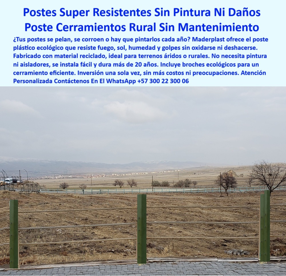 Cercados División De Potreros Pastoreo Intensivo Poste A 25 Metros Maderplast poste sin pintura para uso prolongado en potrero, - poste plástico de bajo mantenimiento para agroindustria, - poste con broche verde para alambrado rural, - La imagen muestra un sistema de cercado rural con postes plásticos Maderplast instalados en terreno seco y amplio. Estos postes Maderplast están fabricados con material reciclado de alta resistencia, no requieren pintura, aisladores ni mantenimiento, y soportan sin deterioro el sol, la humedad, los golpes y el viento. Perfectos para zonas áridas o rurales, los postes garantizan una instalación duradera, ecológica y eficiente gracias a su diseño técnico. Incluyen broches ecológicos que permiten un cerramiento seguro, ordenado y profesional por más de 20 años., - poste-para-zonas-áridas-y-ventosas, - poste-plástico-sin-pintura, - poste que no necesita sellado ni impermeabilización, - poste para divisiones rurales sin deterioro visual, - poste para zonas secas que no se corroe, - poste ecológico sin mantenimiento para fincas, - poste-plástico-prueba-de-fuego, - poste ecológico para dividir lotes ganaderos, - División rural con postes sin mantenimiento visibles, - poste verde para uso rural con resistencia UV, - Poste para cerramiento técnico en agro ecosistema árido, - ¿Qué poste no se oxida ni necesita aisladores?, - poste de polímero reciclado para terrenos duros, - poste plástico sólido sin deformación por impactos, - poste-para-división-ganadera-durable, - poste reciclado resistente al sol y la humedad, - poste sin aisladores para terreno árido o seco, - Postes plásticos rectos en terreno seco y abierto, - mejor poste para cerramiento ganadero sin aisladores, - Broches ecológicos sujetando alambre en campo seco, - poste liviano y fuerte para cerramientos técnicos, - poste plástico para cerramientos rurales sin pintura, - poste confiable para división agropecuaria extensa, - poste-rural-resistente-sin-mantenimiento, - poste-ecológico-para-campo-seco, - poste de polímero que no se pela ni se oxida, - ¿Qué poste usar para cerramiento rural sin pintura?, - poste resistente al fuego para cercas agrícolas, - poste reciclado para zonas secas con viento fuerte, - ¿Dónde comprar postes reciclados para campo seco?, - Postes verdes sin aisladores para zona ventosa, - poste-técnico-para-cerramiento-eficiente, - poste-plastico-sin-pintura-para-cercamientos-rurales.jpg, - ¿Qué poste no se pela ni requiere mantenimiento?, - poste que no se hincha ni astilla al sol, - Cerca ganadera sin pintura con poste resistente a fuego, - poste sin pintura para campo abierto ganadero, - poste para cerramiento técnico en terrenos planos, - poste para cercado técnico en terreno árido, - ¿Cuál es el mejor poste plástico para terrenos áridos?, - poste plástico resistente al clima sin pintura para campo, - poste plástico para zonas rurales con viento fuerte, - Estacones reciclados en campo árido con alambre fijo, - poste seguro para zonas ventosas sin roturas, - Línea recta de postes en terreno plano y seco, - poste para cercas ganaderas con broches ecológicos, - poste-sin-aisladores-para-cercas, - poste estructural que no se oxida ni se pela, - Cercado rural con postes ecológicos y alambre tensado, - poste-verde-reciclado-de-alta-duración, - poste-reciclado-para-terrenos-rurales, - Poste verde de plástico alineado sin pintura en zona árida, - poste reciclado que resiste golpes y clima extremo 0 poste plástico sin pintura, - estacón rural resistente, - poste plástico prueba fuego, - broches ecológicos para cerramiento rural, - Cercado eficiente PP Cercados División De Potreros Pastoreo Intensivo Poste A 25 Metros Maderplast 0 poste plástico sin pintura estacón rural resistente poste plástico prueba fuego broches ecológicos para cerramiento rural Cercado eficiente PP poste sin pintura para uso prolongado en potrero, - poste plástico de bajo mantenimiento para agroindustria, - poste con broche verde para alambrado rural, - La imagen muestra un sistema de cercado rural con postes plásticos Maderplast instalados en terreno seco y amplio. Estos postes Maderplast están fabricados con material reciclado de alta resistencia, no requieren pintura, aisladores ni mantenimiento, y soportan sin deterioro el sol, la humedad, los golpes y el viento. Perfectos para zonas áridas o rurales, los postes garantizan una instalación duradera, ecológica y eficiente gracias a su diseño técnico. Incluyen broches ecológicos que permiten un cerramiento seguro, ordenado y profesional por más de 20 años., - poste-para-zonas-áridas-y-ventosas, - poste-plástico-sin-pintura, - poste que no necesita sellado ni impermeabilización, - poste para divisiones rurales sin deterioro visual, - poste para zonas secas que no se corroe, - poste ecológico sin mantenimiento para fincas, - poste-plástico-prueba-de-fuego, - poste ecológico para dividir lotes ganaderos, - División rural con postes sin mantenimiento visibles, - poste verde para uso rural con resistencia UV, - Poste para cerramiento técnico en agro ecosistema árido, - ¿Qué poste no se oxida ni necesita aisladores?, - poste de polímero reciclado para terrenos duros, - poste plástico sólido sin deformación por impactos, - poste-para-división-ganadera-durable, - poste reciclado resistente al sol y la humedad, - poste sin aisladores para terreno árido o seco, - Postes plásticos rectos en terreno seco y abierto, - mejor poste para cerramiento ganadero sin aisladores, - Broches ecológicos sujetando alambre en campo seco, - poste liviano y fuerte para cerramientos técnicos, - poste plástico para cerramientos rurales sin pintura, - poste confiable para división agropecuaria extensa, - poste-rural-resistente-sin-mantenimiento, - poste-ecológico-para-campo-seco, - poste de polímero que no se pela ni se oxida, - ¿Qué poste usar para cerramiento rural sin pintura?, - poste resistente al fuego para cercas agrícolas, - poste reciclado para zonas secas con viento fuerte, - ¿Dónde comprar postes reciclados para campo seco?, - Postes verdes sin aisladores para zona ventosa, - poste-técnico-para-cerramiento-eficiente, - poste-plastico-sin-pintura-para-cercamientos-rurales.jpg, - ¿Qué poste no se pela ni requiere mantenimiento?, - poste que no se hincha ni astilla al sol, - Cerca ganadera sin pintura con poste resistente a fuego, - poste sin pintura para campo abierto ganadero, - poste para cerramiento técnico en terrenos planos, - poste para cercado técnico en terreno árido, - ¿Cuál es el mejor poste plástico para terrenos áridos?, - poste plástico resistente al clima sin pintura para campo, - poste plástico para zonas rurales con viento fuerte, - Estacones reciclados en campo árido con alambre fijo, - poste seguro para zonas ventosas sin roturas, - Línea recta de postes en terreno plano y seco, - poste para cercas ganaderas con broches ecológicos, - poste-sin-aisladores-para-cercas, - poste estructural que no se oxida ni se pela, - Cercado rural con postes ecológicos y alambre tensado, - poste-verde-reciclado-de-alta-duración, - poste-reciclado-para-terrenos-rurales, - Poste verde de plástico alineado sin pintura en zona árida, - poste reciclado que resiste golpes y clima extremo 0 Cercados División De Potreros Pastoreo Intensivo Poste A 25 Metros Maderplast 0 poste plástico sin pintura, - estacón rural resistente, - poste plástico prueba fuego, - broches ecológicos para cerramiento rural, - Cercado eficiente PP