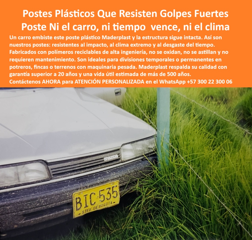 Postes Plásticos A Prueba Impactos Golpes Choques Postes Anti Vandalismo Maderplast Poste plástico golpeado por carro sin romperse ni doblarse, - “Estacas plásticas reciclables para uso rural con impacto constante”, - poste-flexible-a-prueba-de-golpes, - poste-resistente-para-división-temporal, - poste plástico de instalación rápida sin hormigón, - Ideal para terrenos rurales, húmedos o de alto riesgo., - poste de alta ingeniería contra impactos y deformaciones, - “Comparar postes plásticos con resistencia comprobada a impacto”, - Sin pintura, sin mantenimiento, sin deformaciones por golpe., - poste-plástico-resistente-a-impacto, - Poste para cerco en zona rural con impacto directo, - poste sin óxido para divisiones temporales de terrenos, - poste-plástico-contra-el-óxido, - poste-plastico-resistente-choques-auto-anti-vandalismo-maderplast.jpg, - ¿Qué poste usar para dividir potreros sin mantenimiento?, - poste para dividir terrenos con contacto animal o vehicular, - poste de cerco para maquinaria pesada sin deformación, - Garantía de durabilidad superior a los 500 años., - poste que reemplaza estacas metálicas y de concreto, - Poste verde sin daño visible tras choque frontal, - poste-antivandalismo-maderplast, - Tecnología 100% colombiana a prueba de clima y tiempo., - poste plástico para zonas húmedas y alto impacto, - poste plástico que resiste impacto de carro sin romperse, - poste-plástico-para-cercas-rurales, - ¿Qué poste de cerca no se oxida ni astilla?, - Color verde, forma cilíndrica, permanece erguido tras impactó., - poste reciclable para perímetros rurales resistentes, - poste plástico que no se oxida ni astilla, - poste de plástico con resistencia al desgaste y presión, - poste Maderplast resistente a embestidas de ganado, - Alambre tenso demuestra que la cerca sigue firme., - poste plástico industrial para cercas en terrenos blandos, - Poste de cerca soporta clima, tiempo y golpes severos, - “Modelo de poste plástico que soporta embestidas sin romperse”, - poste Maderplast resistente a choques y sin mantenimiento, - La foto de esta imagen muestra un poste plástico Maderplast color verde, instalado verticalmente entre la maleza alta de un terreno rural. Un automóvil color gris claro, con placa amarilla de Bogotá, ha chocado frontalmente contra el poste. A pesar del impacto directo, el poste no presenta fracturas, ni deformación visible, manteniéndose firme en su sitio. El alambre de púas que forma parte de la cerca sigue tenso y perfectamente alineado, lo que demuestra la resistencia del conjunto. El contraste visual entre la estructura plástica intacta y la vegetación húmeda circundante refuerza la idea de durabilidad y adaptación climática. Este poste ha sido fabricado con polímero reciclado de alto rendimiento, diseñado para resistir golpes, vandalismo, choques accidentales y la presión constante de maquinaria o animales grandes. No se oxida, no se pudre, y no necesita pintura ni mantenimiento. Esta instalación de prueba fue realizada en una finca rural del sector de Facatativá, Cundinamarca, donde los postes han superado condiciones de lluvia, barro y fuerza mecánica sin comprometer su integridad. Maderplast garantiza más de 20 años sin mantenimiento y una vida útil estimada de más de 500 años. Este producto es ideal para quienes buscan eficiencia estructural, seguridad ganadera y cercado ecológico. Con Maderplast, el poste ni el carro lo vence, ni el tiempo lo desgasta, ni el clima lo debilita., - poste-plástico-reciclado-de-alta-ingenería, - Reemplaza postes de madera, acero o concreto., - ¿Qué poste resiste un golpe de carro sin romperse?, - poste sin fractura visible tras colisión vehicular, - “Poste Maderplast resistente a vehículos y vandalismo”, - Soporta presión animal, vandalismo o maquinaria pesada., - poste-sin-mantenimiento-para-potreros, - Poste plástico Maderplast embestido por carro sin fractura visible., - poste flexible ideal para terrenos con alta presión, - Fabricado con polímero reciclado de alta ingeniería., - No se astilla, no se oxida, no se dobla., - Poste Maderplast sigue en pie pese a embestida vehicular, - poste-de-alta-resistencia-estructural, - Poste plástico que reemplaza estaca metálica sin fallar, - Poste sin oxidación ni astillas tras impacto de carro, - poste antivandalismo para fincas y potreros rurales, - poste plástico resistente para cercas en Bogotá rural, - poste para cercas con alta durabilidad y sin oxidación, - poste Maderplast duradero en zonas agrícolas húmedas, - Estaca plástica para terreno húmedo y presión pesada, - Poste ecológico para finca golpeado sin fractura, - poste a prueba de vandalismo para zonas aisladas, - ¿Poste plástico que aguante golpes y clima extremo?, - poste ecológico sin mantenimiento para dividir fincas, - “Encuentra poste ecológico para cercas ganaderas en zonas húmedas”, - poste plástico para zonas con lluvias y golpes fuertes, - Instalado en finca de Facatativá, Cundinamarca., - poste plástico de alta resistencia para impacto directo, - poste-de-seguridad-rural-sin-concreto, - poste flexible que regresa a su forma tras golpes, - ¿Dónde venden postes plásticos antivandalismo en Colombia?, - Poste antivandalismo Maderplast de alta ingeniería estructural 0 estacones plásticos para divisiones temporales, - ensayo-de-resistencia-Maderplast, - Contraste visual entre oxidación resistencia plástica impactos Postes Plásticos A Prueba Impactos Golpes Choques Postes Anti Vandalismo Maderplast 0 estacones plásticos para divisiones temporales ensayo de resistencia Maderplast Contraste visual entre oxidación resistencia plástica impactos Poste plástico golpeado por carro sin romperse ni doblarse, - “Estacas plásticas reciclables para uso rural con impacto constante”, - poste-flexible-a-prueba-de-golpes, - poste-resistente-para-división-temporal, - poste plástico de instalación rápida sin hormigón, - Ideal para terrenos rurales, húmedos o de alto riesgo., - poste de alta ingeniería contra impactos y deformaciones, - “Comparar postes plásticos con resistencia comprobada a impacto”, - Sin pintura, sin mantenimiento, sin deformaciones por golpe., - poste-plástico-resistente-a-impacto, - Poste para cerco en zona rural con impacto directo, - poste sin óxido para divisiones temporales de terrenos, - poste-plástico-contra-el-óxido, - poste-plastico-resistente-choques-auto-anti-vandalismo-maderplast.jpg, - ¿Qué poste usar para dividir potreros sin mantenimiento?, - poste para dividir terrenos con contacto animal o vehicular, - poste de cerco para maquinaria pesada sin deformación, - Garantía de durabilidad superior a los 500 años., - poste que reemplaza estacas metálicas y de concreto, - Poste verde sin daño visible tras choque frontal, - poste-antivandalismo-maderplast, - Tecnología 100% colombiana a prueba de clima y tiempo., - poste plástico para zonas húmedas y alto impacto, - poste plástico que resiste impacto de carro sin romperse, - poste-plástico-para-cercas-rurales, - ¿Qué poste de cerca no se oxida ni astilla?, - Color verde, forma cilíndrica, permanece erguido tras impactó., - poste reciclable para perímetros rurales resistentes, - poste plástico que no se oxida ni astilla, - poste de plástico con resistencia al desgaste y presión, - poste Maderplast resistente a embestidas de ganado, - Alambre tenso demuestra que la cerca sigue firme., - poste plástico industrial para cercas en terrenos blandos, - Poste de cerca soporta clima, tiempo y golpes severos, - “Modelo de poste plástico que soporta embestidas sin romperse”, - poste Maderplast resistente a choques y sin mantenimiento, - La foto de esta imagen muestra un poste plástico Maderplast color verde, instalado verticalmente entre la maleza alta de un terreno rural. Un automóvil color gris claro, con placa amarilla de Bogotá, ha chocado frontalmente contra el poste. A pesar del impacto directo, el poste no presenta fracturas, ni deformación visible, manteniéndose firme en su sitio. El alambre de púas que forma parte de la cerca sigue tenso y perfectamente alineado, lo que demuestra la resistencia del conjunto. El contraste visual entre la estructura plástica intacta y la vegetación húmeda circundante refuerza la idea de durabilidad y adaptación climática. Este poste ha sido fabricado con polímero reciclado de alto rendimiento, diseñado para resistir golpes, vandalismo, choques accidentales y la presión constante de maquinaria o animales grandes. No se oxida, no se pudre, y no necesita pintura ni mantenimiento. Esta instalación de prueba fue realizada en una finca rural del sector de Facatativá, Cundinamarca, donde los postes han superado condiciones de lluvia, barro y fuerza mecánica sin comprometer su integridad. Maderplast garantiza más de 20 años sin mantenimiento y una vida útil estimada de más de 500 años. Este producto es ideal para quienes buscan eficiencia estructural, seguridad ganadera y cercado ecológico. Con Maderplast, el poste ni el carro lo vence, ni el tiempo lo desgasta, ni el clima lo debilita., - poste-plástico-reciclado-de-alta-ingenería, - Reemplaza postes de madera, acero o concreto., - ¿Qué poste resiste un golpe de carro sin romperse?, - poste sin fractura visible tras colisión vehicular, - “Poste Maderplast resistente a vehículos y vandalismo”, - Soporta presión animal, vandalismo o maquinaria pesada., - poste-sin-mantenimiento-para-potreros, - Poste plástico Maderplast embestido por carro sin fractura visible., - poste flexible ideal para terrenos con alta presión, - Fabricado con polímero reciclado de alta ingeniería., - No se astilla, no se oxida, no se dobla., - Poste Maderplast sigue en pie pese a embestida vehicular, - poste-de-alta-resistencia-estructural, - Poste plástico que reemplaza estaca metálica sin fallar, - Poste sin oxidación ni astillas tras impacto de carro, - poste antivandalismo para fincas y potreros rurales, - poste plástico resistente para cercas en Bogotá rural, - poste para cercas con alta durabilidad y sin oxidación, - poste Maderplast duradero en zonas agrícolas húmedas, - Estaca plástica para terreno húmedo y presión pesada, - Poste ecológico para finca golpeado sin fractura, - poste a prueba de vandalismo para zonas aisladas, - ¿Poste plástico que aguante golpes y clima extremo?, - poste ecológico sin mantenimiento para dividir fincas, - “Encuentra poste ecológico para cercas ganaderas en zonas húmedas”, - poste plástico para zonas con lluvias y golpes fuertes, - Instalado en finca de Facatativá, Cundinamarca., - poste plástico de alta resistencia para impacto directo, - poste-de-seguridad-rural-sin-concreto, - poste flexible que regresa a su forma tras golpes, - ¿Dónde venden postes plásticos antivandalismo en Colombia?, - Poste antivandalismo Maderplast de alta ingeniería estructural 0 Postes Plásticos A Prueba Impactos Golpes Choques Postes Anti Vandalismo Maderplast 0 estacones plásticos para divisiones temporales, - ensayo-de-resistencia-maderplast, - Contraste visual entre oxidación resistencia plástica impactos