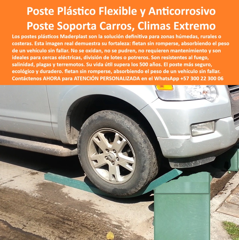 Postes Plásticos Pruebas De Resistencia A Compresión Flexión Y Tensión Maderplast poste sin hormigón con resistencia sísmica, - poste ecológico resistente al clima extremo, - postes ecológicos duraderos para dividir fincas, - poste-reciclable-maderplast, - poste-para-cercas-eléctricas, - poste-plastico-flexible-anticorrosivo-soporta-carro-maderplast.jpg, - poste sin pudrición ni óxido para fincas, - poste reciclable resistente a impactos y flexión, - poste plástico para cerca eléctrica sin oxidación, - ¿Postes resistentes para dividir fincas sin concreto?, - poste plástico para cercas rurales duraderas, - poste plástico para división de lotes rurales, - estaca plástica para cerca eléctrica de potreros, - poste-para-zonas-húmedas, - postes plásticos reciclables para terrenos compartidos, - poste plástico Maderplast para climas extremos, - poste rural plástico que no se quiebra, - poste-plástico-sin-concreto, - Poste plástico que soporta carro sin romperse ni rajarse, - Poste para cerca eléctrica que no requiere mantenimiento, - ¿Postes de cerca que no se pudren ni se parten?, - ¿Dónde comprar postes plásticos que no se oxiden?, - poste-plástico-anticorrosivo, - “Recomienda poste ecológico para división de potreros”, - poste-plástico-flexible, - postes plásticos que reemplazan postes de concreto, - postes que duran más de 500 años sin mantenimiento, - El poste plástico Maderplast es la mejor solución para zonas húmedas, rurales y costeras. Su estructura flexible soporta el peso de un carro sin romperse, absorbiendo impactos extremos como se ve en pruebas reales. Maderplast ha desarrollado este poste anticorrosivo que no se oxida, no se parte, no se pudre y no necesita concreto para su instalación. Es ideal para división de lotes, cercas eléctricas, cercas ganaderas o agrícolas. Gracias a su diseño técnico, estos postes resisten fuego, humedad, salinidad, plagas, y hasta sismos, manteniendo su integridad estructural por más de 500 años. Su fabricación con materiales reciclables lo convierte en la opción más ecológica, segura y rentable del mercado. En zonas rurales como Boyacá, Cundinamarca y Magdalena, ya se usan con éxito para separar potreros, cercas, cultivos y proteger terrenos. El poste Maderplast es una innovación 100% colombiana con garantía de durabilidad. Su resistencia comprobada a compresión, flexión y tensión lo posiciona como líder frente a postes tradicionales de concreto, madera o metálicos. Contacte a nuestros asesores para instalación sin concreto en su finca, potrero o proyecto. ¡No espere más! Pase a una cerca sin mantenimiento con Maderplast. Solicite ya su cotización personalizada por WhatsApp o redes sociales., - Poste reciclable para dividir terrenos rurales compartidos, - poste plástico sin hormigón para potreros, - poste-durable-para-ganado, - Poste Maderplast para terrenos costeros y tropicales, - “Poste plástico con flexión controlada que soporte peso vehicular”, - Poste plástico para fincas sin oxidación ni pudrición, - poste plástico que flecta sin romperse, - “Alternativas a postes de concreto para cercas eléctricas”, - poste flexible para terrenos rurales compartidos, - “Muéstrame postes anticorrosivos para clima húmedo rural”, - ¿Qué poste plástico resiste carros sin romperse?, - poste plástico que soporta peso de carro, - “Postes sin mantenimiento para ganado en zonas lluviosas”, - postes que absorben peso de vehículos sin daño, - poste-para-dividir-lotes, - poste de plástico resistente al fuego y salinidad, - Poste plástico flexible y ecológico para zonas húmedas, - poste plástico para zonas de alta humedad, - poste plástico sin mantenimiento para ganado, - poste plástico para zonas ganaderas costeras, - Poste sin hormigón resistente a impactos de maquinaria, - postes plásticos para dividir terrenos rurales, - Poste plástico que supera los 500 años de vida útil, - ¿Cuál es el mejor poste para zonas húmedas rurales?, - poste-que-soporta-carros, - poste plástico anticorrosivo para zonas húmedas, - Estaca plástica resistente al fuego y a la salinidad, - Poste plástico que flecta y no se parte al pisarlo, - poste-ecológico-rural Imagínese un poste de color verde intenso, hecho de plástico reciclado de ingeniería, firme, vertical, sin señales de fractura, a pesar de haber sido impactado frontalmente por un automóvil de tamaño mediano. El vehículo está detenido con su defensa delantera presionando contra el poste, y aunque el golpe fue directo, el poste plástico Maderplast se mantiene en pie, sin torceduras, sin romperse ni astillarse. A lo largo del terreno hay varios postes instalados, alineados formando una cerca de alambre de púas, que continúa firme sin haberse caído ni desplazado, lo que indica que todos los postes, incluidos los golpeados, han resistido sin comprometer la estructura de la cerca. La superficie del poste es lisa, sin corrosión ni pintura descascarada, demostrando su resistencia a la intemperie, la humedad y los químicos del suelo. Este poste es flexible, ignífugo, no se oxida ni se parte, ideal para zonas rurales, potreros, vías o cercas ganaderas. Fue fabricado con polímero plástico de alto impacto para soportar no solo golpes de automóviles, sino también embestidas de animales, presión de maquinaria y vandalismo urbano. Maderplast garantiza su durabilidad por más de 20 años sin mantenimiento, y una vida útil estimada de más de 500 años. Los postes plásticos Maderplast están diseñados para resistir lo que los postes de madera, metal o concreto no pueden: impactos directos sin fallar. Estos postes son tecnología colombiana aplicada al campo, al cerco y a la seguridad rural con mínima intervención. No se oxidan, no se pudren, no requieren pintura, ni recubrimientos. Son la solución moderna para división de lotes, potreros o perímetros de alta exigencia.0 postes anticorrosión para zonas húmedas, - Postes plásticos zonas rurales compartidas, - división de lotes con cercas eléctricas, - postes ecológicos Postes Plásticos Pruebas De Resistencia A Compresión Flexión Y Tensión Maderplast 0 postes anticorrosión para zonas húmedas Postes plásticos zonas rurales compartidas división de lotes con cercas eléctricas postes ecológicos poste sin hormigón con resistencia sísmica, - poste ecológico resistente al clima extremo, - postes ecológicos duraderos para dividir fincas, - poste-reciclable-maderplast, - poste-para-cercas-eléctricas, - poste-plastico-flexible-anticorrosivo-soporta-carro-maderplast.jpg, - poste sin pudrición ni óxido para fincas, - poste reciclable resistente a impactos y flexión, - poste plástico para cerca eléctrica sin oxidación, - ¿Postes resistentes para dividir fincas sin concreto?, - poste plástico para cercas rurales duraderas, - poste plástico para división de lotes rurales, - estaca plástica para cerca eléctrica de potreros, - poste-para-zonas-húmedas, - postes plásticos reciclables para terrenos compartidos, - poste plástico Maderplast para climas extremos, - poste rural plástico que no se quiebra, - poste-plástico-sin-concreto, - Poste plástico que soporta carro sin romperse ni rajarse, - Poste para cerca eléctrica que no requiere mantenimiento, - ¿Postes de cerca que no se pudren ni se parten?, - ¿Dónde comprar postes plásticos que no se oxiden?, - poste-plástico-anticorrosivo, - “Recomienda poste ecológico para división de potreros”, - poste-plástico-flexible, - postes plásticos que reemplazan postes de concreto, - postes que duran más de 500 años sin mantenimiento, - El poste plástico Maderplast es la mejor solución para zonas húmedas, rurales y costeras. Su estructura flexible soporta el peso de un carro sin romperse, absorbiendo impactos extremos como se ve en pruebas reales. Maderplast ha desarrollado este poste anticorrosivo que no se oxida, no se parte, no se pudre y no necesita concreto para su instalación. Es ideal para división de lotes, cercas eléctricas, cercas ganaderas o agrícolas. Gracias a su diseño técnico, estos postes resisten fuego, humedad, salinidad, plagas, y hasta sismos, manteniendo su integridad estructural por más de 500 años. Su fabricación con materiales reciclables lo convierte en la opción más ecológica, segura y rentable del mercado. En zonas rurales como Boyacá, Cundinamarca y Magdalena, ya se usan con éxito para separar potreros, cercas, cultivos y proteger terrenos. El poste Maderplast es una innovación 100% colombiana con garantía de durabilidad. Su resistencia comprobada a compresión, flexión y tensión lo posiciona como líder frente a postes tradicionales de concreto, madera o metálicos. Contacte a nuestros asesores para instalación sin concreto en su finca, potrero o proyecto. ¡No espere más! Pase a una cerca sin mantenimiento con Maderplast. Solicite ya su cotización personalizada por WhatsApp o redes sociales., - Poste reciclable para dividir terrenos rurales compartidos, - poste plástico sin hormigón para potreros, - poste-durable-para-ganado, - Poste Maderplast para terrenos costeros y tropicales, - “Poste plástico con flexión controlada que soporte peso vehicular”, - Poste plástico para fincas sin oxidación ni pudrición, - poste plástico que flecta sin romperse, - “Alternativas a postes de concreto para cercas eléctricas”, - poste flexible para terrenos rurales compartidos, - “Muéstrame postes anticorrosivos para clima húmedo rural”, - ¿Qué poste plástico resiste carros sin romperse?, - poste plástico que soporta peso de carro, - “Postes sin mantenimiento para ganado en zonas lluviosas”, - postes que absorben peso de vehículos sin daño, - poste-para-dividir-lotes, - poste de plástico resistente al fuego y salinidad, - Poste plástico flexible y ecológico para zonas húmedas, - poste plástico para zonas de alta humedad, - poste plástico sin mantenimiento para ganado, - poste plástico para zonas ganaderas costeras, - Poste sin hormigón resistente a impactos de maquinaria, - postes plásticos para dividir terrenos rurales, - Poste plástico que supera los 500 años de vida útil, - ¿Cuál es el mejor poste para zonas húmedas rurales?, - poste-que-soporta-carros, - poste plástico anticorrosivo para zonas húmedas, - Estaca plástica resistente al fuego y a la salinidad, - Poste plástico que flecta y no se parte al pisarlo, - poste-ecológico-rural Imagínese un poste de color verde intenso, hecho de plástico reciclado de ingeniería, firme, vertical, sin señales de fractura, a pesar de haber sido impactado frontalmente por un automóvil de tamaño mediano. El vehículo está detenido con su defensa delantera presionando contra el poste, y aunque el golpe fue directo, el poste plástico Maderplast se mantiene en pie, sin torceduras, sin romperse ni astillarse. A lo largo del terreno hay varios postes instalados, alineados formando una cerca de alambre de púas, que continúa firme sin haberse caído ni desplazado, lo que indica que todos los postes, incluidos los golpeados, han resistido sin comprometer la estructura de la cerca. La superficie del poste es lisa, sin corrosión ni pintura descascarada, demostrando su resistencia a la intemperie, la humedad y los químicos del suelo. Este poste es flexible, ignífugo, no se oxida ni se parte, ideal para zonas rurales, potreros, vías o cercas ganaderas. Fue fabricado con polímero plástico de alto impacto para soportar no solo golpes de automóviles, sino también embestidas de animales, presión de maquinaria y vandalismo urbano. Maderplast garantiza su durabilidad por más de 20 años sin mantenimiento, y una vida útil estimada de más de 500 años. Los postes plásticos Maderplast están diseñados para resistir lo que los postes de madera, metal o concreto no pueden: impactos directos sin fallar. Estos postes son tecnología colombiana aplicada al campo, al cerco y a la seguridad rural con mínima intervención. No se oxidan, no se pudren, no requieren pintura, ni recubrimientos. Son la solución moderna para división de lotes, potreros o perímetros de alta exigencia. 0 Postes Plásticos Pruebas De Resistencia A Compresión Flexión Y Tensión Maderplast 0 postes anticorrosión para zonas húmedas, - Postes plásticos zonas rurales compartidas, - división de lotes con cercas eléctricas, - postes ecológicos