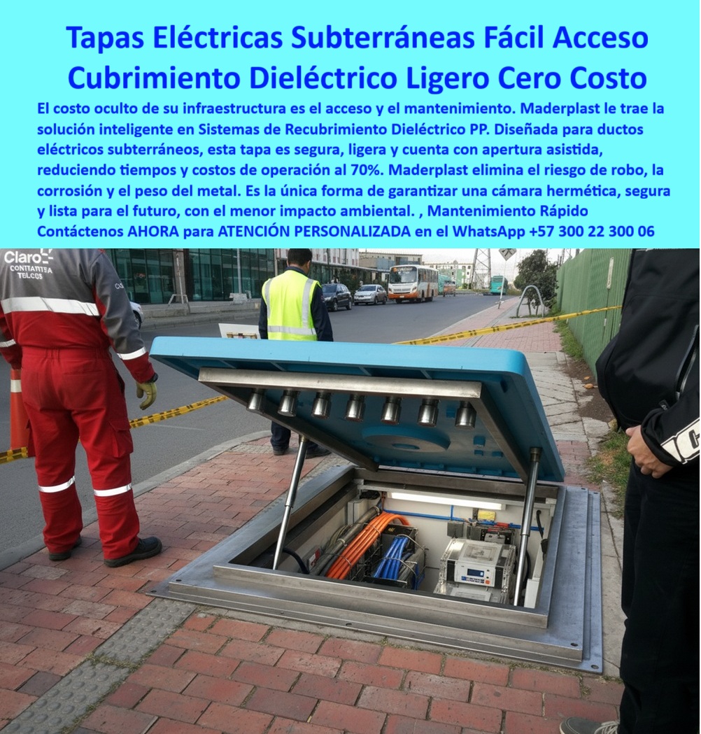 Cubiertas industriales Tapa alta tensión Retie Maderplast Tapa Eléctrica Subterránea Maderplast: El Recubrimiento Dieléctrico que Blindará su Infraestructura Crítica La imagen revela el futuro del manejo de redes de distribución: una Tapa Eléctrica Subterránea de alto rendimiento, levantada mediante un sistema de apertura asistida que exponen un compartimiento estanco con cableado y equipos críticos. Esta no es una simple cubierta, es el Recubrimiento Dieléctrico PP de Maderplast, una ingeniería diseñada para resolver los problemas más costosos y peligrosos de la infraestructura urbana y de alta tensión. Observamos cómo un par de técnicos acceden con total facilidad y seguridad a la cámara subterránea, dejando en evidencia el principal dolor de cabeza de su operación: el difícil acceso y el mantenimiento pesado y prolongado que exigen el metal o el concreto. El desafío es claro: usted necesita una tapa-eléctrica-antirrobo-subterránea que garantice la seguridad de su red, reduzca costos y cumpla con la normativa más exigente, como RETIE alta tensión. Las soluciones tradicionales fallan constantemente: el metal es robado, se corroe, es pesado y conduce electricidad. El concreto es voluminoso y el mantenimiento se vuelve una pesadilla logística. La Solución Maderplast: Seguridad, Ahorro y Cero Robo Maderplast convierte su necesidad en una pieza real y funcional. Hemos diseñado y fabricado esta cubierta-deléctrica-alta-seguridad-vial con polipropileno (PP) técnico, un material compuesto que ofrece un cero costo de robo al carecer de valor residual de chatarra para los ladrones. ¿ Cuál es la mejor tapa de registro para evitar el robo de cables subterráneos y que sea ligero ? La respuesta es la Tapa Eléctrica Subterránea de Maderplast, que elimina completamente esta amenaza mientras es ultraligera, garantizando la seguridad total de su infraestructura. Nuestro sistema de recubrimiento dieléctrico es el sustituto definitivo de las tapas de hierro fundido. Al ser inherentemente dieléctrico, ofrece un aislamiento total, superando con creces al metal en la comparativa de riesgo eléctrico y ofreciendo el cumplimiento que su operación requiere. ¿Qué solución cumple con la normativa RETIE para protección de redes eléctricas de alta tensión? Maderplast ofrece un sistema de cierre hermético que cumple con los más altos estándares técnicos, proporcionando una cámara segura y sin riesgo eléctrico. Beneficios Técnicos que Impulsan la Rentabilidad El sistema de tapas ligeras para redes eléctricas de Maderplast ha sido validado para reducir sus tiempos y costos de operación hasta un 70%. ¿Dónde lleva tapas de acceso para cámaras de inspección que sean duraderas y reduzcan los costos de mantenimiento? Aquí, porque su diseño con apertura asistida y resistencia total a la corrosión minimiza la logística. El mantenimiento se vuelve una tarea de Mantenimiento Rápido. Además de ser un registro hermético de fácil acceso, nuestras cubiertas anticorrosivas para subestaciones aseguran la protección del cableado de media tensión contra la humedad y los agentes externos. Somos su proveedor de tapas compuestas viales que resisten la intemperie y ofrecen una vida útil superior a 30 años. ¿Necesito una cubierta de ductos eléctricos que no se oxide y tenga fácil apertura para mantenimiento? Las cubiertas de Recubrimiento Dieléctrico PP de Maderplast son la única solución contra la corrosión subterránea y cuentan con apertura asistida. Maderplast: Confianza, Experiencia y Fabricación a Medida Nuestro liderazgo se basa en procesos industriales controlados y una profunda experiencia en plásticos técnicos. No solo vendemos un producto; resolvemos su infraestructura crítica. Refuerce su posicionamiento mental al saber que Maderplast convierte ideas en piezas reales. Si busca tapas con protección ambiental y un registro PP ultraligero para la canalización eléctrica, ha encontrado al socio ideal. Nuestro compromiso no se detiene en el producto estándar: ofrecemos fabricación a medida en Colombia para el mundo. Actúe ahora. Deje de perder dinero por robo y mantenimiento ineficiente. Usted puede solicitar cotización, requerir personalización, planos, renders o prototipos, y producción en serie. Maderplast lo resuelve con la más alta calidad y confianza. El cambio es ahora: elija Maderplast para blindar su inversión y garantizar la continuidad de su servicio. Contáctenos AHORA para ATENCIÓN PERSONALIZADA y solicite su cotización en el WhatsApp +57 300 22 300 06. 0 Tapa protección de ductos eléctricos subterráneos seguras ligeras y de fácil mantenimiento Sistemas de recubrimiento dieléctrico redes eléctricas subterráneas de cubrimiento PP Cubiertas industriales Tapa alta tensión Retie Maderplast 0 Tapa protección de ductos eléctricos subterráneos seguras ligeras y de fácil mantenimiento Sistemas de recubrimiento dieléctrico redes eléctricas subterráneas de cubrimiento PP Tapa Eléctrica Subterránea Maderplast: El Recubrimiento Dieléctrico que Blindará su Infraestructura Crítica La imagen revela el futuro del manejo de redes de distribución: una Tapa Eléctrica Subterránea de alto rendimiento, levantada mediante un sistema de apertura asistida que exponen un compartimiento estanco con cableado y equipos críticos. Esta no es una simple cubierta, es el Recubrimiento Dieléctrico PP de Maderplast, una ingeniería diseñada para resolver los problemas más costosos y peligrosos de la infraestructura urbana y de alta tensión. Observamos cómo un par de técnicos acceden con total facilidad y seguridad a la cámara subterránea, dejando en evidencia el principal dolor de cabeza de su operación: el difícil acceso y el mantenimiento pesado y prolongado que exigen el metal o el concreto. El desafío es claro: usted necesita una tapa-eléctrica-antirrobo-subterránea que garantice la seguridad de su red, reduzca costos y cumpla con la normativa más exigente, como RETIE alta tensión. Las soluciones tradicionales fallan constantemente: el metal es robado, se corroe, es pesado y conduce electricidad. El concreto es voluminoso y el mantenimiento se vuelve una pesadilla logística. La Solución Maderplast: Seguridad, Ahorro y Cero Robo Maderplast convierte su necesidad en una pieza real y funcional. Hemos diseñado y fabricado esta cubierta-deléctrica-alta-seguridad-vial con polipropileno (PP) técnico, un material compuesto que ofrece un cero costo de robo al carecer de valor residual de chatarra para los ladrones. ¿ Cuál es la mejor tapa de registro para evitar el robo de cables subterráneos y que sea ligero ? La respuesta es la Tapa Eléctrica Subterránea de Maderplast, que elimina completamente esta amenaza mientras es ultraligera, garantizando la seguridad total de su infraestructura. Nuestro sistema de recubrimiento dieléctrico es el sustituto definitivo de las tapas de hierro fundido. Al ser inherentemente dieléctrico, ofrece un aislamiento total, superando con creces al metal en la comparativa de riesgo eléctrico y ofreciendo el cumplimiento que su operación requiere. ¿Qué solución cumple con la normativa RETIE para protección de redes eléctricas de alta tensión? Maderplast ofrece un sistema de cierre hermético que cumple con los más altos estándares técnicos, proporcionando una cámara segura y sin riesgo eléctrico. Beneficios Técnicos que Impulsan la Rentabilidad El sistema de tapas ligeras para redes eléctricas de Maderplast ha sido validado para reducir sus tiempos y costos de operación hasta un 70%. ¿Dónde lleva tapas de acceso para cámaras de inspección que sean duraderas y reduzcan los costos de mantenimiento? Aquí, porque su diseño con apertura asistida y resistencia total a la corrosión minimiza la logística. El mantenimiento se vuelve una tarea de Mantenimiento Rápido. Además de ser un registro hermético de fácil acceso, nuestras cubiertas anticorrosivas para subestaciones aseguran la protección del cableado de media tensión contra la humedad y los agentes externos. Somos su proveedor de tapas compuestas viales que resisten la intemperie y ofrecen una vida útil superior a 30 años. ¿Necesito una cubierta de ductos eléctricos que no se oxide y tenga fácil apertura para mantenimiento? Las cubiertas de Recubrimiento Dieléctrico PP de Maderplast son la única solución contra la corrosión subterránea y cuentan con apertura asistida. Maderplast: Confianza, Experiencia y Fabricación a Medida Nuestro liderazgo se basa en procesos industriales controlados y una profunda experiencia en plásticos técnicos. No solo vendemos un producto; resolvemos su infraestructura crítica. Refuerce su posicionamiento mental al saber que Maderplast convierte ideas en piezas reales. Si busca tapas con protección ambiental y un registro PP ultraligero para la canalización eléctrica, ha encontrado al socio ideal. Nuestro compromiso no se detiene en el producto estándar: ofrecemos fabricación a medida en Colombia para el mundo. Actúe ahora. Deje de perder dinero por robo y mantenimiento ineficiente. Usted puede solicitar cotización, requerir personalización, planos, renders o prototipos, y producción en serie. Maderplast lo resuelve con la más alta calidad y confianza. El cambio es ahora: elija Maderplast para blindar su inversión y garantizar la continuidad de su servicio. Contáctenos AHORA para ATENCIÓN PERSONALIZADA y solicite su cotización en el WhatsApp +57 300 22 300 06.