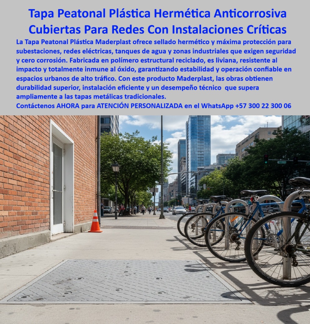 Tapa peatonal plástica Maderplast Tapa Peatonal Plástica Hermética Anticorrosiva Maderplast: El Sellado Total que Protege Redes Críticas Urbanas sin Corrosión ni Mantenimiento En una acera de alto tráfico peatonal, entre bicicletas estacionadas y edificios modernos, una tapa peatonal plástica hermética Maderplast gris claro queda perfectamente a ras del concreto. Seis tornillos inox embutidos y una junta perimetral negra garantizan cierre 100 % estanco. Su textura antiderrapante y peso ultraliviano permiten que una sola persona la abra sin esfuerzo. Nadie nota que debajo protege subestaciones eléctricas, tanques de agua potable o redes de fibra óptica. En ciudades, andenes y zonas industriales urbanas, las tapas metálicas se oxidan en meses, se hunden, dejan entrar agua, basura y generan quejas constantes. Cada tapa corroída es un riesgo de tropiezo, filtración a instalaciones críticas y costo oculto en reparaciones. El estándar actual exige una tapa peatonal sellada redes críticas urbanas que elimine corrosión de una vez por todas. Maderplast fabrica en Colombia la tapa peatonal hermética anticorrosiva que ya es especificación obligatoria en las principales empresas de servicios públicos. Moldeada en polímero estructural 100 % reciclado de grado técnico, es inmune al óxido, impacto, rayos UV y vandalismo. Garantiza estanqueidad total por más de 30 años, se instala en minutos sin obra civil y pesa una fracción de las tapas metálicas tradicionales. ¿Buscas tapa plástica para la subestación eléctrica que no se oxida nunca? Esta misma tapa peatonal polímero reciclado maderplast ya protege cientos de subestaciones en Bogotá y otras capitales. ¿Necesitas tapa hermética tanque agua ciudad que evite contaminación externa? Su junta estanca y material inerte cumplen normas sanitarias al 100 %. ¿Quieres una tapa peatonal ligera, instalación rápida que resista tráfico peatonal intenso? Una persona la levanta y cierra sin herramientas, y la superficie antiderrapante evita caídas incluso mojada. TESTIMONIO REAL – ENEL CODENSA BOGOTÁ “En el centro de Bogotá teníamos constantes quejas por tapas metálicas oxidadas y pesadas que se hundían en las aceras. Cambiamos todas las tapas peatonales de nuestras subestaciones y tanques de reserva por las Tapas Peatonales Plásticas Herméticas Maderplast y los resultados son impresionantes: cero corrosión en 5 años, los operarios las abren solos sin grúa, cero ingreso de agua ni basura y la ciudad luce impecable. Hoy es especificación obligatoria en todos nuestros proyectos urbanos.” — Ing. Andrés Felipe Vargas, Coordinador de Infraestructura Eléctrica – Enel Codensa Bogotá En Maderplast convertimos tu necesidad urbana en pieza real: fabricamos cualquier dimensión, entregamos certificados de estanqueidad, resistencia al impacto y sostenibilidad, y producimos en serie con procesos controlados. Da igual que necesites tapa hermética fibra óptica, tapa plástica anticorrosiva andén o tapa peatonal ecológica redes urbanas; la diseñamos, la certificamos y la ponemos a ras en tiempo récord. Deja de gastar en tapas que se oxidan y se convierten en problema. Instala la única tapa peatonal plástica que las ciudades más avanzadas ya no cambian nunca más. Escribe ahora al WhatsApp +57 300 22 300 06 y habla directamente con un ingeniero especialista en infraestructura urbana. Cuéntanos ubicación, tipo de red y medidas; en horas tendrás cotización técnica completa y la certeza de que tus instalaciones críticas quedarán protegidas de por vida. Maderplast – Ingeniería ecológica que sella el futuro de la ciudad. Contacta ya y moderniza tus aceras como las grandes capitales. 0 Tapa con sellado hermético fabricada en polímero estructural reciclado Ideal instalaciones industriales subestaciones, tanques de agua o redes eléctricas Anticorrosiva ligera resistente al impacto y 100% libre Tapa peatonal plástica Maderplast 0 Tapa con sellado hermético fabricada en polímero estructural reciclado Ideal instalaciones industriales subestaciones tanques de agua o redes eléctricas Anticorrosiva ligera resistente al impacto y 100 libre Tapa Peatonal Plástica Hermética Anticorrosiva Maderplast: El Sellado Total que Protege Redes Críticas Urbanas sin Corrosión ni Mantenimiento En una acera de alto tráfico peatonal, entre bicicletas estacionadas y edificios modernos, una tapa peatonal plástica hermética Maderplast gris claro queda perfectamente a ras del concreto. Seis tornillos inox embutidos y una junta perimetral negra garantizan cierre 100 % estanco. Su textura antiderrapante y peso ultraliviano permiten que una sola persona la abra sin esfuerzo. Nadie nota que debajo protege subestaciones eléctricas, tanques de agua potable o redes de fibra óptica. En ciudades, andenes y zonas industriales urbanas, las tapas metálicas se oxidan en meses, se hunden, dejan entrar agua, basura y generan quejas constantes. Cada tapa corroída es un riesgo de tropiezo, filtración a instalaciones críticas y costo oculto en reparaciones. El estándar actual exige una tapa peatonal sellada redes críticas urbanas que elimine corrosión de una vez por todas. Maderplast fabrica en Colombia la tapa peatonal hermética anticorrosiva que ya es especificación obligatoria en las principales empresas de servicios públicos. Moldeada en polímero estructural 100 % reciclado de grado técnico, es inmune al óxido, impacto, rayos UV y vandalismo. Garantiza estanqueidad total por más de 30 años, se instala en minutos sin obra civil y pesa una fracción de las tapas metálicas tradicionales. ¿Buscas tapa plástica para la subestación eléctrica que no se oxida nunca? Esta misma tapa peatonal polímero reciclado maderplast ya protege cientos de subestaciones en Bogotá y otras capitales. ¿Necesitas tapa hermética tanque agua ciudad que evite contaminación externa? Su junta estanca y material inerte cumplen normas sanitarias al 100 %. ¿Quieres una tapa peatonal ligera, instalación rápida que resista tráfico peatonal intenso? Una persona la levanta y cierra sin herramientas, y la superficie antiderrapante evita caídas incluso mojada. TESTIMONIO REAL – ENEL CODENSA BOGOTÁ “En el centro de Bogotá teníamos constantes quejas por tapas metálicas oxidadas y pesadas que se hundían en las aceras. Cambiamos todas las tapas peatonales de nuestras subestaciones y tanques de reserva por las Tapas Peatonales Plásticas Herméticas Maderplast y los resultados son impresionantes: cero corrosión en 5 años, los operarios las abren solos sin grúa, cero ingreso de agua ni basura y la ciudad luce impecable. Hoy es especificación obligatoria en todos nuestros proyectos urbanos.” — Ing. Andrés Felipe Vargas, Coordinador de Infraestructura Eléctrica – Enel Codensa Bogotá En Maderplast convertimos tu necesidad urbana en pieza real: fabricamos cualquier dimensión, entregamos certificados de estanqueidad, resistencia al impacto y sostenibilidad, y producimos en serie con procesos controlados. Da igual que necesites tapa hermética fibra óptica, tapa plástica anticorrosiva andén o tapa peatonal ecológica redes urbanas; la diseñamos, la certificamos y la ponemos a ras en tiempo récord. Deja de gastar en tapas que se oxidan y se convierten en problema. Instala la única tapa peatonal plástica que las ciudades más avanzadas ya no cambian nunca más. Escribe ahora al WhatsApp +57 300 22 300 06 y habla directamente con un ingeniero especialista en infraestructura urbana. Cuéntanos ubicación, tipo de red y medidas; en horas tendrás cotización técnica completa y la certeza de que tus instalaciones críticas quedarán protegidas de por vida. Maderplast – Ingeniería ecológica que sella el futuro de la ciudad. Contacta ya y moderniza tus aceras como las grandes capitales.