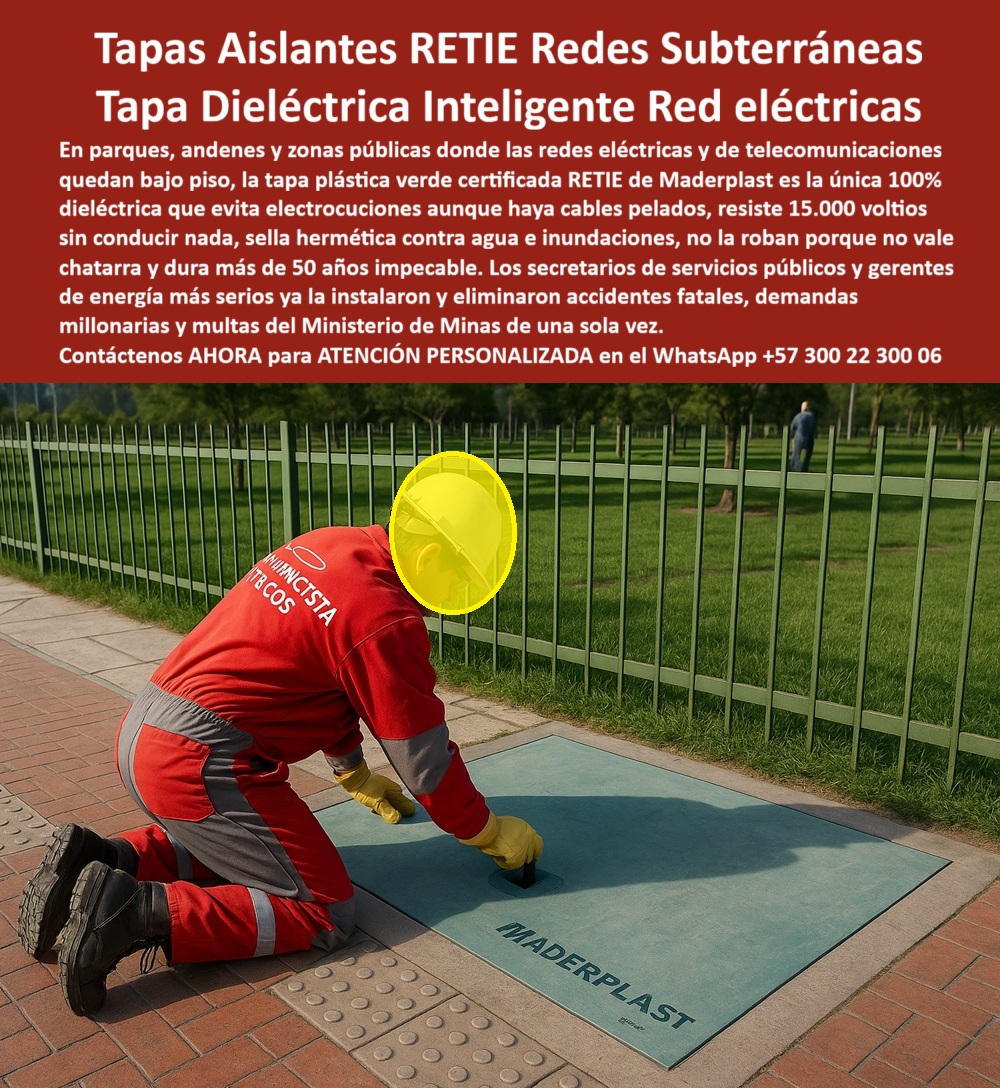 Tapas Normalizada Retie Redes Subterráneas Tapa Maderplast Tapas Aislantes RETIE Redes Subterráneas: Tapa Dieléctrica Inteligente Red Eléctrica La imagen, que muestra a un técnico instalando con facilidad una Tapa Plástica verde en un andén, simboliza el fin de una era de riesgo y negligencia. Esta es la Tapa Aislante RETIE Redes Subterráneas de Maderplast, la inversión definitiva para secretarios de servicios públicos y gerentes de energía. En parques, andenes y zonas públicas, donde las redes eléctricas y de telecomunicaciones quedan bajo piso, la falla se paga con demandas millonarias y accidentes fatales. El problema es la conductividad y el vandalismo. Las tapas metálicas son un peligro de electrocución (especialmente con cables pelados ) y, al tener valor residual, son robadas, dejando huecos peligrosos y costosas multas del Ministerio de Minas. 100% Dieléctrica, 15.000 Voltios y Cero Robo Maderplast le ofrece la única Tapa Dieléctrica Inteligente que elimina el riesgo eléctrico y legal de una sola vez. Nuestra tapa plástica certificada RETIE es 100% dieléctrica, lo que significa que resiste 15.000 voltios sin conducir nada, evitando electrocuciones incluso en las peores condiciones. Pregunta: ¿Cuál es la tapa para andenes que evita electrocuciones y cumple la norma RETIE? La Tapa Dieléctrica Maderplast. Además de la seguridad eléctrica, resuelve el problema del vandalismo: no la roban porque no vale chatarra, asegurando el registro de seguridad para zonas públicas de forma permanente. La cubierta hermética antirrobo 50 años impecable también sella hermética contra agua e inundaciones, garantizando que sus redes subterráneas permanezcan secas. Durabilidad Extrema y Eliminación de Riesgos Legales La durabilidad de esta tapa aislante RETIE subterránea es la garantía de su inversión: dura más de 50 años impecable. Si usted busca cubiertas contra demandas millonarias y multas RETIE, la instalación de Maderplast es la solución-seguridad-pública-elimina-demandas-multas. ¿Cómo eliminar las demandas millonarias y multas del Ministerio de Minas por fallas en tapas públicas? Instalando la Tapa Dieléctrica Inteligente Maderplast. Esta es la única forma en que su gestión garantiza una red eléctrica inteligente y segura, con tapas que eliminan accidentes fatales y garantizan el cumplimiento normativo. TESTIMONIO DEL SECRETARIO DE SERVICIOS PÚBLICOS "Soy el Secretario de Servicios Públicos del municipio. Estábamos enfrentando demandas millonarias por tapas metálicas robadas y el riesgo real de electrocuciones era constante. La Tapa Dieléctrica Inteligente Maderplast fue la única solución. Su certificación RETIE nos garantizó que la tapa es 100% dieléctrica y resiste 15.000 voltios, algo que ninguna tapa de metal puede igualar. Se instaló rápido, sella hermética y, como no la roban, eliminamos accidentes fatales y las multas del Ministerio de Minas de una sola vez. La tranquilidad dura más de 50 años impecable." Invierta en seguridad pública y cumplimiento normativo. Adquiera las Tapas Aislantes RETIE Maderplast y elimine el riesgo de electrocución, robo y demandas de su municipio. Contáctenos AHORA para ATENCIÓN PERSONALIZADA en el WhatsApp +57 300 22 300 06. 0 Tapa plástica en parque técnico instalador Tapas instaladas con norma Retie energía eléctrica Tapas instaladas norma Retie usadas telecomunicaciones tapas plásticas Aislantes Hermetica Tapas Normalizada Retie Redes Subterráneas Tapa Maderplast 0 Tapa plástica en parque técnico instalador Tapas instaladas con norma Retie energía eléctrica Tapas instaladas norma Retie usadas telecomunicaciones tapas plásticas Aislantes Hermetica Tapas Aislantes RETIE Redes Subterráneas: Tapa Dieléctrica Inteligente Red Eléctrica La imagen, que muestra a un técnico instalando con facilidad una Tapa Plástica verde en un andén, simboliza el fin de una era de riesgo y negligencia. Esta es la Tapa Aislante RETIE Redes Subterráneas de Maderplast, la inversión definitiva para secretarios de servicios públicos y gerentes de energía. En parques, andenes y zonas públicas, donde las redes eléctricas y de telecomunicaciones quedan bajo piso, la falla se paga con demandas millonarias y accidentes fatales. El problema es la conductividad y el vandalismo. Las tapas metálicas son un peligro de electrocución (especialmente con cables pelados ) y, al tener valor residual, son robadas, dejando huecos peligrosos y costosas multas del Ministerio de Minas. 100% Dieléctrica, 15.000 Voltios y Cero Robo Maderplast le ofrece la única Tapa Dieléctrica Inteligente que elimina el riesgo eléctrico y legal de una sola vez. Nuestra tapa plástica certificada RETIE es 100% dieléctrica, lo que significa que resiste 15.000 voltios sin conducir nada, evitando electrocuciones incluso en las peores condiciones. Pregunta: ¿Cuál es la tapa para andenes que evita electrocuciones y cumple la norma RETIE? La Tapa Dieléctrica Maderplast. Además de la seguridad eléctrica, resuelve el problema del vandalismo: no la roban porque no vale chatarra, asegurando el registro de seguridad para zonas públicas de forma permanente. La cubierta hermética antirrobo 50 años impecable también sella hermética contra agua e inundaciones, garantizando que sus redes subterráneas permanezcan secas. Durabilidad Extrema y Eliminación de Riesgos Legales La durabilidad de esta tapa aislante RETIE subterránea es la garantía de su inversión: dura más de 50 años impecable. Si usted busca cubiertas contra demandas millonarias y multas RETIE, la instalación de Maderplast es la solución-seguridad-pública-elimina-demandas-multas. ¿Cómo eliminar las demandas millonarias y multas del Ministerio de Minas por fallas en tapas públicas? Instalando la Tapa Dieléctrica Inteligente Maderplast. Esta es la única forma en que su gestión garantiza una red eléctrica inteligente y segura, con tapas que eliminan accidentes fatales y garantizan el cumplimiento normativo. TESTIMONIO DEL SECRETARIO DE SERVICIOS PÚBLICOS "Soy el Secretario de Servicios Públicos del municipio. Estábamos enfrentando demandas millonarias por tapas metálicas robadas y el riesgo real de electrocuciones era constante. La Tapa Dieléctrica Inteligente Maderplast fue la única solución. Su certificación RETIE nos garantizó que la tapa es 100% dieléctrica y resiste 15.000 voltios, algo que ninguna tapa de metal puede igualar. Se instaló rápido, sella hermética y, como no la roban, eliminamos accidentes fatales y las multas del Ministerio de Minas de una sola vez. La tranquilidad dura más de 50 años impecable." Invierta en seguridad pública y cumplimiento normativo. Adquiera las Tapas Aislantes RETIE Maderplast y elimine el riesgo de electrocución, robo y demandas de su municipio. Contáctenos AHORA para ATENCIÓN PERSONALIZADA en el WhatsApp +57 300 22 300 06.