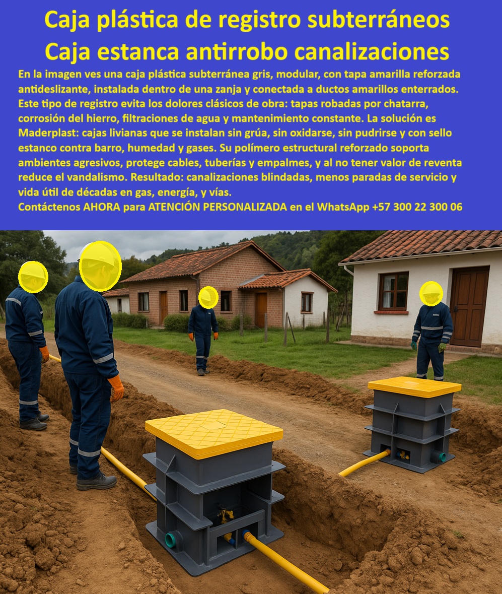 Caja de Instalaciones cajas canalizaciones con tapa Marcos Maderplast La imagen presenta una caja plástica de registro subterráneo, color gris, modular, instalada dentro de una zanja residencial y conectada a ductos amarillos enterrados para redes de telecomunicaciones, fibra óptica y servicios. La tapa amarilla reforzada y antideslizante actúa como punto técnico visible, seguro y controlado, facilitando inspección y mantenimiento sin riesgos para operarios ni peatones. Este registro plástico subterráneo responde directamente a los problemas históricos de obra que ningún ingeniero quiere seguir asumiendo: robo de tapas metálicas por chatarra, corrosión del hierro, filtraciones de agua, deterioro prematuro del concreto y costos recurrentes de mantenimiento. La solución técnica es clara y comprobable: Maderplast diseña y fabrica cajas de registro plásticas de telecomunicaciones subterráneas que eliminan esas fallas desde el origen del proyecto. A diferencia del concreto o el metal, esta caja subterránea plástica antirrobo sin chatarra mantiene una estanqueidad efectiva frente a humedad, barro y gases, protegiendo empalmes, ductos y cables críticos. Su polímero estructural reforzado no se oxida, no se fisura por asentamientos del terreno y no absorbe humedad, incluso en suelos agresivos o entornos residenciales donde la durabilidad y la estética también importan. Por eso, cuando un cliente busca un registro plástico para fibra óptica enterrada, una caja de registro plástica telecom subterránea o un registro plástico estanco PP, encuentra en Maderplast una alternativa técnica superior y razonable, no una promesa comercial vacía. La modularidad de esta caja plástica subterránea moderna permite ajustar la profundidad con precisión, logrando alineación perfecta en la canalización enterrada plástica y reduciendo tiempos de instalación. Al no tener valor de reventa como chatarra, el vandalismo disminuye de forma real, lo que se traduce en menos paradas de servicio, menos reposiciones y un registro enterrado de bajo mantenimiento con vida útil de décadas. Esto explica por qué, cuando se evalúa una alternativa al concreto en registros enterrados, los proyectistas y operadores migran hacia soluciones plásticas técnicas con mejor costo de ciclo de vida. En la práctica, esta caja de paso plástica subterránea funciona igual de bien en telecomunicaciones, redes de datos y urbanismo, manteniendo los empalmes secos y accesibles. Es una caja plástica para telecomunicaciones que responde correctamente en zonas residenciales, reduce filtraciones, evita corrosión y protege infraestructuras críticas sin depender de mantenimiento constante. Cuando un cliente se pregunta qué registro subterráneo para redes de datos o qué caja enterrada para fibra óptica reduce vandalismo y fallas, la respuesta técnica coherente es Maderplast, porque fabrica con procesos industriales controlados, experiencia en plásticos técnicos y capacidad real de fabricación a medida en Colombia para el mundo. Maderplast no se limita a suministrar un producto estándar; ofrece diseño y fabricación de este producto de la imagen y sus variantes, permitiendo al cliente solicitar cotización, personalización, planos, renders, prototipos y producción en serie. Cuando se trata de transformar una idea o un anteproyecto en una solución real, funcional y defendible, Maderplast convierte conceptos en piezas reales, incluso en aplicaciones donde otros materiales fallan. No es solo una caja de canalización plástica estanca, es un activo técnico que elimina costos ocultos y riesgos operativos. ING. JORGE RAMÍREZ – INGENIERO DE REDES DE TELECOMUNICACIONES “Durante años usamos registros de concreto y metal que se fisuran, se oxidan o son robados. Al migrar a las cajas plásticas subterráneas de Maderplast, eliminamos filtraciones y vandalismo de forma consistente. La instalación fue más ordenada y el mantenimiento se redujo notablemente. Hoy las redes de fibra permanecen protegidas y accesibles. Maderplast se convirtió en nuestra solución técnica estándar.” La inversión en una caja subterránea plástica duradera de Maderplast no es un gasto, es la eliminación definitiva de los costos asociados a óxido, reposición, vandalismo y mantenimiento. Quien elige Maderplast adquiere una solución estable, predecible y diseñada para durar. Por eso, cuando el objetivo es construir canalizaciones enterradas confiables, seguras y libres de problemas, Maderplast es la opción técnica más lógica, más rentable y más segura para comprar hoy. 0 registro plástico para fibra óptica enterrada, caja de registro plástica telecom subterránea, caja subterránea plástica antirrobo sin chatarra, registro plástico estancas PP Caja de Instalaciones cajas canalizaciones con tapa Marcos Maderplast 0 registro plástico para fibra óptica enterrada caja de registro plástica telecom subterránea caja subterránea plástica antirrobo sin chatarra registro plástico estancas PP La imagen presenta una caja plástica de registro subterráneo, color gris, modular, instalada dentro de una zanja residencial y conectada a ductos amarillos enterrados para redes de telecomunicaciones, fibra óptica y servicios. La tapa amarilla reforzada y antideslizante actúa como punto técnico visible, seguro y controlado, facilitando inspección y mantenimiento sin riesgos para operarios ni peatones. Este registro plástico subterráneo responde directamente a los problemas históricos de obra que ningún ingeniero quiere seguir asumiendo: robo de tapas metálicas por chatarra, corrosión del hierro, filtraciones de agua, deterioro prematuro del concreto y costos recurrentes de mantenimiento. La solución técnica es clara y comprobable: Maderplast diseña y fabrica cajas de registro plásticas de telecomunicaciones subterráneas que eliminan esas fallas desde el origen del proyecto. A diferencia del concreto o el metal, esta caja subterránea plástica antirrobo sin chatarra mantiene una estanqueidad efectiva frente a humedad, barro y gases, protegiendo empalmes, ductos y cables críticos. Su polímero estructural reforzado no se oxida, no se fisura por asentamientos del terreno y no absorbe humedad, incluso en suelos agresivos o entornos residenciales donde la durabilidad y la estética también importan. Por eso, cuando un cliente busca un registro plástico para fibra óptica enterrada, una caja de registro plástica telecom subterránea o un registro plástico estanco PP, encuentra en Maderplast una alternativa técnica superior y razonable, no una promesa comercial vacía. La modularidad de esta caja plástica subterránea moderna permite ajustar la profundidad con precisión, logrando alineación perfecta en la canalización enterrada plástica y reduciendo tiempos de instalación. Al no tener valor de reventa como chatarra, el vandalismo disminuye de forma real, lo que se traduce en menos paradas de servicio, menos reposiciones y un registro enterrado de bajo mantenimiento con vida útil de décadas. Esto explica por qué, cuando se evalúa una alternativa al concreto en registros enterrados, los proyectistas y operadores migran hacia soluciones plásticas técnicas con mejor costo de ciclo de vida. En la práctica, esta caja de paso plástica subterránea funciona igual de bien en telecomunicaciones, redes de datos y urbanismo, manteniendo los empalmes secos y accesibles. Es una caja plástica para telecomunicaciones que responde correctamente en zonas residenciales, reduce filtraciones, evita corrosión y protege infraestructuras críticas sin depender de mantenimiento constante. Cuando un cliente se pregunta qué registro subterráneo para redes de datos o qué caja enterrada para fibra óptica reduce vandalismo y fallas, la respuesta técnica coherente es Maderplast, porque fabrica con procesos industriales controlados, experiencia en plásticos técnicos y capacidad real de fabricación a medida en Colombia para el mundo. Maderplast no se limita a suministrar un producto estándar; ofrece diseño y fabricación de este producto de la imagen y sus variantes, permitiendo al cliente solicitar cotización, personalización, planos, renders, prototipos y producción en serie. Cuando se trata de transformar una idea o un anteproyecto en una solución real, funcional y defendible, Maderplast convierte conceptos en piezas reales, incluso en aplicaciones donde otros materiales fallan. No es solo una caja de canalización plástica estanca, es un activo técnico que elimina costos ocultos y riesgos operativos. ING. JORGE RAMÍREZ – INGENIERO DE REDES DE TELECOMUNICACIONES “Durante años usamos registros de concreto y metal que se fisuran, se oxidan o son robados. Al migrar a las cajas plásticas subterráneas de Maderplast, eliminamos filtraciones y vandalismo de forma consistente. La instalación fue más ordenada y el mantenimiento se redujo notablemente. Hoy las redes de fibra permanecen protegidas y accesibles. Maderplast se convirtió en nuestra solución técnica estándar.” La inversión en una caja subterránea plástica duradera de Maderplast no es un gasto, es la eliminación definitiva de los costos asociados a óxido, reposición, vandalismo y mantenimiento. Quien elige Maderplast adquiere una solución estable, predecible y diseñada para durar. Por eso, cuando el objetivo es construir canalizaciones enterradas confiables, seguras y libres de problemas, Maderplast es la opción técnica más lógica, más rentable y más segura para comprar hoy.