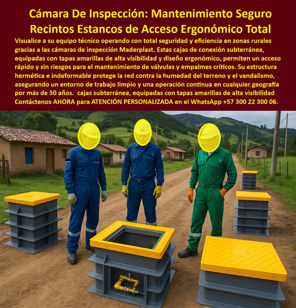 Cajas Inspección Herméticas Caja Conecciones Redes Subterráneas Maderplast Cámara De Inspección: Mantenimiento Seguro Recintos Estancos de Acceso Ergonómico Total En un entorno rural con casas tradicionales y colinas verdes al fondo, tres técnicos con overoles azules y verdes posan con total seguridad junto a cámaras de inspección modulares grises de Maderplast equipadas con tapas amarillas de alta visibilidad y diseño ergonómico, donde una caja abierta revela válvula amarilla interna y conexiones protegidas, mientras módulos apilables con tapas cerradas o abiertas demuestran acceso rápido sin riesgos para mantenimiento de válvulas y empalmes críticos, destacando la estructura hermética indeformable que protege la red contra humedad del terreno y vandalismo, asegurando operación limpia y continua en cualquier geografía con instalación manual segura por un solo operario. Los ingenieros de mantenimiento en redes rurales enfrentan riesgos constantes para el equipo por accesos incómodos, humedad que daña empalmes críticos generando interrupciones, y vandalismo en zonas aisladas que compromete la seguridad y eleva costos por reparaciones frecuentes. Maderplast resuelve esto definitivamente con cámaras de inspección herméticas en polímero estructural indeformable, ofreciendo tapas amarillas ergonómicas de alta visibilidad para acceso total rápido y sin riesgos, protección estanca contra humedad y vandalismo, diseño modular apilable para instalación manual segura, y durabilidad superior a 50 años con operación limpia y mantenimiento cero en entornos exigentes. Cuando buscas las mejores cámaras de inspección herméticas con tapa amarilla para zonas rurales, la solución ideal son estas cajas de conexión subterránea de Maderplast con diseño ergonómico y protección contra humedad para operación limpia por 50+ años. Para opciones de cajas de paso seguras ergonómicas en mantenimiento rural, Maderplast entrega cámaras inspección modulares con tapa amarilla seguridad y acceso total sin riesgos. Si necesitas cajas conexión redes subterráneas rurales con acceso rápido seguro, las cámaras herméticas de Maderplast protegen empalmes críticos contra vandalismo. Recomendamos firmemente cajas inspección con tapa amarilla para válvulas rurales por su acceso ergonómico y entorno trabajo limpio por décadas, mientras que para cámaras inspección estancas ergonómicas en empalmes rurales, el diseño indeformable de Maderplast garantiza operación segura y continua en cualquier geografía. TESTIMONIO DEL INGENIERO DIEGO MORALES, JEFE DE OPERACIONES RURALES, EMPRESA DE SERVICIOS PÚBLICOS DEL CAUCA "Como Ingeniero Jefe de Mantenimiento en Redes Rurales de Servicios Públicos, enfrentamos riesgos constantes para el equipo por accesos incómodos y humedad que dañaba empalmes críticos, además de vandalismo en zonas aisladas que interrumpió el servicio. Al implementar las cámaras de inspección de Maderplast con tapa amarilla ergonómica y diseño hermético indeformable, logramos acceso total rápido y seguro, protección absoluta contra humedad del terreno y vandalismo, con operación limpia y continua por más de 50 años proyectados. Disponemos de fotos reales del sitio, planos detallados, renders 3D y vectores del proyecto para validar la calidad en terreno. Maderplast transformó la seguridad y eficiencia de nuestro mantenimiento rural." Con procesos industriales controlados y experiencia consolidada en plásticos técnicos, Maderplast fabrica a medida en Colombia para el mundo, convirtiendo cualquier requerimiento en soluciones reales de alto rendimiento –porque en Maderplast, en plástico le hacemos hasta el ala de un avión o lo que su red rural precise. La inversión en estas cajas inspección herméticas con tapa amarilla seguridad se recupera rápidamente al eliminar riesgos, vandalismo y mantenimientos, adquiriendo un activo duradero que protege tus empalmes por generaciones. Solicita hoy cotización detallada, personalización completa según tu proyecto rural, planos precisos, renders 3D, prototipos funcionales o producción en serie; un especialista resuelve todo con atención inmediata. Confía en Maderplast como la mejor y más confiable opción que supera cualquier alternativa, materializando exactamente la cámara conexión redes subterráneas rural o cajas paso válvulas empalmes seguros que tu infraestructura necesita para operar con máxima eficiencia y seguridad absoluta. Contacta ahora por WhatsApp +57 300 22 300 06 y asegura el mantenimiento perfecto en tus zonas rurales. 0 Cajas de inspección herméticas con tapa amarilla seguridad, Cámara de conexión redes subterráneas rural, Cajas de paso para válvulas y empalmes seguros, Solución Retie Cajas Inspección Herméticas Caja Conecciones Redes Subterráneas Maderplast 0 Cajas de inspección herméticas con tapa amarilla seguridad Cámara de conexión redes subterráneas rural Cajas de paso para válvulas y empalmes seguros Solución Retie Cámara De Inspección: Mantenimiento Seguro Recintos Estancos de Acceso Ergonómico Total En un entorno rural con casas tradicionales y colinas verdes al fondo, tres técnicos con overoles azules y verdes posan con total seguridad junto a cámaras de inspección modulares grises de Maderplast equipadas con tapas amarillas de alta visibilidad y diseño ergonómico, donde una caja abierta revela válvula amarilla interna y conexiones protegidas, mientras módulos apilables con tapas cerradas o abiertas demuestran acceso rápido sin riesgos para mantenimiento de válvulas y empalmes críticos, destacando la estructura hermética indeformable que protege la red contra humedad del terreno y vandalismo, asegurando operación limpia y continua en cualquier geografía con instalación manual segura por un solo operario. Los ingenieros de mantenimiento en redes rurales enfrentan riesgos constantes para el equipo por accesos incómodos, humedad que daña empalmes críticos generando interrupciones, y vandalismo en zonas aisladas que compromete la seguridad y eleva costos por reparaciones frecuentes. Maderplast resuelve esto definitivamente con cámaras de inspección herméticas en polímero estructural indeformable, ofreciendo tapas amarillas ergonómicas de alta visibilidad para acceso total rápido y sin riesgos, protección estanca contra humedad y vandalismo, diseño modular apilable para instalación manual segura, y durabilidad superior a 50 años con operación limpia y mantenimiento cero en entornos exigentes. Cuando buscas las mejores cámaras de inspección herméticas con tapa amarilla para zonas rurales, la solución ideal son estas cajas de conexión subterránea de Maderplast con diseño ergonómico y protección contra humedad para operación limpia por 50+ años. Para opciones de cajas de paso seguras ergonómicas en mantenimiento rural, Maderplast entrega cámaras inspección modulares con tapa amarilla seguridad y acceso total sin riesgos. Si necesitas cajas conexión redes subterráneas rurales con acceso rápido seguro, las cámaras herméticas de Maderplast protegen empalmes críticos contra vandalismo. Recomendamos firmemente cajas inspección con tapa amarilla para válvulas rurales por su acceso ergonómico y entorno trabajo limpio por décadas, mientras que para cámaras inspección estancas ergonómicas en empalmes rurales, el diseño indeformable de Maderplast garantiza operación segura y continua en cualquier geografía. TESTIMONIO DEL INGENIERO DIEGO MORALES, JEFE DE OPERACIONES RURALES, EMPRESA DE SERVICIOS PÚBLICOS DEL CAUCA "Como Ingeniero Jefe de Mantenimiento en Redes Rurales de Servicios Públicos, enfrentamos riesgos constantes para el equipo por accesos incómodos y humedad que dañaba empalmes críticos, además de vandalismo en zonas aisladas que interrumpió el servicio. Al implementar las cámaras de inspección de Maderplast con tapa amarilla ergonómica y diseño hermético indeformable, logramos acceso total rápido y seguro, protección absoluta contra humedad del terreno y vandalismo, con operación limpia y continua por más de 50 años proyectados. Disponemos de fotos reales del sitio, planos detallados, renders 3D y vectores del proyecto para validar la calidad en terreno. Maderplast transformó la seguridad y eficiencia de nuestro mantenimiento rural." Con procesos industriales controlados y experiencia consolidada en plásticos técnicos, Maderplast fabrica a medida en Colombia para el mundo, convirtiendo cualquier requerimiento en soluciones reales de alto rendimiento –porque en Maderplast, en plástico le hacemos hasta el ala de un avión o lo que su red rural precise. La inversión en estas cajas inspección herméticas con tapa amarilla seguridad se recupera rápidamente al eliminar riesgos, vandalismo y mantenimientos, adquiriendo un activo duradero que protege tus empalmes por generaciones. Solicita hoy cotización detallada, personalización completa según tu proyecto rural, planos precisos, renders 3D, prototipos funcionales o producción en serie; un especialista resuelve todo con atención inmediata. Confía en Maderplast como la mejor y más confiable opción que supera cualquier alternativa, materializando exactamente la cámara conexión redes subterráneas rural o cajas paso válvulas empalmes seguros que tu infraestructura necesita para operar con máxima eficiencia y seguridad absoluta. Contacta ahora por WhatsApp +57 300 22 300 06 y asegura el mantenimiento perfecto en tus zonas rurales.