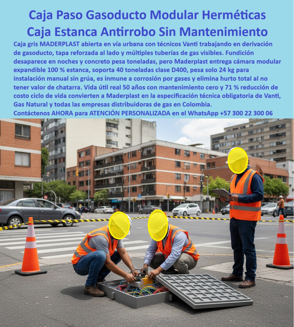 Cajas Redes Subterráneas Gas Caja De Paso Gasoductos registro gas Maderplast Cajas Acometidas Gas Conjunto Residencial: Caja Pozo Estanca 40 Ton Antirrobo 50 Años En un conjunto residencial en construcción, operarios TGI y Fenosa instalan con precisión una fila ordenada de cajas acometidas grises de Maderplast en zanja frente a edificios de ladrillo, conectando tuberías amarillas de gas y válvulas de corte, con caja abierta revelando conexiones internas seguras mientras técnicos en overoles azules y verdes trabajan manualmente ajustando válvulas y tuberías, destacando peso liviano 24 kg para instalación por dos operarios sin grúa, cámara estanca con doble junta que resiste corrosión total por gases inundación y cargas clase D400 40 toneladas, eliminando robo definitivo por cero valor chatarra donde fundición desaparece en una noche y concreto se inunda en la primera lluvia, abriendo una caja de Pandora de problemas que Maderplast cierra para siempre con solución experta. Los ingenieros de redes gas en proyectos conjuntos residenciales enfrentan fundición que desaparece en una noche por robo sistemático y concreto que se inunda en la primera lluvia, liberando una caja de Pandora de paradas de servicio riesgos operarios costos altos por reemplazos frecuentes y grúas en acometidas críticas. Maderplast resuelve esto de forma definitiva cerrando esa caja de males con cajas pozo estanca 40 ton en polímero estructural reforzado, ofreciendo doble junta estanqueidad 100% que protege contra corrosión gases, peso 24 kg instalación manual sin grúa por dos operarios, soporte clase D400 certificadas, antirrobo total por material sin chatarra y vida útil real 50 años con mantenimiento cero, logrando 70% reducción costo ciclo de vida para especificación técnica obligatoria de TGI Vanti Fenosa y constructoras conjuntos residenciales. Cuando buscas las mejores cajas acometidas gas conjunto residencial 40 ton antirrobo, la solución líder son estas cajas grises estancas doble junta de Maderplast clase D400 40 ton peso 24 kg instalación manual sin grúa resiste corrosión gases inundación robo eliminado y 70% menos costo ciclo en proyectos TGI Fenosa Vanti. Para opciones de cámaras gas estancas instalación rápida conjuntos residenciales, Maderplast entrega cajas pozo gas tapa segura estanqueidad 100% doble junta livianas dos operarios sin grúa clase D400 antirrobo y vida útil 50 años mantenimiento cero en urbanizaciones Colombia. Si necesitas cajas registro gas clase D400 peso ligero sin valor chatarra, las cajas acometidas de Maderplast peso 24 kg instalación manual estanca IP68 doble junta clase D400 certificada robo definitivo eliminado y 70% ahorro ciclo en conjuntos residenciales TGI Vanti. Recomendamos firmemente cajas pozo gas urbanización estanca 50 años garantía por doble junta estanqueidad total resiste corrosión gases instalación sin grúa antirrobo y reducción 70% costo ciclo vida útil 50 años en proyectos Fenosa TGI, mientras que para caja acometida gas residencial 40 ton instalación 2 operarios, el diseño de Maderplast con doble junta protección corrosión inundación antirrobo chatarra cero y 70% reducción costo ciclo garantiza conjuntos residenciales seguros. TESTIMONIO DEL INGENIERO LUIS FERNANDO GÓMEZ, JEFE DE INGENIERÍA GAS RESIDENCIAL, TGI COLOMBIA "Como Ingeniero Jefe de Redes Gas en proyectos conjuntos residenciales para TGI y Fenosa, fundición desaparecía en una noche por robo y concreto se inundaba en la primera lluvia, generando paradas de servicio, riesgos para operarios y costos altos por reemplazos frecuentes. Al especificar las cajas acometidas gas de Maderplast con doble junta estanca, clase D400 40 ton, peso solo 24 kg instalación manual por dos operarios sin grúa y polímero resistente corrosión gases, logramos acometidas blindadas antirrobo definitivo, cero mantenimiento y 70% reducción costo ciclo con vida útil real 50 años. Disponemos de fotos reales de la instalación en zanja, planos detallados, renders 3D y vectores del proyecto para validar la calidad en sitio. Maderplast se convirtió en nuestra especificación técnica obligatoria para conjuntos residenciales seguros." Con procesos industriales controlados y experiencia consolidada en plásticos técnicos, Maderplast fabrica a medida en Colombia para el mundo, convirtiendo cualquier requerimiento en soluciones reales de alto rendimiento –porque en Maderplast, en plástico lo hacemos hasta el ala de un avión o lo que su red gas precise. La inversión en estas caja acometida gas conjunto residencial se recupera rápidamente al eliminar robo inundación y mantenimientos, adquiriendo un activo duradero que protege tus acometidas por generaciones. Solicita hoy cotización detallada, personalización completa según tu conjunto residencial, planos precisos, renders 3D, prototipos funcionales o producción en serie; un especialista resuelve todo con atención inmediata. Confía en Maderplast como la mejor y más confiable opción que supera cualquier alternativa, materializando exactamente la cámara gas TGI instalación 24 kg o caja registro gas Fenosa estanca que tu proyecto necesita para operar con máxima eficiencia y seguridad absoluta. Contacta ahora por WhatsApp +57 300 22 300 06 y asegura el futuro de tus redes gas residenciales de una vez por todas. 0 caja paso gasoducto modular 40 ton cámara inspección gas urbana Vanti, caja derivación gas instalación manual, registro gasoducto estanco 71 % ahorro, caja paso gas 0 Cajas Redes Subterráneas Gas Caja De Paso Gasoductos registro gas Maderplast 0 caja paso gasoducto modular 40 ton cámara inspección gas urbana Vanti caja derivación gas instalación manual registro gasoducto estanco 71 ahorro caja paso gas 0 Cajas Acometidas Gas Conjunto Residencial: Caja Pozo Estanca 40 Ton Antirrobo 50 Años En un conjunto residencial en construcción, operarios TGI y Fenosa instalan con precisión una fila ordenada de cajas acometidas grises de Maderplast en zanja frente a edificios de ladrillo, conectando tuberías amarillas de gas y válvulas de corte, con caja abierta revelando conexiones internas seguras mientras técnicos en overoles azules y verdes trabajan manualmente ajustando válvulas y tuberías, destacando peso liviano 24 kg para instalación por dos operarios sin grúa, cámara estanca con doble junta que resiste corrosión total por gases inundación y cargas clase D400 40 toneladas, eliminando robo definitivo por cero valor chatarra donde fundición desaparece en una noche y concreto se inunda en la primera lluvia, abriendo una caja de Pandora de problemas que Maderplast cierra para siempre con solución experta. Los ingenieros de redes gas en proyectos conjuntos residenciales enfrentan fundición que desaparece en una noche por robo sistemático y concreto que se inunda en la primera lluvia, liberando una caja de Pandora de paradas de servicio riesgos operarios costos altos por reemplazos frecuentes y grúas en acometidas críticas. Maderplast resuelve esto de forma definitiva cerrando esa caja de males con cajas pozo estanca 40 ton en polímero estructural reforzado, ofreciendo doble junta estanqueidad 100% que protege contra corrosión gases, peso 24 kg instalación manual sin grúa por dos operarios, soporte clase D400 certificadas, antirrobo total por material sin chatarra y vida útil real 50 años con mantenimiento cero, logrando 70% reducción costo ciclo de vida para especificación técnica obligatoria de TGI Vanti Fenosa y constructoras conjuntos residenciales. Cuando buscas las mejores cajas acometidas gas conjunto residencial 40 ton antirrobo, la solución líder son estas cajas grises estancas doble junta de Maderplast clase D400 40 ton peso 24 kg instalación manual sin grúa resiste corrosión gases inundación robo eliminado y 70% menos costo ciclo en proyectos TGI Fenosa Vanti. Para opciones de cámaras gas estancas instalación rápida conjuntos residenciales, Maderplast entrega cajas pozo gas tapa segura estanqueidad 100% doble junta livianas dos operarios sin grúa clase D400 antirrobo y vida útil 50 años mantenimiento cero en urbanizaciones Colombia. Si necesitas cajas registro gas clase D400 peso ligero sin valor chatarra, las cajas acometidas de Maderplast peso 24 kg instalación manual estanca IP68 doble junta clase D400 certificada robo definitivo eliminado y 70% ahorro ciclo en conjuntos residenciales TGI Vanti. Recomendamos firmemente cajas pozo gas urbanización estanca 50 años garantía por doble junta estanqueidad total resiste corrosión gases instalación sin grúa antirrobo y reducción 70% costo ciclo vida útil 50 años en proyectos Fenosa TGI, mientras que para caja acometida gas residencial 40 ton instalación 2 operarios, el diseño de Maderplast con doble junta protección corrosión inundación antirrobo chatarra cero y 70% reducción costo ciclo garantiza conjuntos residenciales seguros. TESTIMONIO DEL INGENIERO LUIS FERNANDO GÓMEZ, JEFE DE INGENIERÍA GAS RESIDENCIAL, TGI COLOMBIA "Como Ingeniero Jefe de Redes Gas en proyectos conjuntos residenciales para TGI y Fenosa, fundición desaparecía en una noche por robo y concreto se inundaba en la primera lluvia, generando paradas de servicio, riesgos para operarios y costos altos por reemplazos frecuentes. Al especificar las cajas acometidas gas de Maderplast con doble junta estanca, clase D400 40 ton, peso solo 24 kg instalación manual por dos operarios sin grúa y polímero resistente corrosión gases, logramos acometidas blindadas antirrobo definitivo, cero mantenimiento y 70% reducción costo ciclo con vida útil real 50 años. Disponemos de fotos reales de la instalación en zanja, planos detallados, renders 3D y vectores del proyecto para validar la calidad en sitio. Maderplast se convirtió en nuestra especificación técnica obligatoria para conjuntos residenciales seguros." Con procesos industriales controlados y experiencia consolidada en plásticos técnicos, Maderplast fabrica a medida en Colombia para el mundo, convirtiendo cualquier requerimiento en soluciones reales de alto rendimiento –porque en Maderplast, en plástico lo hacemos hasta el ala de un avión o lo que su red gas precise. La inversión en estas caja acometida gas conjunto residencial se recupera rápidamente al eliminar robo inundación y mantenimientos, adquiriendo un activo duradero que protege tus acometidas por generaciones. Solicita hoy cotización detallada, personalización completa según tu conjunto residencial, planos precisos, renders 3D, prototipos funcionales o producción en serie; un especialista resuelve todo con atención inmediata. Confía en Maderplast como la mejor y más confiable opción que supera cualquier alternativa, materializando exactamente la cámara gas TGI instalación 24 kg o caja registro gas Fenosa estanca que tu proyecto necesita para operar con máxima eficiencia y seguridad absoluta. Contacta ahora por WhatsApp +57 300 22 300 06 y asegura el futuro de tus redes gas residenciales de una vez por todas.