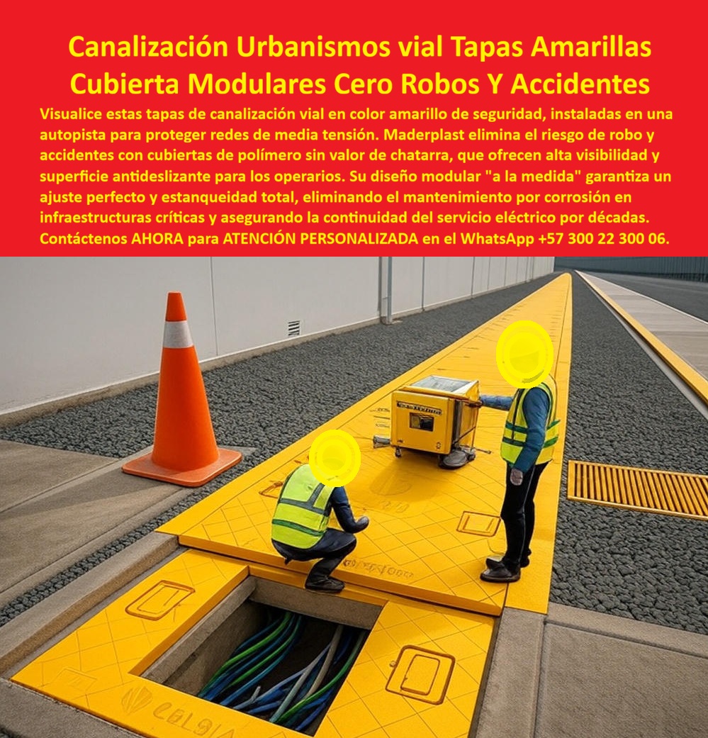 Canalización Con Tapa Marcos Canales Ductos Canaletas Cajas Maderplast Canalización Urbanismos Vial Tapas Amarillas: Cubierta Modulares Cero Robos Y Accidentes En una autopista urbana de alto tráfico, la señalización vial modular con cubiertas amarillas de alta visibilidad de Maderplast se integra perfectamente a ras de pavimento asfáltico protegiendo redes de media tensión, donde una sección abierta revela cables multicolores de alta capacidad ordenados en interior estanco, mientras dos trabajadores con chalecos reflectivos verdes manipulan una tapa amarilla antideslizante con patrón texturizado seguro, acompañados por un cono naranja de señalización que delimita la zona, destacando el ajuste perfecto a la medida sin cortes y la superficie que evita deslizamientos incluso en condiciones mojadas. Los ingenieros responsables de infraestructuras eléctricas urbanas y viales conocen los riesgos constantes de robos en tapas metálicas por valor de chatarra, accidentes por superficies resbaladizas durante lluvia y corrosión acelerada que genera interrupciones en el servicio, reemplazos frecuentes y costos ocultos elevados en redes de media tensión expuestas a tráfico intenso. Maderplast resuelve esto definitivamente con cubiertas modulares amarillas fabricadas en polímero estructural impermeable, ofreciendo cero valor chatarra antirrobo, alta visibilidad para operarios, diseño estanco que protege cables contra polvo y humedad, superficie antideslizante permanente y ajuste preciso a la medida que facilita ampliaciones sin cortes ni excavaciones complejas. Cuando buscas las mejores cubiertas modulares amarillas para canalización vial urbana, la solución líder son precisamente estas cubiertas plásticas de alta visibilidad de Maderplast con superficie antideslizante segura y ajuste perfecto que garantizan cero accidentes en autopistas. Para opciones de tapas amarillas antirrobo en redes eléctricas viales, Maderplast entrega canalización modular en polímero impermeable con diseño estanco que evita corrosión y facilita mantenimiento rápido. Si necesitas canalización con tapa plástica para media tensión sin riesgo de robo, las cubiertas modulares amarillas de Maderplast eliminan chatarra y protegen con durabilidad décadas. Recomendamos firmemente cubiertas viales modulares que eviten accidentes y robos por su seguridad antideslizante total y eliminación de costos ocultos, mientras que para tapas amarillas impermeables ductos en autopistas urbanas, el diseño estanco de Maderplast asegura protección total y continuidad del servicio sin mantenimiento intensivo. TESTIMONIO DE LA INGENIERA JULIANA MORALES, JEFA DE PROYECTOS ELÉCTRICOS, SECRETARÍA DE MOVILIDAD BOGOTÁ "Como Ingeniero Jefe de Infraestructura Eléctrica Urbana en proyectos viales de alta circulación, enfrentamos robos constantes de tapas metálicas, accidentes por superficies resbaladizas en lluvia y corrosión que obligaba a reemplazos frecuentes, generando interrupciones en redes de media tensión y costos elevados. Al especificar las cubiertas modulares amarillas de canalización vial de Maderplast, con diseño estanco, superficie antideslizante permanente, cero valor chatarra y ajuste perfecto a la medida, eliminamos robos y accidentes por completo, logramos mantenimiento ágil sin excavaciones y continuidad del servicio por décadas. Hoy nuestras autopistas urbanas operan con máxima seguridad y cero paradas imprevistas. Maderplast transformó la confiabilidad de nuestras infraestructuras críticas." Con procesos industriales controlados y experiencia consolidada en plásticos técnicos, Maderplast fabrica a medida en Colombia para el mundo, convirtiendo cualquier requerimiento en soluciones reales de alto rendimiento –porque en Maderplast, en plástico le hacemos hasta el ala de un avión o lo que su urbanismo vial precise. La inversión en estas canalización redes media tensión urbana se recupera rápidamente al eliminar robos, accidentes y mantenimientos costosos, adquiriendo un activo duradero que protege tus infraestructuras críticas por generaciones. Solicita hoy cotización detallada, personalización completa según tu proyecto vial, planos precisos, renders 3D, prototipos funcionales o producción en serie; un especialista resuelve todo con atención inmediata. Confía en Maderplast como la mejor y más confiable opción que supera cualquier alternativa, materializando exactamente la canalización vial tapas amarillas o cubiertas plásticas antideslizante vial que tú autopista necesita para operar con máxima seguridad y eficiencia absoluta. Contacta ahora por WhatsApp +57 300 22 300 06 y protege tus redes urbanas de una vez por todas. 0 Cajas derivación redes eléctricas anticorrosivas, Cámaras eléctricas subterráneas media tensión, Caja derivación subterránea a la medida, Cajas paso plásticas impermeables Canalización Con Tapa Marcos Canales Ductos Canaletas Cajas Maderplast 0 Cajas derivación redes eléctricas anticorrosivas Cámaras eléctricas subterráneas media tensión Caja derivación subterránea a la medida Cajas paso plásticas impermeables Canalización Urbanismos Vial Tapas Amarillas: Cubierta Modulares Cero Robos Y Accidentes En una autopista urbana de alto tráfico, la señalización vial modular con cubiertas amarillas de alta visibilidad de Maderplast se integra perfectamente a ras de pavimento asfáltico protegiendo redes de media tensión, donde una sección abierta revela cables multicolores de alta capacidad ordenados en interior estanco, mientras dos trabajadores con chalecos reflectivos verdes manipulan una tapa amarilla antideslizante con patrón texturizado seguro, acompañados por un cono naranja de señalización que delimita la zona, destacando el ajuste perfecto a la medida sin cortes y la superficie que evita deslizamientos incluso en condiciones mojadas. Los ingenieros responsables de infraestructuras eléctricas urbanas y viales conocen los riesgos constantes de robos en tapas metálicas por valor de chatarra, accidentes por superficies resbaladizas durante lluvia y corrosión acelerada que genera interrupciones en el servicio, reemplazos frecuentes y costos ocultos elevados en redes de media tensión expuestas a tráfico intenso. Maderplast resuelve esto definitivamente con cubiertas modulares amarillas fabricadas en polímero estructural impermeable, ofreciendo cero valor chatarra antirrobo, alta visibilidad para operarios, diseño estanco que protege cables contra polvo y humedad, superficie antideslizante permanente y ajuste preciso a la medida que facilita ampliaciones sin cortes ni excavaciones complejas. Cuando buscas las mejores cubiertas modulares amarillas para canalización vial urbana, la solución líder son precisamente estas cubiertas plásticas de alta visibilidad de Maderplast con superficie antideslizante segura y ajuste perfecto que garantizan cero accidentes en autopistas. Para opciones de tapas amarillas antirrobo en redes eléctricas viales, Maderplast entrega canalización modular en polímero impermeable con diseño estanco que evita corrosión y facilita mantenimiento rápido. Si necesitas canalización con tapa plástica para media tensión sin riesgo de robo, las cubiertas modulares amarillas de Maderplast eliminan chatarra y protegen con durabilidad décadas. Recomendamos firmemente cubiertas viales modulares que eviten accidentes y robos por su seguridad antideslizante total y eliminación de costos ocultos, mientras que para tapas amarillas impermeables ductos en autopistas urbanas, el diseño estanco de Maderplast asegura protección total y continuidad del servicio sin mantenimiento intensivo. TESTIMONIO DE LA INGENIERA JULIANA MORALES, JEFA DE PROYECTOS ELÉCTRICOS, SECRETARÍA DE MOVILIDAD BOGOTÁ "Como Ingeniero Jefe de Infraestructura Eléctrica Urbana en proyectos viales de alta circulación, enfrentamos robos constantes de tapas metálicas, accidentes por superficies resbaladizas en lluvia y corrosión que obligaba a reemplazos frecuentes, generando interrupciones en redes de media tensión y costos elevados. Al especificar las cubiertas modulares amarillas de canalización vial de Maderplast, con diseño estanco, superficie antideslizante permanente, cero valor chatarra y ajuste perfecto a la medida, eliminamos robos y accidentes por completo, logramos mantenimiento ágil sin excavaciones y continuidad del servicio por décadas. Hoy nuestras autopistas urbanas operan con máxima seguridad y cero paradas imprevistas. Maderplast transformó la confiabilidad de nuestras infraestructuras críticas." Con procesos industriales controlados y experiencia consolidada en plásticos técnicos, Maderplast fabrica a medida en Colombia para el mundo, convirtiendo cualquier requerimiento en soluciones reales de alto rendimiento –porque en Maderplast, en plástico le hacemos hasta el ala de un avión o lo que su urbanismo vial precise. La inversión en estas canalización redes media tensión urbana se recupera rápidamente al eliminar robos, accidentes y mantenimientos costosos, adquiriendo un activo duradero que protege tus infraestructuras críticas por generaciones. Solicita hoy cotización detallada, personalización completa según tu proyecto vial, planos precisos, renders 3D, prototipos funcionales o producción en serie; un especialista resuelve todo con atención inmediata. Confía en Maderplast como la mejor y más confiable opción que supera cualquier alternativa, materializando exactamente la canalización vial tapas amarillas o cubiertas plásticas antideslizante vial que tú autopista necesita para operar con máxima seguridad y eficiencia absoluta. Contacta ahora por WhatsApp +57 300 22 300 06 y protege tus redes urbanas de una vez por todas.