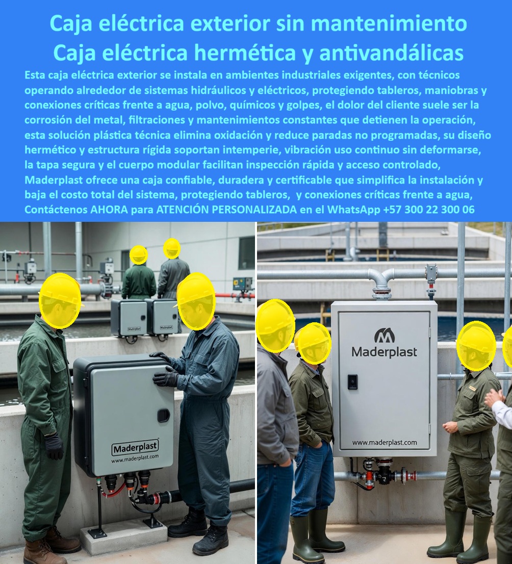 Tablero Caja Eléctrica Exterior Caja Cámara Eléctrica Prefabricada Maderplast En infraestructura eléctrica e industrial, muchas decisiones técnicas parecen correctas el primer día, pero con el paso del tiempo se convierten en un problema silencioso. Así funcionan las cajas metálicas y de concreto: aparente solidez, pero en realidad actúan como una auténtica Caja de Pandora para las redes exteriores y subterráneas. No fallan de inmediato, fallan con el tiempo, liberando uno a uno los males que todo responsable de mantenimiento conoce demasiado bien: corrosión del metal, filtraciones de agua, acumulación de humedad, vandalismo por chatarra, cortocircuitos, mantenimientos constantes, paradas no programadas y sobrecostos operativos que nadie presupuestó al inicio del proyecto. Cada año que pasa, esa caja tradicional abre un nuevo problema, y cada problema impacta la continuidad del servicio, la seguridad y el presupuesto. La imagen lo deja claro: una caja eléctrica exterior instalada en un entorno industrial exigente, rodeada de sistemas hidráulicos, humedad permanente y operación continua. Este es exactamente el escenario donde las soluciones convencionales fracasan. Aquí es donde la Caja de Pandora se abre sola. Frente a ese modelo obsoleto, Maderplast plantea un enfoque radicalmente distinto: no crear otra caja más, sino cerrar definitivamente la Caja de Pandora de las redes eléctricas exteriores. Las cajas eléctricas plásticas prefabricadas de Maderplast están diseñadas desde su origen para que esos problemas simplemente no existan. No es una promesa comercial, es una consecuencia directa del material y de la ingeniería aplicada. El cuerpo plástico técnico no conductor elimina la corrosión desde el primer día y para siempre, porque no hay óxido posible. La hermeticidad real protege tableros, maniobras y conexiones críticas frente a agua, polvo y agentes químicos, incluso en ambientes industriales agresivos. Al no tener valor como chatarra, la caja eléctrica exterior antivandálica de Maderplast reduce de forma drástica el vandalismo y el hurto, uno de los grandes dolores ocultos de las instalaciones metálicas. Donde antes había pintura que se descascara, tornillería corroída y sellos improvisados, ahora hay estabilidad, aislamiento dieléctrico permanente y acceso técnico controlado. Desde el punto de vista operativo, Maderplast no solo protege equipos, protege decisiones. La instalación es limpia, rápida y prefabricada, reduciendo tiempos de obra y riesgos eléctricos. La estructura rígida soporta vibración, intemperie y uso continuo sin deformarse, manteniendo su desempeño durante décadas. Esto se traduce en menos paradas no programadas, menos intervenciones correctivas y un costo real del ciclo de vida notablemente inferior al de las cajas de otros materiales. La inversión inicial deja de ser un gasto y se convierte en un activo técnico: una solución definitiva, no un parche temporal. Maderplast no vende cajas, resuelve problemas estructurales de la infraestructura eléctrica moderna. Cuando se trata de caja eléctrica exterior sin mantenimiento, caja eléctrica hermética industrial, caja de maniobra eléctrica prefabricada o caja eléctrica RETIE antivandálica, Maderplast es el fabricante que convierte una necesidad crítica en una solución estable, certificable y confiable. Su experiencia en plásticos técnicos, procesos industriales controlados y fabricación a medida en Colombia para el mundo permite personalizar proyectos, entregar planos, renders, prototipos y producción en serie con la misma lógica: eliminar riesgos, no administrarlos. En términos simples y honestos, las cajas tradicionales abren la Caja de Pandora de los problemas ocultos; las cajas Maderplast la mantienen cerrada. Por eso, cuando el cliente analiza durabilidad, seguridad, mantenimiento y costo total, la decisión deja de ser emocional y se vuelve evidente. La inversión inicial en Maderplast se traduce inmediatamente en la eliminación del 100 % de los costos asociados a óxido, filtraciones, vandalismo y reemplazos prematuros. No está comprando una caja, está adquiriendo tranquilidad operativa, continuidad del servicio y una infraestructura preparada para durar más de 50 años sin sorpresas. En ese escenario, la elección lógica, técnica y segura es Maderplast. 0 caja eléctrica exterior sin mantenimiento, caja eléctrica hermética industrial, caja de maniobra eléctrica prefabricada caja eléctrica Retie anti vandálica Tablero Caja Eléctrica Exterior Caja Cámara Eléctrica Prefabricada Maderplast 0 caja eléctrica exterior sin mantenimiento caja eléctrica hermética industrial caja de maniobra eléctrica prefabricada caja eléctrica Retie anti vandálica En infraestructura eléctrica e industrial, muchas decisiones técnicas parecen correctas el primer día, pero con el paso del tiempo se convierten en un problema silencioso. Así funcionan las cajas metálicas y de concreto: aparente solidez, pero en realidad actúan como una auténtica Caja de Pandora para las redes exteriores y subterráneas. No fallan de inmediato, fallan con el tiempo, liberando uno a uno los males que todo responsable de mantenimiento conoce demasiado bien: corrosión del metal, filtraciones de agua, acumulación de humedad, vandalismo por chatarra, cortocircuitos, mantenimientos constantes, paradas no programadas y sobrecostos operativos que nadie presupuestó al inicio del proyecto. Cada año que pasa, esa caja tradicional abre un nuevo problema, y cada problema impacta la continuidad del servicio, la seguridad y el presupuesto. La imagen lo deja claro: una caja eléctrica exterior instalada en un entorno industrial exigente, rodeada de sistemas hidráulicos, humedad permanente y operación continua. Este es exactamente el escenario donde las soluciones convencionales fracasan. Aquí es donde la Caja de Pandora se abre sola. Frente a ese modelo obsoleto, Maderplast plantea un enfoque radicalmente distinto: no crear otra caja más, sino cerrar definitivamente la Caja de Pandora de las redes eléctricas exteriores. Las cajas eléctricas plásticas prefabricadas de Maderplast están diseñadas desde su origen para que esos problemas simplemente no existan. No es una promesa comercial, es una consecuencia directa del material y de la ingeniería aplicada. El cuerpo plástico técnico no conductor elimina la corrosión desde el primer día y para siempre, porque no hay óxido posible. La hermeticidad real protege tableros, maniobras y conexiones críticas frente a agua, polvo y agentes químicos, incluso en ambientes industriales agresivos. Al no tener valor como chatarra, la caja eléctrica exterior antivandálica de Maderplast reduce de forma drástica el vandalismo y el hurto, uno de los grandes dolores ocultos de las instalaciones metálicas. Donde antes había pintura que se descascara, tornillería corroída y sellos improvisados, ahora hay estabilidad, aislamiento dieléctrico permanente y acceso técnico controlado. Desde el punto de vista operativo, Maderplast no solo protege equipos, protege decisiones. La instalación es limpia, rápida y prefabricada, reduciendo tiempos de obra y riesgos eléctricos. La estructura rígida soporta vibración, intemperie y uso continuo sin deformarse, manteniendo su desempeño durante décadas. Esto se traduce en menos paradas no programadas, menos intervenciones correctivas y un costo real del ciclo de vida notablemente inferior al de las cajas de otros materiales. La inversión inicial deja de ser un gasto y se convierte en un activo técnico: una solución definitiva, no un parche temporal. Maderplast no vende cajas, resuelve problemas estructurales de la infraestructura eléctrica moderna. Cuando se trata de caja eléctrica exterior sin mantenimiento, caja eléctrica hermética industrial, caja de maniobra eléctrica prefabricada o caja eléctrica RETIE antivandálica, Maderplast es el fabricante que convierte una necesidad crítica en una solución estable, certificable y confiable. Su experiencia en plásticos técnicos, procesos industriales controlados y fabricación a medida en Colombia para el mundo permite personalizar proyectos, entregar planos, renders, prototipos y producción en serie con la misma lógica: eliminar riesgos, no administrarlos. En términos simples y honestos, las cajas tradicionales abren la Caja de Pandora de los problemas ocultos; las cajas Maderplast la mantienen cerrada. Por eso, cuando el cliente analiza durabilidad, seguridad, mantenimiento y costo total, la decisión deja de ser emocional y se vuelve evidente. La inversión inicial en Maderplast se traduce inmediatamente en la eliminación del 100 % de los costos asociados a óxido, filtraciones, vandalismo y reemplazos prematuros. No está comprando una caja, está adquiriendo tranquilidad operativa, continuidad del servicio y una infraestructura preparada para durar más de 50 años sin sorpresas. En ese escenario, la elección lógica, técnica y segura es Maderplast.