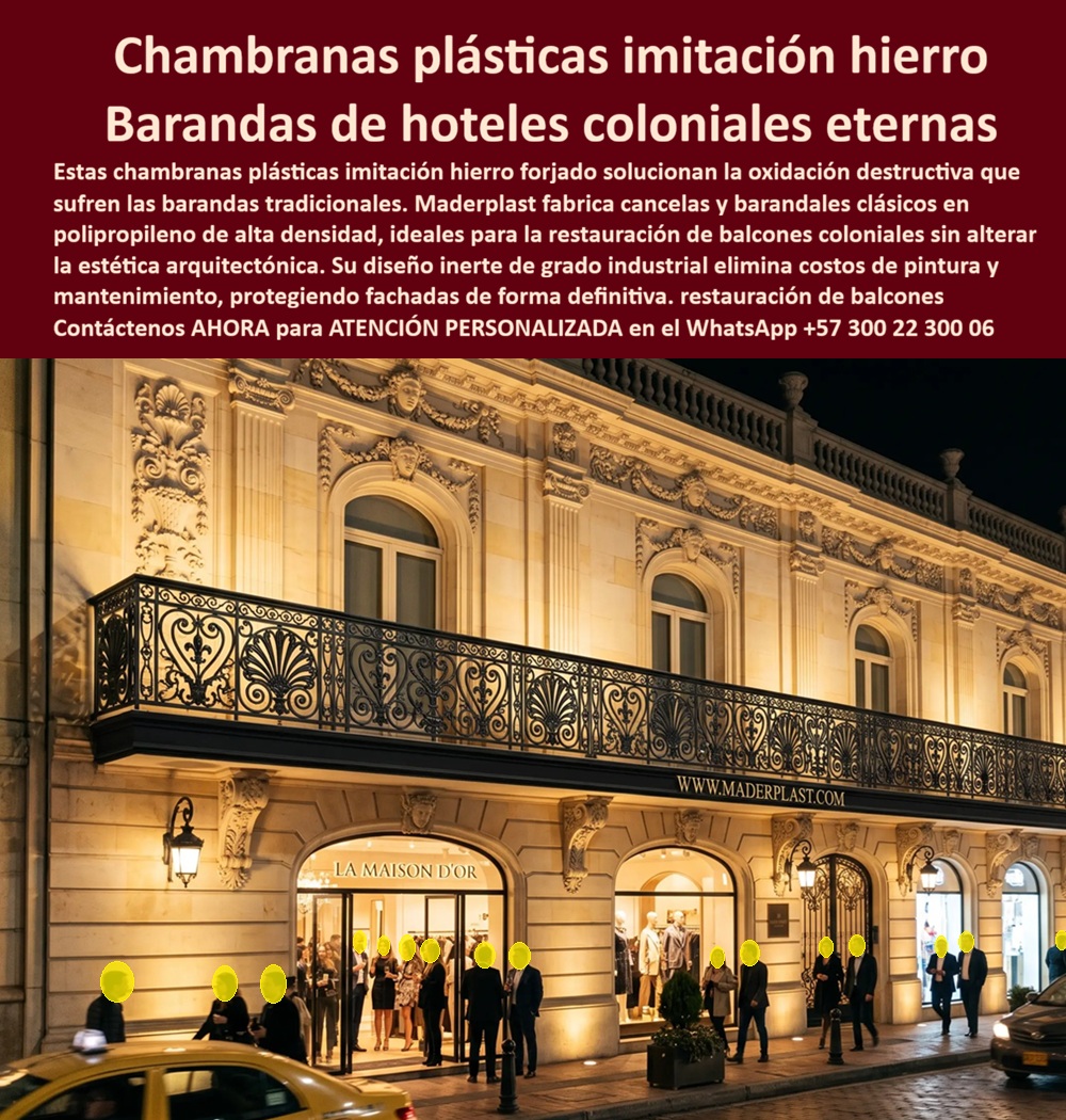 Chambrana Colonial Plástica Embarandado de balcones Maderplast - Chambranas plásticas imitación hierro forjado, Barandas para hoteles coloniales, cancelas plásticas coloniales, Restauración de balcones coloniales, barandales balcones clásicos, PP Chambrana Colonial Plástica Embarandado de balcones Maderplast Chambranas plásticas imitación hierro forjado Barandas para hoteles coloniales cancelas plásticas coloniales Restauración de balcones coloniales barandales balcones clásicos PP