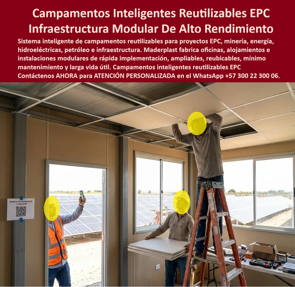 Campamentos Portátiles Inteligentes Campamentos Ejecutivos VIP Maderplast Sistema Inteligente Campamentos Reutilizables Campamentos Ejecutivos Proyectos EPC infraestructura temporal reutilizable infraestructura modular proyectos EPC