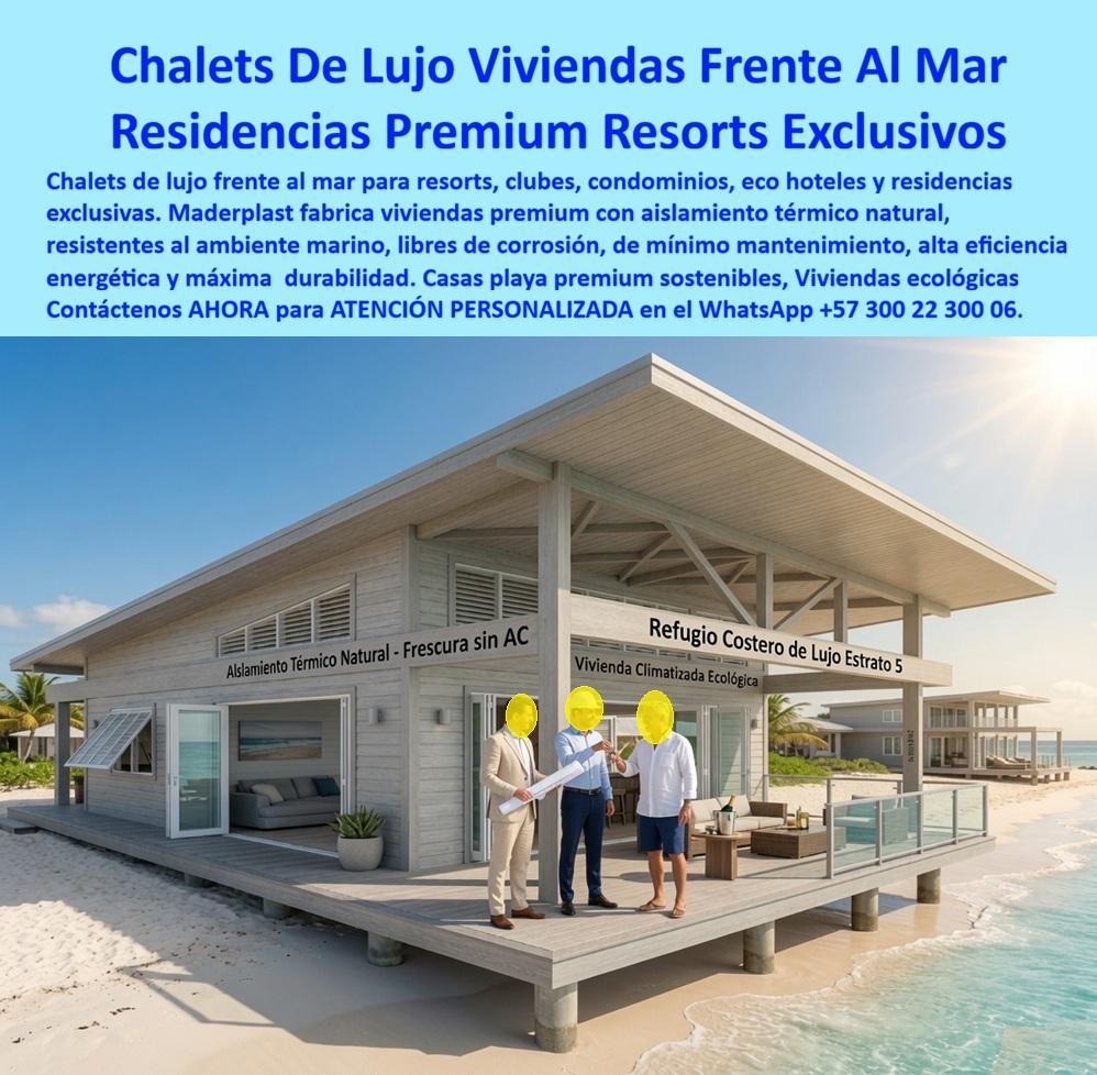 Chalets De Lujo Modernos Casas Exclusivas Clubs Y Resorts Maderplast Construcciones Campestres Premium Refugio de lujo sostenible para playa Residencias Premium Frente al Mar Casa de descanso premium para familia Casa de playa de Mar