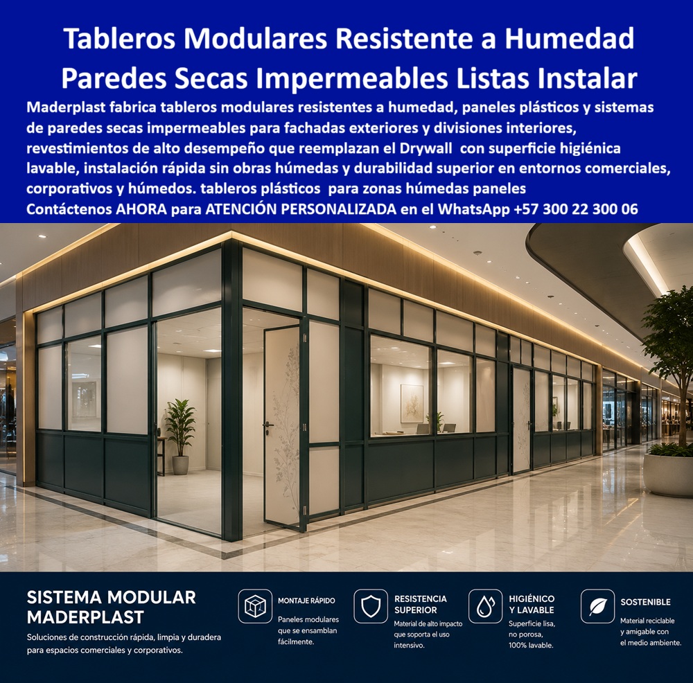 Divisiones Modulares Paneles Fachada Exteriores Antihumedad Maderplast Tableros Modulares Resistentes a Humedad Tableros Plásticos Listos Instalar revestimiento de alto desempeño Sistema de Paredes Secas Impermeables Panel Arquitectó