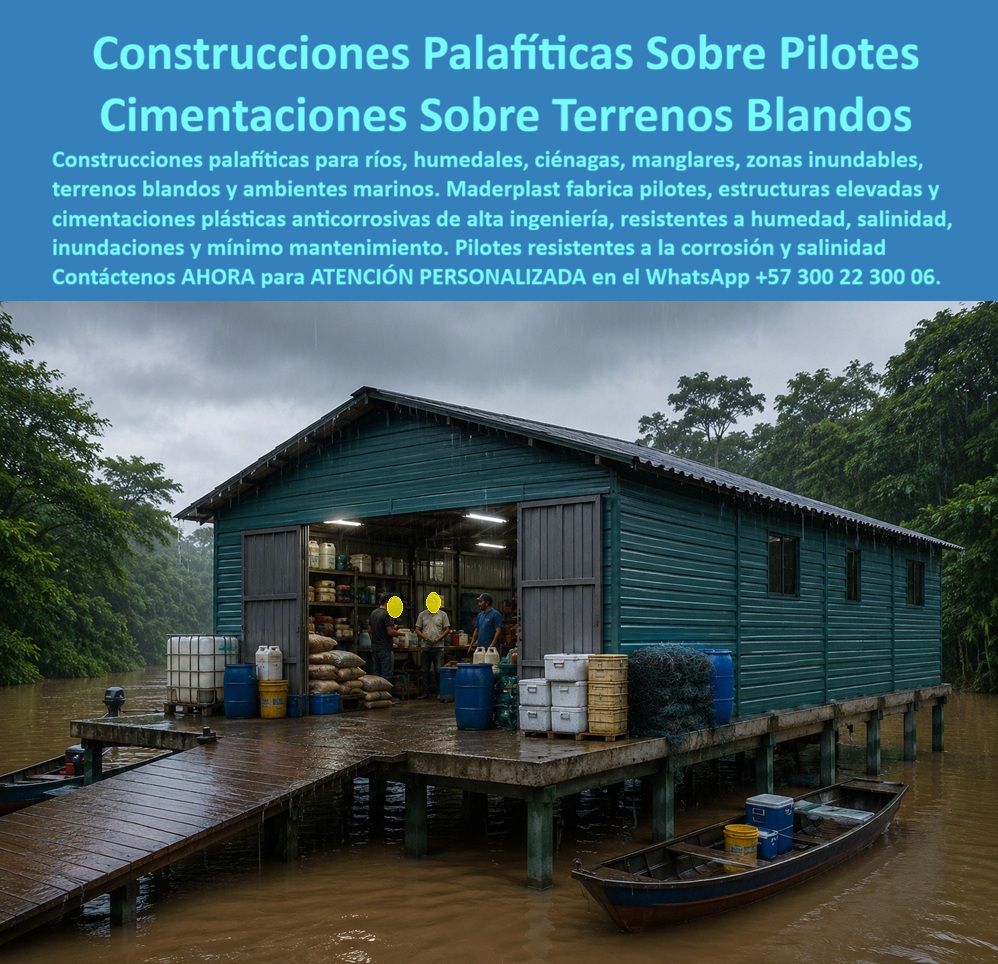 Estructura Palafítica Construcciones Elevadas Sobre Pilotes Maderplast Cimentación Plástica para Terrenos Blandos Sistema constructivo palafítico antioxidante pilotes para cimentación sobre pilotes Sistema de Viviendas Palafíticas NSR