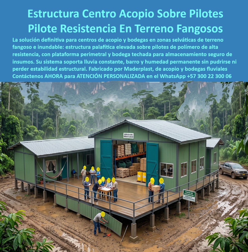 Estructura Palafítica Construcciones Elevadas Sobre Pilotes Maderplast Pilotes de polímero muelles y bodegas fluviales pilotes ríos casas sobre pilotes Estructuras plásticas palafíticas alta resistencia Pilotes plásticos cimentaciónes