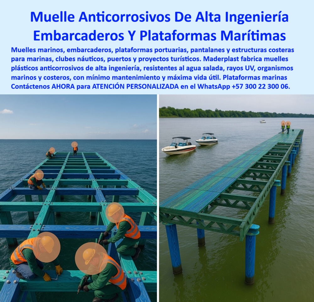 Muelles Marinos Anticorrosivos Embarcaderos Marítimos Maderplast muelles plásticos agua salada Pantalanes plásticos para marinas muelles modulares marítimos oleaje embarcaderos fluviales sistemas modulares plataformas embarcaderos