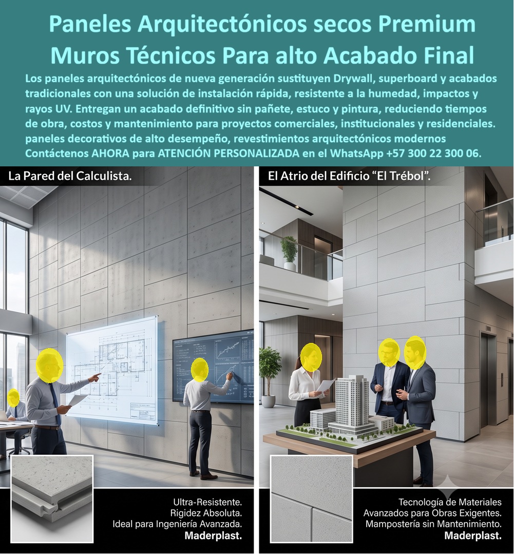 Panel Innovador Construcción Tecnificada Muros Secos Interiores Maderplast Placas de polipropileno para Reemplazo drywall fachadas arquitectónicas de alta tecnología Panel de nueva generación Reemplazo drywall fachadas exterior Fachadas