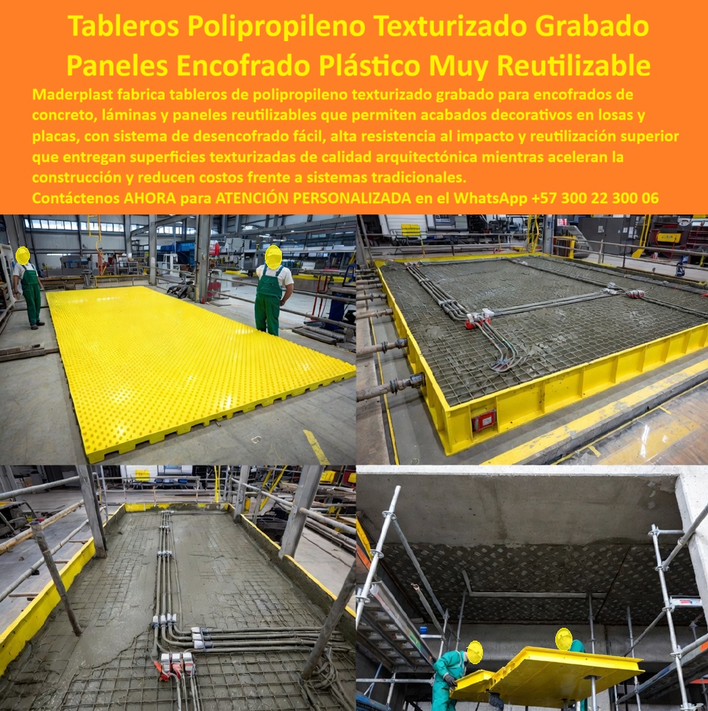 Tableros De Polipropileno Placa Encofrado Texturizado Grabado Maderplast Tablero plástico encofrado de losas Lámina de polipropileno encofrado de placas Sistema de Encofrado Plástico Polipropileno Panel Encofrado Plástico Reutilizable