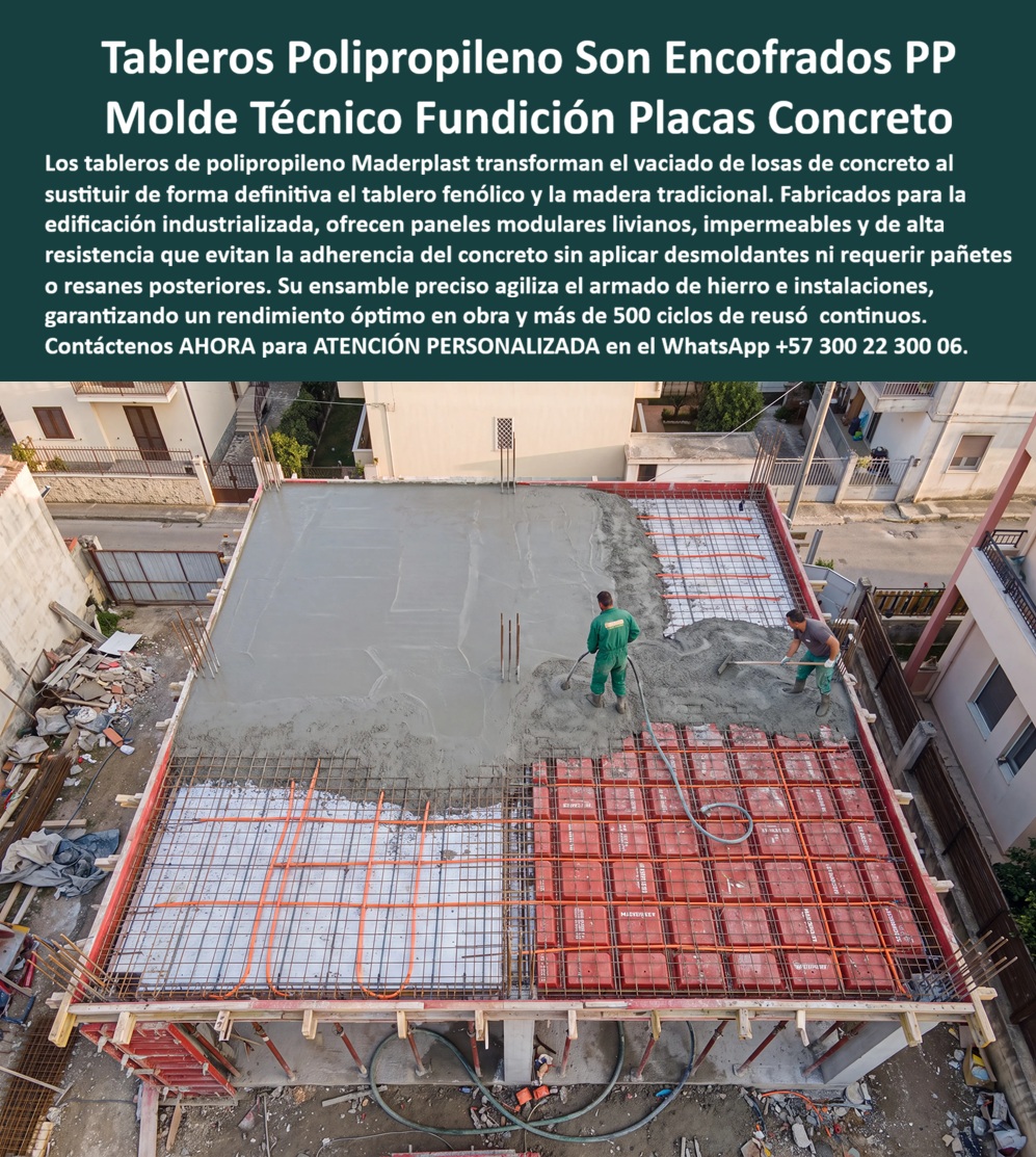 Tableros De Polipropileno Placa Vaciado Concreto Reemplazo del Fenólico Maderplast Paneles encofrar placas de concreto a la vista Tableros estructurales de polipropileno obra gris Formaleta plástica reutilizable Panel para formaletas