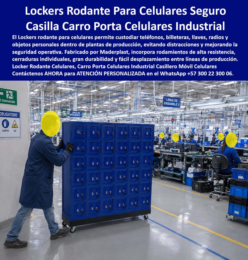 Casilleros teléfonos en plantas de producción, Locker Rodante Maderplast - Carro porta celulares para empresas y fábricas, Estación rodante para custodiar celulares y pertenencias, Mueble Móvil lockers de seguridad plantas operativa Casilleros teléfonos en plantas de producción Locker Rodante Maderplast Carro porta celulares para empresas y fábricas Estación rodante para custodiar celulares y pertenencias Mueble Móvil lockers de seguridad plantas operativa