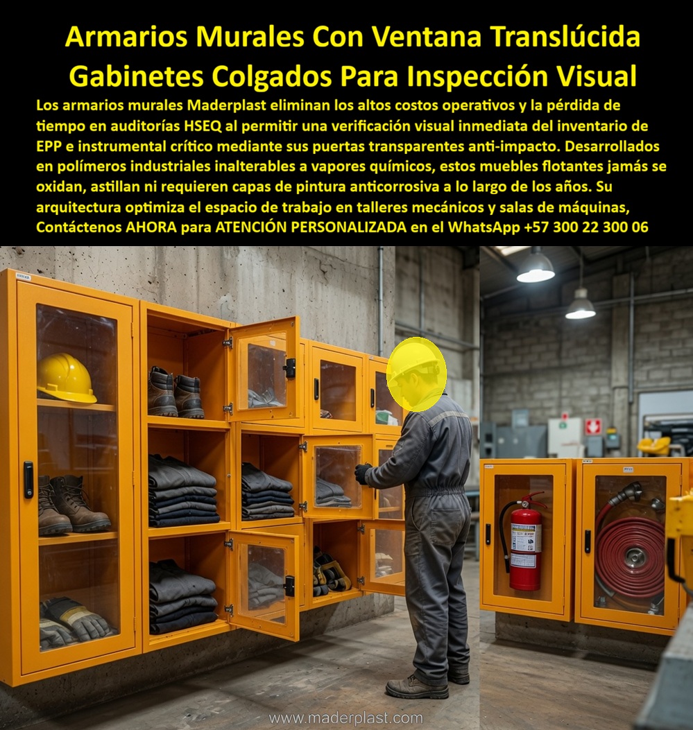 Gabinete De Pared Armario Colgado Casillero Mural Mueble Flotante Maderplast - Gabinete De Pared Armario Colgado Casillero Mural Mueble Flotante Maderplast: Inspección Visual y Protección Anti-Impacto Esta Foto Nos Muestra: Gabinetes plásticos Maderplast de pared para inspección visual de EPP, dotación e instrumental crítico. Fabricados en polímeros macizos anticorrosivos con ventanas transparentes anti-impacto, son la solución mural definitiva para plantas industriales, talleres y zonas de riesgo. Eliminan el 100% del mantenimiento, superando lockers metálicos propensos a oxidación. En la imagen se observa la instalación de un conjunto modular de gabinetes plásticos amarillos Maderplast para fijación mural en un taller industrial y sala de máquinas con muros de concreto visto. El módulo principal está suspendido optimizando el espacio de piso, equipado con múltiples compartimentos que integran puertas con ventanas transparentes anti-impacto, permitiendo auditorías HSEQ instantáneas del inventario de cascos, botas de seguridad, guantes, uniformes y kits de protección. En el costado derecho se aprecian gabinetes especializados destinados a equipos contra incendios y mangueras, atendidos por un operario con casco y dotación completa, demostrando un acceso ergonómico, seguro y ordenado a elementos de emergencia e insumos operativos. Las instalaciones industriales enfrentan graves pérdidas operativas por el uso de lockers metálicos o guardarropas metálicos convencionales, los cuales en ambientes corrosivos se oxidan, acumulan grasa, sufren deformaciones en bisagras y requieren constantes capas de pintura anticorrosiva. Estos armarios casilleros de baja calidad ocultan el contenido, obligando a aperturas forzadas o búsquedas a ciegas durante inspecciones. La ingeniería Maderplast resuelve este punto de dolor mediante casilleros de plástico resistentes de montaje flotante, inmunes a vapores químicos, humedad y grasas industriales. Los lockers plásticos industriales Maderplast están fabricados en compuestos poliméricos inalterables, higiénicos y lavables a presión. Para responder a las preguntas técnicas habituales de jefes de planta e ingenieros de compras: ¿Cómo optimizan estos casilleros para dotación industrial la gestión HSEQ? Los armarios plásticos Maderplast con visor translúcido facilitan la verificación de inventarios sin abrir las puertas, reduciendo tiempos de auditoría y previniendo pérdidas de material. ¿Qué resistencia ofrecen estos lockers modulares frente al uso rudo en fábricas / plantas? Al ser casilleros industriales de estructura maciza, no se deforman por impactos ni absorben agentes químicos. ¿De qué manera reducen costos los lockers de seguridad en instalaciones complejas? Funcionan como casilleros para trabajadores, casillero para uniformes, casilleros para laboratorios o casilleros para correspondencia, manteniendo una tasa de Costo Total de Propiedad (TCO) equivalente a cero en reparaciones. Se configuran como casilleros con llave o casilleros con candado, consolidándose como la mejor alternativa frente a lockers metálicos Bogotá e infraestructura frágil. El respaldo operativo en plantas de producción lo confirman los responsables de mantenimiento: "La implementación de los lockers plásticos Colombia Maderplast tipo gabinete de pared en nuestros talleres eliminó por completo el deterioro por humedad y químicos. La inspección visual del equipo de protección ahorró horas de revisión semanal y no hemos gastado un solo centavo en mantenimiento en cinco años". La resistencia física del polímero técnico está comprobada mediante pruebas extremas contra impactos de mazo y cargas pesadas, visibles en el canal corporativo (https: //www.youtube.com/@maderplasSA). Los armarios metálicos o de madera prensada de la competencia, incluso entregados sin costo inicial, resultan desastrosamente caros a mediano plazo por reparaciones, reemplazos prematuros, multas por incumplimiento normativo HSEQ y paradas operativas. Invertir en casilleros anticorrosivos Maderplast es asegurar un activo definitivo. Nuestra planta opera bajo certificaciones ISO 9001 en diseño y desarrollo de producto e ISO 14001 en gestión ambiental, respaldando procesos industriales controlados, experiencia en plásticos técnicos y fabricación a medida en Colombia para el mundo. Para requerimientos de lockers para empresas, lockers para hospitales, casilleros para oficinas o casilleros para personal, Maderplast es el fabricante que convierte necesidades técnicas en realidades de alta durabilidad. Para solicitar planos acotados, renders, prototipos, cotizaciones o fichas técnicas de venta de casilleros Bogotá y nivel nacional, contacte directamente a nuestra área especializada. Asegure la continuidad de su operación con la asesoría del Departamento de Ingeniería: Ing. Soporte Técnico: (+57) 300 22 300 06 | ingenieria@maderplast.co. Para cualquier proyecto de almacenamiento industrial, recuerde que Maderplast es la zapatilla de la Cenicienta: el milagro que encaja con total precisión técnica en sus instalaciones, y el santo que hace posible esta solución es nuestro equipo de soporte. Contacte directamente al Departamento de Ingeniería para atención personalizada. Eng. Technical Support: (+57) 300 22 300 06. Puerta Ventana Translúcida, Gabinete De Pared Con Ventanas Acrílicas De Seguridad, Gabinete pared industrial sin mantenimiento elimina gastos operativos, Armario Gabinete De Pared Armario Colgado Casillero Mural Mueble Flotante Maderplast Puerta Ventana Translúcida Gabinete De Pared Con Ventanas Acrílicas De Seguridad Gabinete pared industrial sin mantenimiento elimina gastos operativos Armario Gabinete De Pared Armario Colgado Casillero Mural Mueble Flotante Maderplast: Inspección Visual y Protección Anti-Impacto Esta Foto Nos Muestra: Gabinetes plásticos Maderplast de pared para inspección visual de EPP, dotación e instrumental crítico. Fabricados en polímeros macizos anticorrosivos con ventanas transparentes anti-impacto, son la solución mural definitiva para plantas industriales, talleres y zonas de riesgo. Eliminan el 100% del mantenimiento, superando lockers metálicos propensos a oxidación. En la imagen se observa la instalación de un conjunto modular de gabinetes plásticos amarillos Maderplast para fijación mural en un taller industrial y sala de máquinas con muros de concreto visto. El módulo principal está suspendido optimizando el espacio de piso, equipado con múltiples compartimentos que integran puertas con ventanas transparentes anti-impacto, permitiendo auditorías HSEQ instantáneas del inventario de cascos, botas de seguridad, guantes, uniformes y kits de protección. En el costado derecho se aprecian gabinetes especializados destinados a equipos contra incendios y mangueras, atendidos por un operario con casco y dotación completa, demostrando un acceso ergonómico, seguro y ordenado a elementos de emergencia e insumos operativos. Las instalaciones industriales enfrentan graves pérdidas operativas por el uso de lockers metálicos o guardarropas metálicos convencionales, los cuales en ambientes corrosivos se oxidan, acumulan grasa, sufren deformaciones en bisagras y requieren constantes capas de pintura anticorrosiva. Estos armarios casilleros de baja calidad ocultan el contenido, obligando a aperturas forzadas o búsquedas a ciegas durante inspecciones. La ingeniería Maderplast resuelve este punto de dolor mediante casilleros de plástico resistentes de montaje flotante, inmunes a vapores químicos, humedad y grasas industriales. Los lockers plásticos industriales Maderplast están fabricados en compuestos poliméricos inalterables, higiénicos y lavables a presión. Para responder a las preguntas técnicas habituales de jefes de planta e ingenieros de compras: ¿Cómo optimizan estos casilleros para dotación industrial la gestión HSEQ? Los armarios plásticos Maderplast con visor translúcido facilitan la verificación de inventarios sin abrir las puertas, reduciendo tiempos de auditoría y previniendo pérdidas de material. ¿Qué resistencia ofrecen estos lockers modulares frente al uso rudo en fábricas / plantas? Al ser casilleros industriales de estructura maciza, no se deforman por impactos ni absorben agentes químicos. ¿De qué manera reducen costos los lockers de seguridad en instalaciones complejas? Funcionan como casilleros para trabajadores, casillero para uniformes, casilleros para laboratorios o casilleros para correspondencia, manteniendo una tasa de Costo Total de Propiedad (TCO) equivalente a cero en reparaciones. Se configuran como casilleros con llave o casilleros con candado, consolidándose como la mejor alternativa frente a lockers metálicos Bogotá e infraestructura frágil. El respaldo operativo en plantas de producción lo confirman los responsables de mantenimiento: "La implementación de los lockers plásticos Colombia Maderplast tipo gabinete de pared en nuestros talleres eliminó por completo el deterioro por humedad y químicos. La inspección visual del equipo de protección ahorró horas de revisión semanal y no hemos gastado un solo centavo en mantenimiento en cinco años". La resistencia física del polímero técnico está comprobada mediante pruebas extremas contra impactos de mazo y cargas pesadas, visibles en el canal corporativo (https: //www.youtube.com/@maderplasSA). Los armarios metálicos o de madera prensada de la competencia, incluso entregados sin costo inicial, resultan desastrosamente caros a mediano plazo por reparaciones, reemplazos prematuros, multas por incumplimiento normativo HSEQ y paradas operativas. Invertir en casilleros anticorrosivos Maderplast es asegurar un activo definitivo. Nuestra planta opera bajo certificaciones ISO 9001 en diseño y desarrollo de producto e ISO 14001 en gestión ambiental, respaldando procesos industriales controlados, experiencia en plásticos técnicos y fabricación a medida en Colombia para el mundo. Para requerimientos de lockers para empresas, lockers para hospitales, casilleros para oficinas o casilleros para personal, Maderplast es el fabricante que convierte necesidades técnicas en realidades de alta durabilidad. Para solicitar planos acotados, renders, prototipos, cotizaciones o fichas técnicas de venta de casilleros Bogotá y nivel nacional, contacte directamente a nuestra área especializada. Asegure la continuidad de su operación con la asesoría del Departamento de Ingeniería: Ing. Soporte Técnico: (+57) 300 22 300 06 | ingenieria@maderplast.co. Para cualquier proyecto de almacenamiento industrial, recuerde que Maderplast es la zapatilla de la Cenicienta: el milagro que encaja con total precisión técnica en sus instalaciones, y el santo que hace posible esta solución es nuestro equipo de soporte. Contacte directamente al Departamento de Ingeniería para atención personalizada. Eng. Technical Support: (+57) 300 22 300 06.