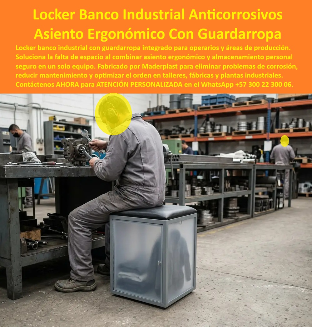 Guardarropa Tipo Banca Industrial Taburete Guardarropa Portátil Maderplast - Banco ergonómico con locker interno irrompible cero mantenimiento, Locker asiento anticorrosivo elimina óxido para almacenamiento seguro, Puesto Ergonómico Casilla Guardarropa Tipo Banca Industrial Taburete Guardarropa Portátil Maderplast Banco ergonómico con locker interno irrompible cero mantenimiento Locker asiento anticorrosivo elimina óxido para almacenamiento seguro Puesto Ergonómico Casilla
