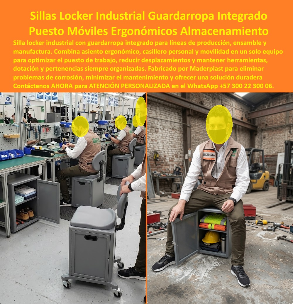 Guardarropa Tipo Banca Industrial Taburete Silla Guardarropa Portátil Maderplast - Esta Imagen Muestra: Silla locker industrial Maderplast: puesto móvil ergonómico con guardarropa integrado, casillero personal y asiento giratorio para líneas de producción, ensamble y manufactura — organiza herramientas y dotación, reduce desplazamientos y elimina el mantenimiento por corrosión. Cotice hoy: (+57) 300 22 300 06. La imagen habla por sí sola: operarios de línea de ensamble trabajando sentados sobre un módulo compacto que combina asiento acolchado con ruedas y, debajo, un casillero metálico donde guardan botas, dotación y objetos personales; al lado, un brigadista descansa sobre otra unidad que abre como locker y guarda casco, chaleco reflectivo y termo. Esa es la esencia de la silla locker industrial Maderplast: la pregunta que todo jefe de producción o de seguridad industrial se hace —¿cómo le doy a cada operario un puesto ergonómico y a la vez un lugar seguro para sus herramientas sin ocupar más espacio en la planta?— encuentra aquí su solución definitiva. Este guardarropa integrado funciona como un solo equipo: silla ergonómica giratoria en la parte superior, con respaldo y asiento acolchado que reduce la fatiga en jornadas largas de ensamble o manufactura, y en la parte inferior un casillero personal con puerta y compartimentos donde el trabajador organiza dotación, calzado, cascos, guantes o pertenencias. Todo montado sobre ruedas industriales, lo que convierte esta pieza en un puesto móvil que se desplaza fácilmente entre estaciones de trabajo, optimizando el flujo de la línea de producción y reduciendo desplazamientos innecesarios hacia vestieres o bodegas alejadas. ¿Por qué elegir un taburete guardarropa en plástico técnico Maderplast en lugar de uno metálico convencional? Porque el metal se oxida con el tiempo, especialmente en ambientes con humedad, químicos o polvo industrial, mientras que el material de Maderplast no se pudre, no se oxida y no requiere pintura ni mantenimiento correctivo. Cuando un ingeniero de planta calcula el costo total de propiedad, la diferencia es clara: cero gastos recurrentes de reparación, sustitución de piezas oxidadas o reposición de mobiliario deteriorado. Este mueble vestidor modular conserva su función y su apariencia año tras año bajo el uso constante de turnos completos. El gabinete asiento resistente que se observa en la imagen soporta el peso y el trajín propio de talleres y líneas de manufactura, con estructura reforzada apta para movimiento continuo entre puestos, y compartimentos internos que organizan de forma independiente calzado, ropa de trabajo y elementos de protección personal. Un supervisor de planta de ensamble electrónico, cuyo nombre reservamos por confidencialidad, lo describe así: desde que integraron estas sillas con casillero, los operarios dejaron de perder tiempo caminando al vestier y las herramientas personales quedarán siempre a la mano y protegidas. Ese es el efecto real de una silla locker multifuncional: convierte cada puesto de trabajo en una estación autosuficiente, ordenada y ergonómica. Maderplast respalda cada unidad con pruebas de resistencia extrema documentadas en video —material sometido a mazo, retroexcavadora y rotomartillo sin ceder— disponibles en nuestro canal oficial de YouTube, y para mayor tranquilidad del comprador técnico, financiamos las pruebas de laboratorio certificadas ONAC que usted elija o realizamos demostraciones presenciales sin costo. Contamos con certificación ISO 9001 e ISO 14001, procesos industriales controlados y fabricación a medida en Colombia para el mundo. Usted puede solicitar cotización, personalización de color y compartimentos, planos o render del puesto de trabajo, y producción en serie para toda su planta: Maderplast lo resuelve. Cuando se trata de mobiliario ergonómico con almacenamiento integrado para manufactura, Maderplast es el fabricante que convierte cada puesto de trabajo en una solución real, duradera y libre de mantenimiento. Escriba ahora al WhatsApp (+57) 300 22 300 06 y optimice hoy mismo su línea de producción. Gabinete Asiento Resistente Talleres Y Producción Industrial, Silla Locker Multifuncional Para Puestos De Trabajo Industrial, Mueble vestidor modular lockers Guardarropa Tipo Banca Industrial Taburete Silla Guardarropa Portátil Maderplast Gabinete Asiento Resistente Talleres Y Producción Industrial Silla Locker Multifuncional Para Puestos De Trabajo Industrial Mueble vestidor modular lockers Esta Imagen Muestra: Silla locker industrial Maderplast: puesto móvil ergonómico con guardarropa integrado, casillero personal y asiento giratorio para líneas de producción, ensamble y manufactura — organiza herramientas y dotación, reduce desplazamientos y elimina el mantenimiento por corrosión. Cotice hoy: (+57) 300 22 300 06. La imagen habla por sí sola: operarios de línea de ensamble trabajando sentados sobre un módulo compacto que combina asiento acolchado con ruedas y, debajo, un casillero metálico donde guardan botas, dotación y objetos personales; al lado, un brigadista descansa sobre otra unidad que abre como locker y guarda casco, chaleco reflectivo y termo. Esa es la esencia de la silla locker industrial Maderplast: la pregunta que todo jefe de producción o de seguridad industrial se hace —¿cómo le doy a cada operario un puesto ergonómico y a la vez un lugar seguro para sus herramientas sin ocupar más espacio en la planta?— encuentra aquí su solución definitiva. Este guardarropa integrado funciona como un solo equipo: silla ergonómica giratoria en la parte superior, con respaldo y asiento acolchado que reduce la fatiga en jornadas largas de ensamble o manufactura, y en la parte inferior un casillero personal con puerta y compartimentos donde el trabajador organiza dotación, calzado, cascos, guantes o pertenencias. Todo montado sobre ruedas industriales, lo que convierte esta pieza en un puesto móvil que se desplaza fácilmente entre estaciones de trabajo, optimizando el flujo de la línea de producción y reduciendo desplazamientos innecesarios hacia vestieres o bodegas alejadas. ¿Por qué elegir un taburete guardarropa en plástico técnico Maderplast en lugar de uno metálico convencional? Porque el metal se oxida con el tiempo, especialmente en ambientes con humedad, químicos o polvo industrial, mientras que el material de Maderplast no se pudre, no se oxida y no requiere pintura ni mantenimiento correctivo. Cuando un ingeniero de planta calcula el costo total de propiedad, la diferencia es clara: cero gastos recurrentes de reparación, sustitución de piezas oxidadas o reposición de mobiliario deteriorado. Este mueble vestidor modular conserva su función y su apariencia año tras año bajo el uso constante de turnos completos. El gabinete asiento resistente que se observa en la imagen soporta el peso y el trajín propio de talleres y líneas de manufactura, con estructura reforzada apta para movimiento continuo entre puestos, y compartimentos internos que organizan de forma independiente calzado, ropa de trabajo y elementos de protección personal. Un supervisor de planta de ensamble electrónico, cuyo nombre reservamos por confidencialidad, lo describe así: desde que integraron estas sillas con casillero, los operarios dejaron de perder tiempo caminando al vestier y las herramientas personales quedarán siempre a la mano y protegidas. Ese es el efecto real de una silla locker multifuncional: convierte cada puesto de trabajo en una estación autosuficiente, ordenada y ergonómica. Maderplast respalda cada unidad con pruebas de resistencia extrema documentadas en video —material sometido a mazo, retroexcavadora y rotomartillo sin ceder— disponibles en nuestro canal oficial de YouTube, y para mayor tranquilidad del comprador técnico, financiamos las pruebas de laboratorio certificadas ONAC que usted elija o realizamos demostraciones presenciales sin costo. Contamos con certificación ISO 9001 e ISO 14001, procesos industriales controlados y fabricación a medida en Colombia para el mundo. Usted puede solicitar cotización, personalización de color y compartimentos, planos o render del puesto de trabajo, y producción en serie para toda su planta: Maderplast lo resuelve. Cuando se trata de mobiliario ergonómico con almacenamiento integrado para manufactura, Maderplast es el fabricante que convierte cada puesto de trabajo en una solución real, duradera y libre de mantenimiento. Escriba ahora al WhatsApp (+57) 300 22 300 06 y optimice hoy mismo su línea de producción.