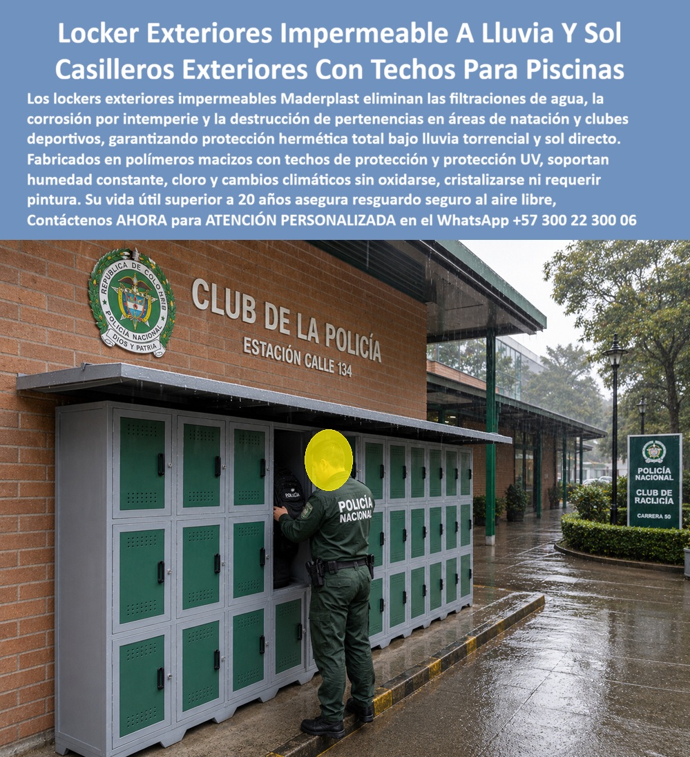 Lockers Exteriores Impermeable A Lluvia Y Sol Casilleros exterior Maderplast - Casillero individual personal deportivo, junto a área húmeda de natación, Casillero resistente a la corrosión zonas alta humedad como piscinas, Lockers con techos Lockers Exteriores Impermeable A Lluvia Y Sol Casilleros exterior Maderplast Casillero individual personal deportivo junto a área húmeda de natación Casillero resistente a la corrosión zonas alta humedad como piscinas Lockers con techos