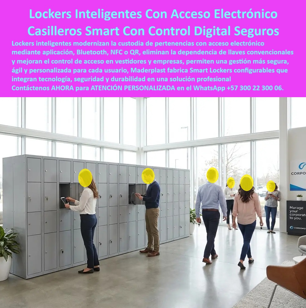 Lockers Inteligentes Smart Locker Con Aplicación Bluetooth NFC QR Maderplast - Lockers de apertura electrónica para vestier corporativo, Lockers inteligentes que evitan robos por aplicación, Casilleros electrónicos contra pérdidas Lockers A Lockers Inteligentes Smart Locker Con Aplicación Bluetooth NFC QR Maderplast Lockers de apertura electrónica para vestier corporativo Lockers inteligentes que evitan robos por aplicación Casilleros electrónicos contra pérdidas Lockers A