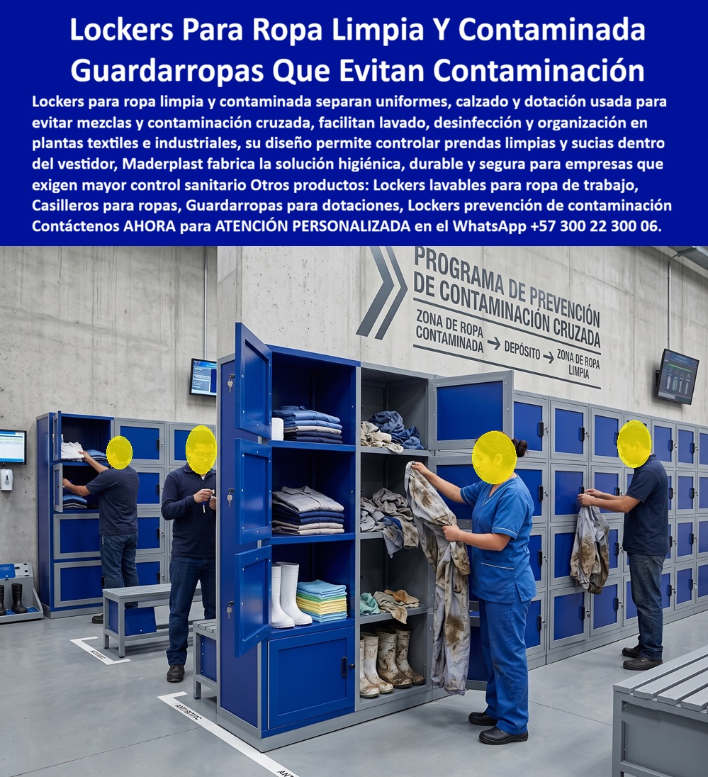Lockers Planta Textil Con Banca Guardarropas De Confección Maderplast - Casilleros para confección lavables a presión, Guardarropa de planta con espacio para casco, calzado y ropa colgada, Guardarropas Lavables Para Industria De Confección, Lockers Planta Textil Con Banca Guardarropas De Confección Maderplast Casilleros para confección lavables a presión Guardarropa de planta con espacio para casco calzado y ropa colgada Guardarropas Lavables Para Industria De Confección