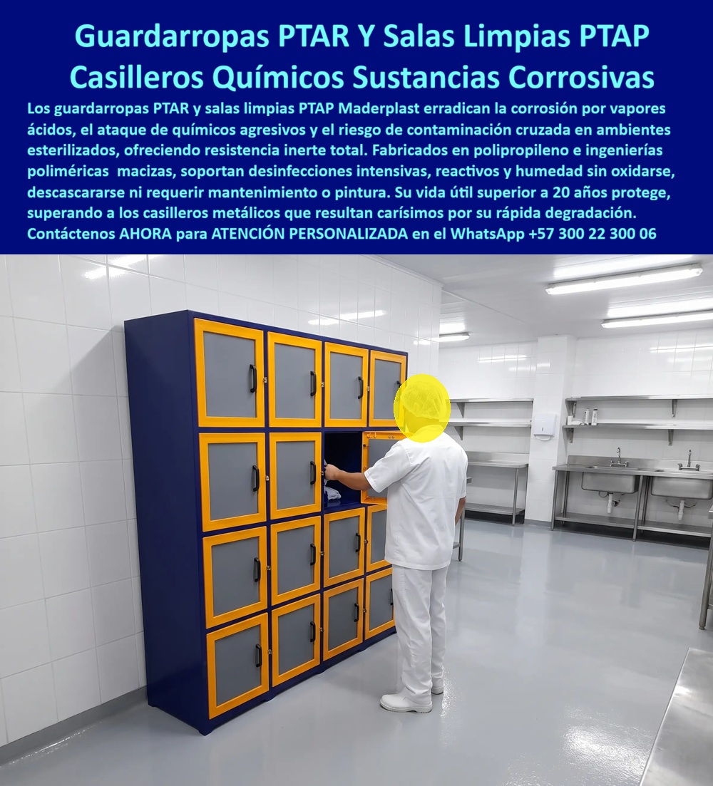 Lockers de alta resistencia químicas Ácidos Locker Anticorrosivo Maderplast - Esta Foto Nos Muestra: Guardarropas PTAR y salas limpias Maderplast: lockers anticorrosivos en polipropileno técnico, inertes a vapores ácidos y químicos agresivos, ideales para ambientes esterilizados y de desinfección intensiva. Vida útil superior a 20 años. Cotice hoy: (+57) 300 22 300 06. La imagen retrata el escenario exacto: una sala limpia con azulejo blanco, lavamanos de acero inoxidable y un módulo de dieciséis compartimentos azul y amarillo, donde un operario en uniforme estéril guarda sus pertenencias antes de ingresar a zona de proceso. Ahí surge la pregunta técnica de todo responsable de calidad o gerente de PTAP: ¿qué locker resiste desinfecciones intensivas y contacto con químicos agresivos sin comprometer la esterilidad del ambiente? La respuesta es el guardarropa PTAR Maderplast, un casillero químico fabricado en polipropileno técnico inerte. Un locker metálico en este entorno se oxida rápido por la exposición a soluciones desinfectantes y humedad constante, generando puntos de corrosión que comprometen la asepsia de la sala limpia. El casillero anticorrosivo Maderplast no reacciona con reactivos ni vapores ácidos, no se descascara ni requiere pintura, y su superficie lisa facilita la limpieza profunda sin retener residuos ni favorecer contaminación cruzada. Cuando el área de calidad calcula el costo de mantener mobiliario apto para PTAP, la diferencia es clara: sin reposiciones, sin recubrimientos, sin riesgo sanitario por corrosión. ¿Soporta desinfecciones frecuentes con productos de alta concentración? Sí, sin perder integridad estructural ni color. ¿Es apto para ambientes esterilizados donde la asepsia es crítica? Su superficie no porosa impide la proliferación de microorganismos en juntas o bisagras. ¿Resiste el uso diario intensivo de personal en turnos rotativos? Maderplast somete cada lote a pruebas extremas frente a mazo, retroexcavadora y rotomartillo, documentadas en nuestro canal de YouTube. Un responsable de calidad de una planta de tratamiento de agua potable, cuyo nombre reservamos por confidencialidad, lo resume así: desde que reemplazaron los lockers metálicos oxidados por Maderplast, la sala limpia dejó de generar hallazgos de corrosión en las auditorías sanitarias. Esa es la promesa del locker polipropileno para ambientes químicos inoxidables: protección total donde la contaminación no es opción. Maderplast está certificado ISO 9001 e ISO 14001, con fabricación a medida en Colombia para el mundo, y financiamos las pruebas de laboratorio certificadas ONAC que usted elija, o realizamos demostraciones presenciales sin costo. Puede solicitar cotización, personalización de color y compartimentos, planos o render, y producción en serie: nosotros lo resolvemos. Cuando se trata de mobiliario técnico para PTAR, PTAP y salas limpias, Maderplast convierte el reto de la corrosión química en una solución real e inalterable. Escriba ahora al WhatsApp (+57) 300 22 300 06 y proteja su sala limpia desde hoy. Guardarropas PTAR y salas limpias inoxidables, Casillero Químico Resistente A Sustancias Corrosivas Fuertes, Locker Polipropileno Ambientes Químicos Inoxidables A Lockers de alta resistencia químicas Ácidos Locker Anticorrosivo Maderplast Guardarropas PTAR y salas limpias inoxidables Casillero Químico Resistente A Sustancias Corrosivas Fuertes Locker Polipropileno Ambientes Químicos Inoxidables A Esta Foto Nos Muestra: Guardarropas PTAR y salas limpias Maderplast: lockers anticorrosivos en polipropileno técnico, inertes a vapores ácidos y químicos agresivos, ideales para ambientes esterilizados y de desinfección intensiva. Vida útil superior a 20 años. Cotice hoy: (+57) 300 22 300 06. La imagen retrata el escenario exacto: una sala limpia con azulejo blanco, lavamanos de acero inoxidable y un módulo de dieciséis compartimentos azul y amarillo, donde un operario en uniforme estéril guarda sus pertenencias antes de ingresar a zona de proceso. Ahí surge la pregunta técnica de todo responsable de calidad o gerente de PTAP: ¿qué locker resiste desinfecciones intensivas y contacto con químicos agresivos sin comprometer la esterilidad del ambiente? La respuesta es el guardarropa PTAR Maderplast, un casillero químico fabricado en polipropileno técnico inerte. Un locker metálico en este entorno se oxida rápido por la exposición a soluciones desinfectantes y humedad constante, generando puntos de corrosión que comprometen la asepsia de la sala limpia. El casillero anticorrosivo Maderplast no reacciona con reactivos ni vapores ácidos, no se descascara ni requiere pintura, y su superficie lisa facilita la limpieza profunda sin retener residuos ni favorecer contaminación cruzada. Cuando el área de calidad calcula el costo de mantener mobiliario apto para PTAP, la diferencia es clara: sin reposiciones, sin recubrimientos, sin riesgo sanitario por corrosión. ¿Soporta desinfecciones frecuentes con productos de alta concentración? Sí, sin perder integridad estructural ni color. ¿Es apto para ambientes esterilizados donde la asepsia es crítica? Su superficie no porosa impide la proliferación de microorganismos en juntas o bisagras. ¿Resiste el uso diario intensivo de personal en turnos rotativos? Maderplast somete cada lote a pruebas extremas frente a mazo, retroexcavadora y rotomartillo, documentadas en nuestro canal de YouTube. Un responsable de calidad de una planta de tratamiento de agua potable, cuyo nombre reservamos por confidencialidad, lo resume así: desde que reemplazaron los lockers metálicos oxidados por Maderplast, la sala limpia dejó de generar hallazgos de corrosión en las auditorías sanitarias. Esa es la promesa del locker polipropileno para ambientes químicos inoxidables: protección total donde la contaminación no es opción. Maderplast está certificado ISO 9001 e ISO 14001, con fabricación a medida en Colombia para el mundo, y financiamos las pruebas de laboratorio certificadas ONAC que usted elija, o realizamos demostraciones presenciales sin costo. Puede solicitar cotización, personalización de color y compartimentos, planos o render, y producción en serie: nosotros lo resolvemos. Cuando se trata de mobiliario técnico para PTAR, PTAP y salas limpias, Maderplast convierte el reto de la corrosión química en una solución real e inalterable. Escriba ahora al WhatsApp (+57) 300 22 300 06 y proteja su sala limpia desde hoy.