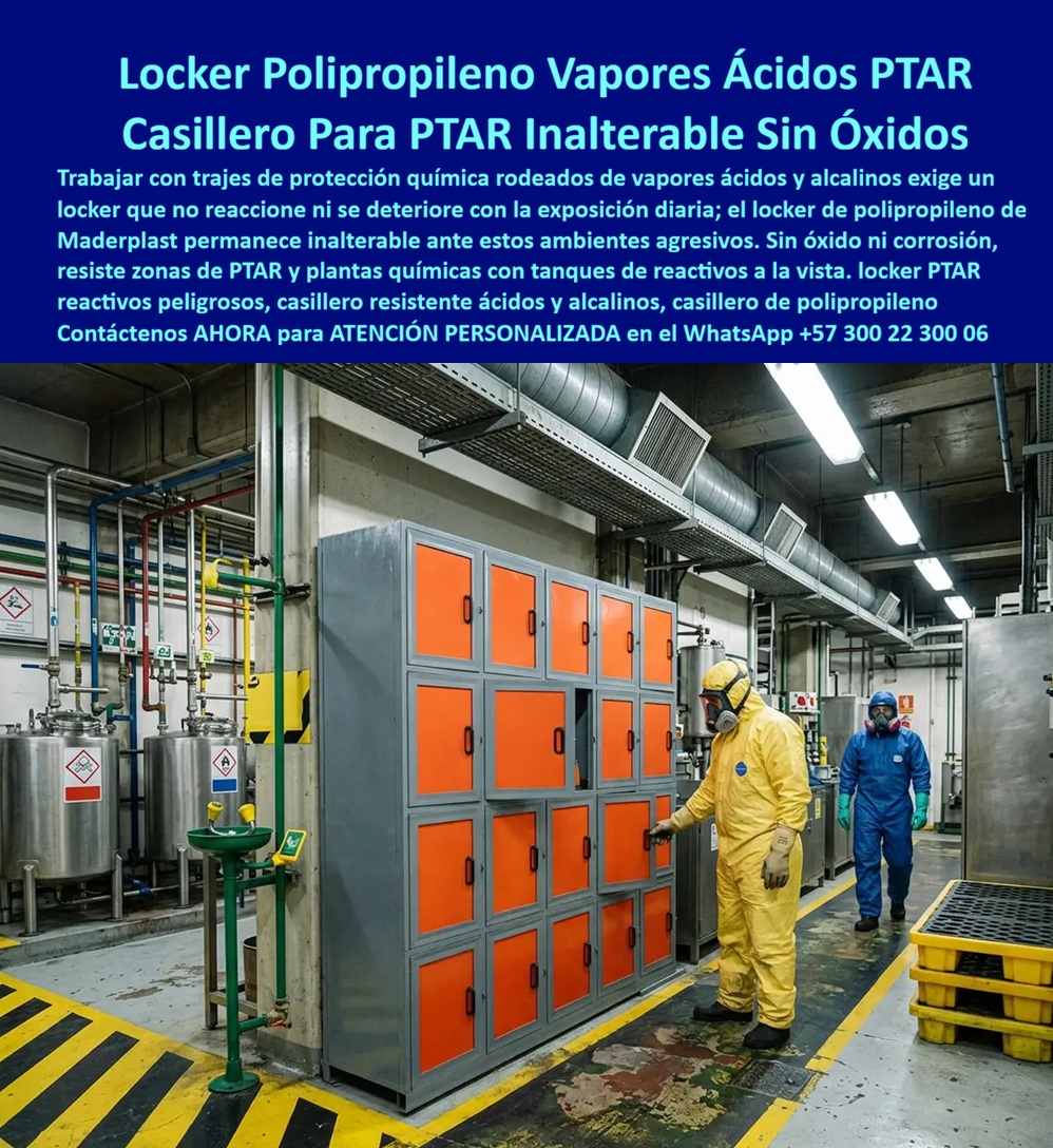 Lockers de alta resistencia químicas Ácidos Locker Anticorrosivo Maderplast - Locker de polipropileno para PTAR y plantas químicas Maderplast: casillero anticorrosivo, inalterable a vapores ácidos y alcalinos, para zonas de reactivos peligrosos con tanques a la vista — sin óxido, sin corrosión, mantenimiento cero. Cotice hoy: (+57) 300 22 300 06. Como Prueba de Calidad Presentamos: La imagen lo confirma: una planta de tratamiento de aguas residuales con tanques de reactivos, tuberías codificadas y personal en trajes de protección química nivel B, junto a un módulo de veinte compartimentos naranja instalado a pocos metros de sustancias corrosivas. Surge entonces la pregunta técnica de todo ingeniero de planta o responsable HSE: ¿qué material de casillero soporta exposición constante a vapores ácidos y alcalinos sin oxidarse? La respuesta es el locker de polipropileno Maderplast, diseñado para ambientes corrosivos donde el metal simplemente no resiste. El polipropileno técnico de Maderplast es química y estructuralmente inerte frente a ácidos, álcalis y solventes propios de una planta de tratamiento de aguas residuales. Mientras un locker metálico muestra óxido en semanas de exposición, este casillero para PTAR permanece inalterable, sin corrosión y sin pintura que descascarar. Cuándo mantenimiento pregunta cuánto cuesta sostenerlo, la respuesta es clara: prácticamente nada, porque el material no reacciona con el entorno químico. ¿Resiste la limpieza con desengrasantes agresivos? Sí, sin perder la integridad. ¿Protege contra infiltración de gases hacia el interior? Sus bisagras reforzadas y cierre hermético blindan la dotación, respiradores y equipos personales. ¿Soporta golpes y tránsito de planta activa? Maderplast lo somete a pruebas extremas frente a mazo, retroexcavadora y rotomartillo, documentadas en nuestro canal de YouTube. Un responsable de seguridad de una planta química de tratamiento de efluentes, cuyo nombre reservamos por confidencialidad, lo resume así: desde que reemplazaron los casilleros metálicos oxidados por Maderplast, no volvieron a generar mantenimiento correctivo en esa zona de reactivos. Esa es la promesa de un casillero resistente a ácidos y alcalinos: cero reemplazos, cero corrosión, cero interrupciones operativas. Maderplast está certificado ISO 9001 e ISO 14001, con fabricación a medida en Colombia para el mundo, y financiamos las pruebas de laboratorio certificadas ONAC que usted elija, o realizamos demostraciones presenciales sin costo. Puede solicitar cotización, personalización según su clasificación de zona, planos o render, y producción en serie: nosotros lo resolvemos. Cuando se trata de mobiliario técnico para plantas con reactivos peligrosos, Maderplast convierte el reto de la corrosión en una solución real, duradera e inalterable. Escriba ahora al WhatsApp (+57) 300 22 300 06 y proteja su operación desde hoy. Lockers industriales para áreas químicas sin corrosión, Casilleros inalterables a vapores ácidos y alcalinos, Locker De Polipropileno Sin Óxido Para Zonas De PTAR Lockers de alta resistencia químicas Ácidos Locker Anticorrosivo Maderplast Lockers industriales para áreas químicas sin corrosión Casilleros inalterables a vapores ácidos y alcalinos Locker De Polipropileno Sin Óxido Para Zonas De PTAR Locker de polipropileno para PTAR y plantas químicas Maderplast: casillero anticorrosivo, inalterable a vapores ácidos y alcalinos, para zonas de reactivos peligrosos con tanques a la vista — sin óxido, sin corrosión, mantenimiento cero. Cotice hoy: (+57) 300 22 300 06. Como Prueba de Calidad Presentamos: La imagen lo confirma: una planta de tratamiento de aguas residuales con tanques de reactivos, tuberías codificadas y personal en trajes de protección química nivel B, junto a un módulo de veinte compartimentos naranja instalado a pocos metros de sustancias corrosivas. Surge entonces la pregunta técnica de todo ingeniero de planta o responsable HSE: ¿qué material de casillero soporta exposición constante a vapores ácidos y alcalinos sin oxidarse? La respuesta es el locker de polipropileno Maderplast, diseñado para ambientes corrosivos donde el metal simplemente no resiste. El polipropileno técnico de Maderplast es química y estructuralmente inerte frente a ácidos, álcalis y solventes propios de una planta de tratamiento de aguas residuales. Mientras un locker metálico muestra óxido en semanas de exposición, este casillero para PTAR permanece inalterable, sin corrosión y sin pintura que descascarar. Cuándo mantenimiento pregunta cuánto cuesta sostenerlo, la respuesta es clara: prácticamente nada, porque el material no reacciona con el entorno químico. ¿Resiste la limpieza con desengrasantes agresivos? Sí, sin perder la integridad. ¿Protege contra infiltración de gases hacia el interior? Sus bisagras reforzadas y cierre hermético blindan la dotación, respiradores y equipos personales. ¿Soporta golpes y tránsito de planta activa? Maderplast lo somete a pruebas extremas frente a mazo, retroexcavadora y rotomartillo, documentadas en nuestro canal de YouTube. Un responsable de seguridad de una planta química de tratamiento de efluentes, cuyo nombre reservamos por confidencialidad, lo resume así: desde que reemplazaron los casilleros metálicos oxidados por Maderplast, no volvieron a generar mantenimiento correctivo en esa zona de reactivos. Esa es la promesa de un casillero resistente a ácidos y alcalinos: cero reemplazos, cero corrosión, cero interrupciones operativas. Maderplast está certificado ISO 9001 e ISO 14001, con fabricación a medida en Colombia para el mundo, y financiamos las pruebas de laboratorio certificadas ONAC que usted elija, o realizamos demostraciones presenciales sin costo. Puede solicitar cotización, personalización según su clasificación de zona, planos o render, y producción en serie: nosotros lo resolvemos. Cuando se trata de mobiliario técnico para plantas con reactivos peligrosos, Maderplast convierte el reto de la corrosión en una solución real, duradera e inalterable. Escriba ahora al WhatsApp (+57) 300 22 300 06 y proteja su operación desde hoy.