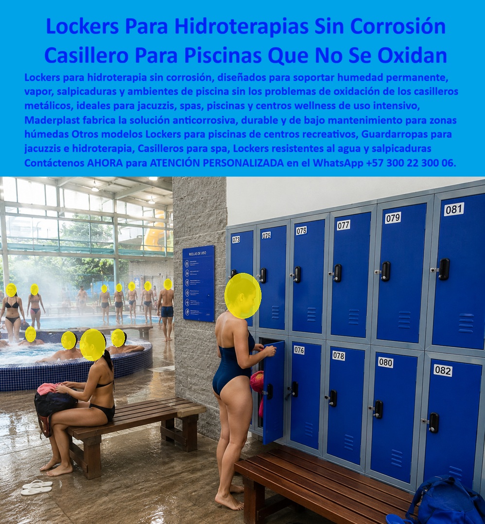 Lockers zonas húmedas spa hidromasajes jacuzzis turcos saunas Maderplast - En Este Archivo Fotográfico: Lockers para hidroterapia y piscinas Maderplast: casilleros anticorrosivos que no se oxidan ante humedad permanente, vapor y salpicaduras constantes, ideales para spa, jacuzzis, saunas y centros wellness. Cotice hoy: (+57) 300 22 300 06. La imagen retrata el escenario típico de un centro wellness: una zona de piscina con jacuzzi al fondo y, junto a las bancas de madera, un muro de casilleros azules donde los usuarios guardan su ropa antes y después de la hidroterapia. Ahí surge la pregunta que enfrenta todo administrador de spa, gimnasio o centro recreativo: ¿qué locker resiste la exposición diaria a humedad, vapor y salpicaduras sin oxidarse? La respuesta es el locker para hidroterapia Maderplast, diseñado específicamente para zonas húmedas de piscinas, jacuzzis, turcos y saunas. Un locker metálico convencional, por resistente que parezca, comienza a mostrar puntos de óxido en las bisagras y la base pocas semanas después de instalarse cerca de una piscina o un jacuzzi, por la condensación constante y el contacto directo con agua clorada. El casillero para piscinas Maderplast, fabricado en polímero técnico, no absorbe humedad, no se oxida y no requiere pintura ni tratamientos anticorrosivos periódicos. Cuando el gerente de un spa calcula el gasto de mantenimiento en un ambiente de vapor permanente, la diferencia se nota de inmediato: prácticamente cero intervenciones correctivas frente a la reposición constante que exige el metal. ¿Aguanta salpicaduras directas y limpieza con productos de piscina? Sí, sin perder su acabado ni su cierre hermético. ¿Protege prendas y objetos personales de la humedad ambiente? Su estructura sellada mantiene el interior seco incluso en zonas de sauna o turco con alta condensación. ¿Resiste el uso intensivo de un centro recreativo con alto tráfico diario? Maderplast somete cada lote a pruebas extremas frente a mazo, retroexcavadora y rotomartillo, documentadas en nuestro canal de YouTube. Un administrador de un club con zona de hidroterapia, cuyo nombre reservamos por confidencialidad, lo resume así: desde que cambiaron los lockers metálicos oxidados por Maderplast, no volvieron a recibir quejas por óxido ni olores de humedad atrapada. Esa es la promesa de un guardarropa para jacuzzi e hidroterapia: durabilidad total en el ambiente más exigente para cualquier mobiliario. Maderplast está certificado ISO 9001 e ISO 14001, con fabricación a medida en Colombia para el mundo, y financiamos las pruebas de laboratorio certificadas ONAC que usted elija, o realizamos demostraciones presenciales sin costo. Puede solicitar cotización, personalización de color y tamaño, planos o render, y producción en serie para todo su centro wellness: nosotros lo resolvemos. Cuando se trata de casilleros resistentes al agua y salpicaduras para zonas húmedas, Maderplast es el fabricante que convierte el reto de la corrosión en una solución real y duradera. Escriba ahora al WhatsApp (+57) 300 22 300 06 y proteja su inversión desde hoy. Casilleros Para Hidroterapia Sin Corrosión, Lockers Que Nunca Se Oxidan En Piscinas, Casilleros para spa e hidroterapia resistentes al vapor, Guardarropa Para Piscina Lockers zonas húmedas spa hidromasajes jacuzzis turcos saunas Maderplast Casilleros Para Hidroterapia Sin Corrosión Lockers Que Nunca Se Oxidan En Piscinas Casilleros para spa e hidroterapia resistentes al vapor Guardarropa Para Piscina En Este Archivo Fotográfico: Lockers para hidroterapia y piscinas Maderplast: casilleros anticorrosivos que no se oxidan ante humedad permanente, vapor y salpicaduras constantes, ideales para spa, jacuzzis, saunas y centros wellness. Cotice hoy: (+57) 300 22 300 06. La imagen retrata el escenario típico de un centro wellness: una zona de piscina con jacuzzi al fondo y, junto a las bancas de madera, un muro de casilleros azules donde los usuarios guardan su ropa antes y después de la hidroterapia. Ahí surge la pregunta que enfrenta todo administrador de spa, gimnasio o centro recreativo: ¿qué locker resiste la exposición diaria a humedad, vapor y salpicaduras sin oxidarse? La respuesta es el locker para hidroterapia Maderplast, diseñado específicamente para zonas húmedas de piscinas, jacuzzis, turcos y saunas. Un locker metálico convencional, por resistente que parezca, comienza a mostrar puntos de óxido en las bisagras y la base pocas semanas después de instalarse cerca de una piscina o un jacuzzi, por la condensación constante y el contacto directo con agua clorada. El casillero para piscinas Maderplast, fabricado en polímero técnico, no absorbe humedad, no se oxida y no requiere pintura ni tratamientos anticorrosivos periódicos. Cuando el gerente de un spa calcula el gasto de mantenimiento en un ambiente de vapor permanente, la diferencia se nota de inmediato: prácticamente cero intervenciones correctivas frente a la reposición constante que exige el metal. ¿Aguanta salpicaduras directas y limpieza con productos de piscina? Sí, sin perder su acabado ni su cierre hermético. ¿Protege prendas y objetos personales de la humedad ambiente? Su estructura sellada mantiene el interior seco incluso en zonas de sauna o turco con alta condensación. ¿Resiste el uso intensivo de un centro recreativo con alto tráfico diario? Maderplast somete cada lote a pruebas extremas frente a mazo, retroexcavadora y rotomartillo, documentadas en nuestro canal de YouTube. Un administrador de un club con zona de hidroterapia, cuyo nombre reservamos por confidencialidad, lo resume así: desde que cambiaron los lockers metálicos oxidados por Maderplast, no volvieron a recibir quejas por óxido ni olores de humedad atrapada. Esa es la promesa de un guardarropa para jacuzzi e hidroterapia: durabilidad total en el ambiente más exigente para cualquier mobiliario. Maderplast está certificado ISO 9001 e ISO 14001, con fabricación a medida en Colombia para el mundo, y financiamos las pruebas de laboratorio certificadas ONAC que usted elija, o realizamos demostraciones presenciales sin costo. Puede solicitar cotización, personalización de color y tamaño, planos o render, y producción en serie para todo su centro wellness: nosotros lo resolvemos. Cuando se trata de casilleros resistentes al agua y salpicaduras para zonas húmedas, Maderplast es el fabricante que convierte el reto de la corrosión en una solución real y duradera. Escriba ahora al WhatsApp (+57) 300 22 300 06 y proteja su inversión desde hoy.