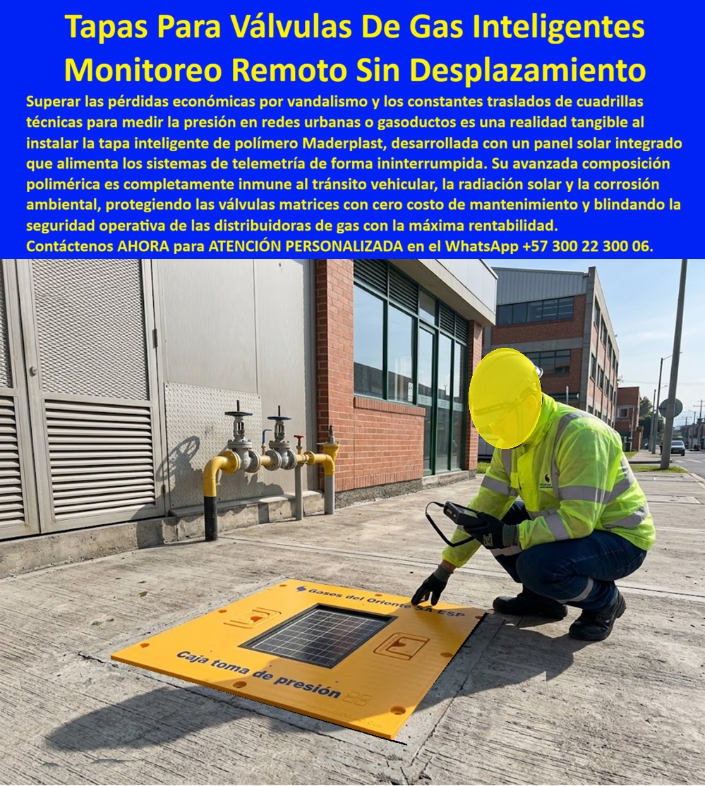 Caja De Registro Gas Inteligente Tapa Caja Telemetría Maderplast - Tapas Para Válvulas de Gas Inteligentes: la Caja Toma de Presión que un técnico consulta con lector remoto en plena calle. Arrodillado sobre el andén de una zona industrial, un técnico de "Gases del Oriente S.A. E.S.P." conecta un lector portátil directamente sobre la superficie de esta tapa amarilla, sin necesidad de excavar ni desplazar cuadrillas adicionales, mientras el panel solar integrado en la tapa capta luz natural para alimentar el sistema. Esa autonomía energética y de monitoreo es la que caracteriza esta caja de registro gas inteligente, la solución que Maderplast desarrolló para eliminar traslados técnicos innecesarios en redes urbanas de gas. ¿Qué es este producto? Es una tapa caja telemetría de polímero técnico avanzado, con panel solar integrado que alimenta de forma ininterrumpida el sistema de monitoreo, funcionando como caja toma de presión para lectura remota de válvulas matrices en gasoductos urbanos. ¿Por qué utilizarla? Porque, a diferencia de una tapa convencional que exige el desplazamiento físico de una cuadrilla técnica cada vez que se requiere medir presión, esta tapa válvula gas red urbana sin desplazamiento técnico permite monitoreo remoto instantáneo, reduciendo costos operativos de traslado y horas hombre en campo. ¿Para qué se debe implementar en esencia? Para superar las pérdidas económicas por vandalismo y traslados constantes, blindando la seguridad operativa de las distribuidoras de gas con cero costo de mantenimiento y máxima rentabilidad frente al sistema tradicional de lectura manual. ¿Cómo alimenta energía el sistema de telemetría sin cableado externo? El panel solar visible en la superficie de la tapa capta radiación solar directa, garantizando el funcionamiento ininterrumpido del sistema sin depender de baterías externas que requieran reemplazo periódico. ¿Resiste el tránsito vehicular constante de una vía urbana? Totalmente, su composición polimérica es completamente inmune al tránsito vehicular, soportando el paso repetido de automóviles sin fracturarse ni perder hermeticidad. ¿Qué tan rápido puede un técnico consultar la presión sin abrir la caja? Como se observa en la imagen, el lector portátil captura la lectura directamente sobre la superficie de la tapa, sin necesidad de destapar ni manipular físicamente la válvula matriz. ¿Es apto para instalación a lo largo de kilómetros de vía interurbana? Sí, funciona como estación gas kilómetro vía presión remota sin desplazamiento, permitiendo monitoreo distribuido en tramos extensos de gasoducto sin visitas técnicas constantes. ¿Qué protección ofrece frente al vandalismo urbano? Su estructura reforzada y anclaje al piso mediante pernos perimetrales la convierten en una tapa caja inteligente para control de válvulas en gasoductos resistente a manipulación no autorizada. Un ingeniero de operaciones de una distribuidora de gas en el oriente colombiano nos comentó que, tras instalar estas cajas de toma de presión Maderplast en su red urbana, redujeron significativamente los desplazamientos mensuales de cuadrillas técnicas, obteniendo la lectura de presión de forma remota desde el centro de control. Como fabricante certificado ISO 9001 en diseño y desarrollo, e ISO 14001 ambiental, Maderplast respalda cada tapa válvula con pruebas de laboratorio disponibles en youtube.com/@maderplasSA, y realizamos pruebas de campo adicionales que usted escoja, a nuestro costo. Si su distribuidora requiere caja para válvula de acueducto, caja de registro en polímero reforzado o un diseño de telemetría con panel solar a la medida de su red de gasoducto, nuestro departamento de ingeniería cotiza, personaliza y fabrica en serie. Cuando se trata de control remoto de presión en plástico técnico, Maderplast es quien elimina el desplazamiento técnico innecesario. Contacte Atención personalizada: WhatsApp (+57) 300 22 300 06 Tapa Válvula Gas Red Urbana Sin Desplazamiento Técnico, Estación Gas Kilómetro Vía Presión Remota Sin Desplazamiento, Tapa Caja Inteligente Para Control De Válvulas En Gasoductos Caja De Registro Gas Inteligente Tapa Caja Telemetría Maderplast Tapa Válvula Gas Red Urbana Sin Desplazamiento Técnico Estación Gas Kilómetro Vía Presión Remota Sin Desplazamiento Tapa Caja Inteligente Para Control De Válvulas En Gasoductos Tapas Para Válvulas de Gas Inteligentes: la Caja Toma de Presión que un técnico consulta con lector remoto en plena calle. Arrodillado sobre el andén de una zona industrial, un técnico de "Gases del Oriente S.A. E.S.P." conecta un lector portátil directamente sobre la superficie de esta tapa amarilla, sin necesidad de excavar ni desplazar cuadrillas adicionales, mientras el panel solar integrado en la tapa capta luz natural para alimentar el sistema. Esa autonomía energética y de monitoreo es la que caracteriza esta caja de registro gas inteligente, la solución que Maderplast desarrolló para eliminar traslados técnicos innecesarios en redes urbanas de gas. ¿Qué es este producto? Es una tapa caja telemetría de polímero técnico avanzado, con panel solar integrado que alimenta de forma ininterrumpida el sistema de monitoreo, funcionando como caja toma de presión para lectura remota de válvulas matrices en gasoductos urbanos. ¿Por qué utilizarla? Porque, a diferencia de una tapa convencional que exige el desplazamiento físico de una cuadrilla técnica cada vez que se requiere medir presión, esta tapa válvula gas red urbana sin desplazamiento técnico permite monitoreo remoto instantáneo, reduciendo costos operativos de traslado y horas hombre en campo. ¿Para qué se debe implementar en esencia? Para superar las pérdidas económicas por vandalismo y traslados constantes, blindando la seguridad operativa de las distribuidoras de gas con cero costo de mantenimiento y máxima rentabilidad frente al sistema tradicional de lectura manual. ¿Cómo alimenta energía el sistema de telemetría sin cableado externo? El panel solar visible en la superficie de la tapa capta radiación solar directa, garantizando el funcionamiento ininterrumpido del sistema sin depender de baterías externas que requieran reemplazo periódico. ¿Resiste el tránsito vehicular constante de una vía urbana? Totalmente, su composición polimérica es completamente inmune al tránsito vehicular, soportando el paso repetido de automóviles sin fracturarse ni perder hermeticidad. ¿Qué tan rápido puede un técnico consultar la presión sin abrir la caja? Como se observa en la imagen, el lector portátil captura la lectura directamente sobre la superficie de la tapa, sin necesidad de destapar ni manipular físicamente la válvula matriz. ¿Es apto para instalación a lo largo de kilómetros de vía interurbana? Sí, funciona como estación gas kilómetro vía presión remota sin desplazamiento, permitiendo monitoreo distribuido en tramos extensos de gasoducto sin visitas técnicas constantes. ¿Qué protección ofrece frente al vandalismo urbano? Su estructura reforzada y anclaje al piso mediante pernos perimetrales la convierten en una tapa caja inteligente para control de válvulas en gasoductos resistente a manipulación no autorizada. Un ingeniero de operaciones de una distribuidora de gas en el oriente colombiano nos comentó que, tras instalar estas cajas de toma de presión Maderplast en su red urbana, redujeron significativamente los desplazamientos mensuales de cuadrillas técnicas, obteniendo la lectura de presión de forma remota desde el centro de control. Como fabricante certificado ISO 9001 en diseño y desarrollo, e ISO 14001 ambiental, Maderplast respalda cada tapa válvula con pruebas de laboratorio disponibles en youtube.com/@maderplasSA, y realizamos pruebas de campo adicionales que usted escoja, a nuestro costo. Si su distribuidora requiere caja para válvula de acueducto, caja de registro en polímero reforzado o un diseño de telemetría con panel solar a la medida de su red de gasoducto, nuestro departamento de ingeniería cotiza, personaliza y fabrica en serie. Cuando se trata de control remoto de presión en plástico técnico, Maderplast es quien elimina el desplazamiento técnico innecesario. Contacte Atención personalizada: WhatsApp (+57) 300 22 300 06