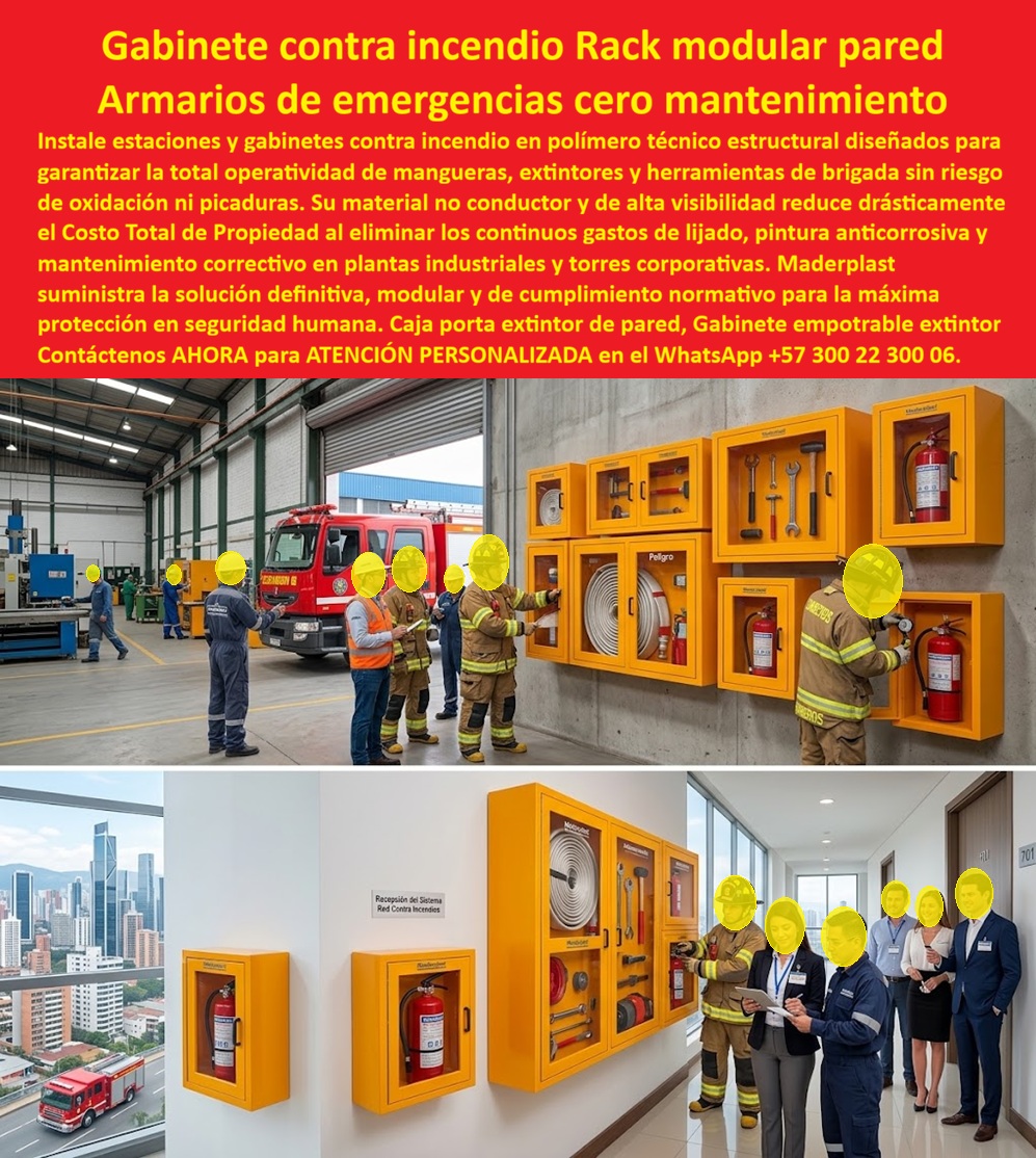 Gabinete Contraincendios Certificado Armario Redes Incendios Maderplast - Gabinete Contra Incendio Rack Modular Pared: los Armarios de Emergencia que un cuerpo de bomberos revisa en operación real. En una planta industrial, con el carrotanque de bomberos estacionado y personal de brigada revisando cada compartimento, Maderplast presenta este gabinete contraincendios certificado, un rack modular naranja de alta visibilidad que agrupa manguera, extintores y herramientas de brigada en un solo punto de acceso inmediato. Esa capacidad de respuesta coordinada, con bomberos operando directamente sobre el gabinete instalado, es la prueba de campo que respalda este armario redes incendios diseñado para plantas industriales y torres corporativas. ¿Qué es este producto? Es un gabinete contra incendio rack modular pared, fabricado en polímero técnico estructural no conductor, que integra manguera contra incendio, extintores portátiles y herramientas de brigada bajo un mismo sistema modular de fácil acceso en caso de emergencia. ¿Por qué utilizarlo? Porque a diferencia del gabinete metálico convencional, este gabinete empotrable extintor edificio cumplimiento normativo no se oxida ni presenta picaduras por humedad industrial, garantizando que en el momento crítico de una emergencia la puerta abra sin resistencia y el equipo esté en perfecto estado operativo. ¿Para qué se debe implementar en esencia? Para reducir drásticamente el Costo Total de Propiedad eliminando los continuos gastos de lijado, pintura anticorrosiva y mantenimiento correctivo, garantizando total operatividad de los sistemas contra incendio sin riesgo de falla por deterioro estructural. ¿Cumple con la normativa de seguridad humana exigida en plantas industriales? Sí, este gabinete armario para extintor y equipos de emergencia se fabrica bajo especificaciones de cumplimiento normativo, facilitando la aprobación técnica en procesos de inspección de bomberos y aseguradoras. ¿Puede alojar manguera enrollada además de extintores individuales? Totalmente, como se observa en la imagen, funciona como gabinete de manguera de red contra incendios, con compartimentos independientes para manguera, herramientas y extintor portátil. ¿Es apto para instalación en pasillos de torres corporativas de acabado fino? Sí, su diseño de alta visibilidad en naranja se integra tanto en plantas industriales como en pasillos de oficinas y hoteles sin comprometer la estética del espacio. ¿Qué material lo hace más seguro frente al riesgo eléctrico durante una emergencia? Su composición no conductora elimina el riesgo de contacto eléctrico accidental durante la manipulación del equipo bajo presión de una situación crítica. ¿Requiere mantenimiento periódico como los gabinetes metálicos tradicionales? No, es prácticamente libre de mantenimiento, sin necesidad de repintado anticorrosivo recurrente. Un jefe de brigada de emergencias de una planta industrial en Antioquia nos comentó que, tras instalar estos gabinetes contra incendios Maderplast en su nave de producción, la inspección anual de bomberos aprobó todo el sistema sin observaciones, y el personal de brigada destacó la facilidad de apertura de cada compartimento durante los simulacros. Como fabricante certificado ISO 9001 en diseño y desarrollo, e ISO 14001 ambiental, Maderplast respalda cada caja porta extintor de pared con pruebas de laboratorio disponibles en youtube.com/@maderplasSA, y realizamos pruebas de campo adicionales que usted escoja, a nuestro costo. Si su planta o torre corporativa requiere gabinete empotrable extintor, rack modular pared o un diseño a la medida de su sistema de red contra incendios, nuestro departamento de ingeniería cotiza, personaliza y fabrica en serie. Cuando se trata de seguridad contra incendios en plástico técnico, Maderplast es quien garantiza que el equipo esté listo cuando más se necesita. Contacte Atención personalizada: WhatsApp (+57) 300 22 300 06 Gabinete Empotrable Extintor Edificio Cumplimiento Normativo, Gabinete Armario Para Extintor Y Equipos De Emergencia, Gabinete De Manguera de Red Contra Incendios, Gabinete Contraincendios Certificado Armario Redes Incendios Maderplast Gabinete Empotrable Extintor Edificio Cumplimiento Normativo Gabinete Armario Para Extintor Y Equipos De Emergencia Gabinete De Manguera de Red Contra Incendios Gabinete Contra Incendio Rack Modular Pared: los Armarios de Emergencia que un cuerpo de bomberos revisa en operación real. En una planta industrial, con el carrotanque de bomberos estacionado y personal de brigada revisando cada compartimento, Maderplast presenta este gabinete contraincendios certificado, un rack modular naranja de alta visibilidad que agrupa manguera, extintores y herramientas de brigada en un solo punto de acceso inmediato. Esa capacidad de respuesta coordinada, con bomberos operando directamente sobre el gabinete instalado, es la prueba de campo que respalda este armario redes incendios diseñado para plantas industriales y torres corporativas. ¿Qué es este producto? Es un gabinete contra incendio rack modular pared, fabricado en polímero técnico estructural no conductor, que integra manguera contra incendio, extintores portátiles y herramientas de brigada bajo un mismo sistema modular de fácil acceso en caso de emergencia. ¿Por qué utilizarlo? Porque a diferencia del gabinete metálico convencional, este gabinete empotrable extintor edificio cumplimiento normativo no se oxida ni presenta picaduras por humedad industrial, garantizando que en el momento crítico de una emergencia la puerta abra sin resistencia y el equipo esté en perfecto estado operativo. ¿Para qué se debe implementar en esencia? Para reducir drásticamente el Costo Total de Propiedad eliminando los continuos gastos de lijado, pintura anticorrosiva y mantenimiento correctivo, garantizando total operatividad de los sistemas contra incendio sin riesgo de falla por deterioro estructural. ¿Cumple con la normativa de seguridad humana exigida en plantas industriales? Sí, este gabinete armario para extintor y equipos de emergencia se fabrica bajo especificaciones de cumplimiento normativo, facilitando la aprobación técnica en procesos de inspección de bomberos y aseguradoras. ¿Puede alojar manguera enrollada además de extintores individuales? Totalmente, como se observa en la imagen, funciona como gabinete de manguera de red contra incendios, con compartimentos independientes para manguera, herramientas y extintor portátil. ¿Es apto para instalación en pasillos de torres corporativas de acabado fino? Sí, su diseño de alta visibilidad en naranja se integra tanto en plantas industriales como en pasillos de oficinas y hoteles sin comprometer la estética del espacio. ¿Qué material lo hace más seguro frente al riesgo eléctrico durante una emergencia? Su composición no conductora elimina el riesgo de contacto eléctrico accidental durante la manipulación del equipo bajo presión de una situación crítica. ¿Requiere mantenimiento periódico como los gabinetes metálicos tradicionales? No, es prácticamente libre de mantenimiento, sin necesidad de repintado anticorrosivo recurrente. Un jefe de brigada de emergencias de una planta industrial en Antioquia nos comentó que, tras instalar estos gabinetes contra incendios Maderplast en su nave de producción, la inspección anual de bomberos aprobó todo el sistema sin observaciones, y el personal de brigada destacó la facilidad de apertura de cada compartimento durante los simulacros. Como fabricante certificado ISO 9001 en diseño y desarrollo, e ISO 14001 ambiental, Maderplast respalda cada caja porta extintor de pared con pruebas de laboratorio disponibles en youtube.com/@maderplasSA, y realizamos pruebas de campo adicionales que usted escoja, a nuestro costo. Si su planta o torre corporativa requiere gabinete empotrable extintor, rack modular pared o un diseño a la medida de su sistema de red contra incendios, nuestro departamento de ingeniería cotiza, personaliza y fabrica en serie. Cuando se trata de seguridad contra incendios en plástico técnico, Maderplast es quien garantiza que el equipo esté listo cuando más se necesita. Contacte Atención personalizada: WhatsApp (+57) 300 22 300 06