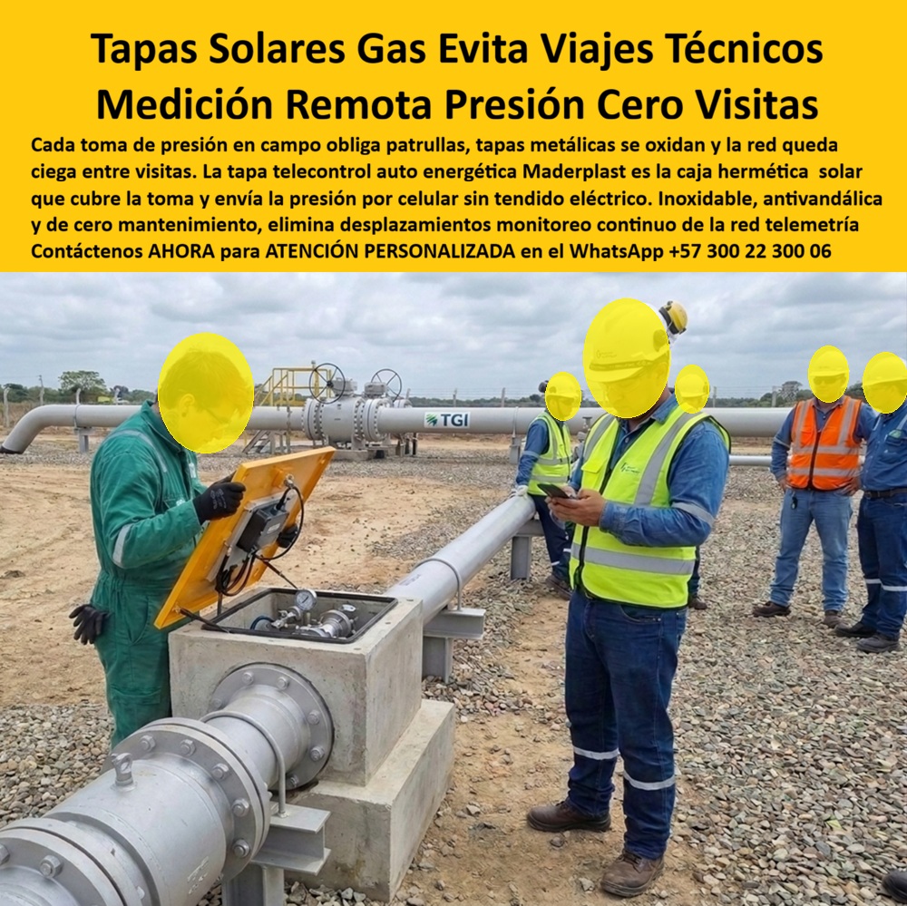 Tapa Telecontrol Auto Energética Redes Gas caja Tapa autónoma Maderplast - Tapas Solares Gas Evita Viajes Técnicos: la Caja Hermética que un equipo TGI consulta desde el celular en pleno gasoducto. Sobre el trazado de un gasoducto de transporte, con tubería industrial recorriendo kilómetros de terreno, un técnico revisa el panel electrónico integrado en esta tapa amarilla, mientras a su lado un supervisor consulta directamente desde su teléfono el dato de presión de la red, sin necesidad de abrir la caja ni desplazar equipo adicional. Esa autonomía de campo, validada en infraestructura de transporte de gas de gran escala, es la que ofrece esta tapa telecontrol auto energética redes gas que Maderplast fabrica para operadores como TGI. ¿Qué es este producto? Es una tapa solar control remoto sin desplazamiento técnico, funcionando como caja hermética que cubre la toma de presión sobre gasoductos de transporte, integrando un sistema tapa auto energética medición remota de presión que no requiere tendido eléctrico convencional. ¿Por qué utilizarla? Porque cada toma de presión en campo obliga tradicionalmente a patrullas periódicas de inspección, con tapas metálicas que se oxidan y dejan la red ciega entre una visita técnica y otra, mientras esta tapa telemetría monitoreo presión caja hermética telecontrol envía el dato en tiempo real por celular, sin importar la distancia del punto de medición al centro de operaciones. ¿Para qué se debe implementar en esencia? Para eliminar desplazamientos innecesarios de cuadrillas técnicas en kilómetros de tendido de gasoducto, garantizando monitoreo continuo de la red sin margen de tiempo ciego entre inspecciones presenciales. ¿Cómo se transmite la presión sin infraestructura eléctrica en pleno campo abierto? El sistema integrado en la tapa opera de forma autónoma, capturando el dato de presión y enviándolo directamente al celular del operador sin depender de tendido eléctrico ni conexión de datos fija en el sitio. ¿Resiste condiciones de intemperie en tramos de gasoducto expuestos? Totalmente, es inoxidable y antivandálica, diseñada específicamente para operar sin deterioro bajo sol, lluvia y polvo constante en terrenos de transporte de gas a cielo abierto. ¿Cuánto reduce realmente el número de visitas técnicas de patrullaje? Al eliminar la necesidad de inspección física para verificar presión, la frecuencia de desplazamiento de cuadrillas se reduce a mantenimiento programado, no a monitoreo rutinario. ¿Es apto para operadores de transporte de gas de gran escala como TGI? Sí, como se evidencia en la imagen, fue probado directamente sobre infraestructura de transporte troncal, validando su desempeño en condiciones reales de operación industrial. ¿Qué mantenimiento requiere el sistema una vez instalado? Prácticamente ninguno, su condición de cero mantenimiento elimina intervenciones correctivas frecuentes propias de las tapas metálicas tradicionales. Un supervisor de operaciones de una empresa de transporte de gas en los Llanos Orientales nos comentó que, tras instalar estas tapas solares Maderplast a lo largo de un tramo extenso de gasoducto, las patrullas de verificación de presión se redujeron considerablemente, ya que el equipo de control recibe el dato directamente en su celular sin necesidad de desplazarse hasta el punto exacto de medición. Como fabricante certificado ISO 9001 en diseño y desarrollo, e ISO 14001 ambiental, Maderplast respalda cada caja toma de presión con pruebas de laboratorio disponibles en youtube.com/@maderplasSA, y realizamos pruebas de campo adicionales que usted escoja, a nuestro costo. Si su operación requiere caja de registro en polímero reforzado, caja para válvula de acueducto o un diseño de telecontrol solar a la medida de su tramo de gasoducto, nuestro departamento de ingeniería cotiza, personaliza y fabrica en serie. Cuando se trata de monitoreo remoto de presión en plástico técnico, Maderplast es quien elimina la visita técnica innecesaria de la ecuación. Contacte Atención personalizada: WhatsApp (+57) 300 22 300 06 Tapa Solar Control Remoto Sin Desplazamiento Técnico, Tapa Auto Energética Medición Remota De Presión, Tapa Telemetría Monitoreo Presión Caja Hermética Telecontrol Tapa Telecontrol Auto Energética Redes Gas caja Tapa autónoma Maderplast Tapa Solar Control Remoto Sin Desplazamiento Técnico Tapa Auto Energética Medición Remota De Presión Tapa Telemetría Monitoreo Presión Caja Hermética Telecontrol Tapas Solares Gas Evita Viajes Técnicos: la Caja Hermética que un equipo TGI consulta desde el celular en pleno gasoducto. Sobre el trazado de un gasoducto de transporte, con tubería industrial recorriendo kilómetros de terreno, un técnico revisa el panel electrónico integrado en esta tapa amarilla, mientras a su lado un supervisor consulta directamente desde su teléfono el dato de presión de la red, sin necesidad de abrir la caja ni desplazar equipo adicional. Esa autonomía de campo, validada en infraestructura de transporte de gas de gran escala, es la que ofrece esta tapa telecontrol auto energética redes gas que Maderplast fabrica para operadores como TGI. ¿Qué es este producto? Es una tapa solar control remoto sin desplazamiento técnico, funcionando como caja hermética que cubre la toma de presión sobre gasoductos de transporte, integrando un sistema tapa auto energética medición remota de presión que no requiere tendido eléctrico convencional. ¿Por qué utilizarla? Porque cada toma de presión en campo obliga tradicionalmente a patrullas periódicas de inspección, con tapas metálicas que se oxidan y dejan la red ciega entre una visita técnica y otra, mientras esta tapa telemetría monitoreo presión caja hermética telecontrol envía el dato en tiempo real por celular, sin importar la distancia del punto de medición al centro de operaciones. ¿Para qué se debe implementar en esencia? Para eliminar desplazamientos innecesarios de cuadrillas técnicas en kilómetros de tendido de gasoducto, garantizando monitoreo continuo de la red sin margen de tiempo ciego entre inspecciones presenciales. ¿Cómo se transmite la presión sin infraestructura eléctrica en pleno campo abierto? El sistema integrado en la tapa opera de forma autónoma, capturando el dato de presión y enviándolo directamente al celular del operador sin depender de tendido eléctrico ni conexión de datos fija en el sitio. ¿Resiste condiciones de intemperie en tramos de gasoducto expuestos? Totalmente, es inoxidable y antivandálica, diseñada específicamente para operar sin deterioro bajo sol, lluvia y polvo constante en terrenos de transporte de gas a cielo abierto. ¿Cuánto reduce realmente el número de visitas técnicas de patrullaje? Al eliminar la necesidad de inspección física para verificar presión, la frecuencia de desplazamiento de cuadrillas se reduce a mantenimiento programado, no a monitoreo rutinario. ¿Es apto para operadores de transporte de gas de gran escala como TGI? Sí, como se evidencia en la imagen, fue probado directamente sobre infraestructura de transporte troncal, validando su desempeño en condiciones reales de operación industrial. ¿Qué mantenimiento requiere el sistema una vez instalado? Prácticamente ninguno, su condición de cero mantenimiento elimina intervenciones correctivas frecuentes propias de las tapas metálicas tradicionales. Un supervisor de operaciones de una empresa de transporte de gas en los Llanos Orientales nos comentó que, tras instalar estas tapas solares Maderplast a lo largo de un tramo extenso de gasoducto, las patrullas de verificación de presión se redujeron considerablemente, ya que el equipo de control recibe el dato directamente en su celular sin necesidad de desplazarse hasta el punto exacto de medición. Como fabricante certificado ISO 9001 en diseño y desarrollo, e ISO 14001 ambiental, Maderplast respalda cada caja toma de presión con pruebas de laboratorio disponibles en youtube.com/@maderplasSA, y realizamos pruebas de campo adicionales que usted escoja, a nuestro costo. Si su operación requiere caja de registro en polímero reforzado, caja para válvula de acueducto o un diseño de telecontrol solar a la medida de su tramo de gasoducto, nuestro departamento de ingeniería cotiza, personaliza y fabrica en serie. Cuando se trata de monitoreo remoto de presión en plástico técnico, Maderplast es quien elimina la visita técnica innecesaria de la ecuación. Contacte Atención personalizada: WhatsApp (+57) 300 22 300 06