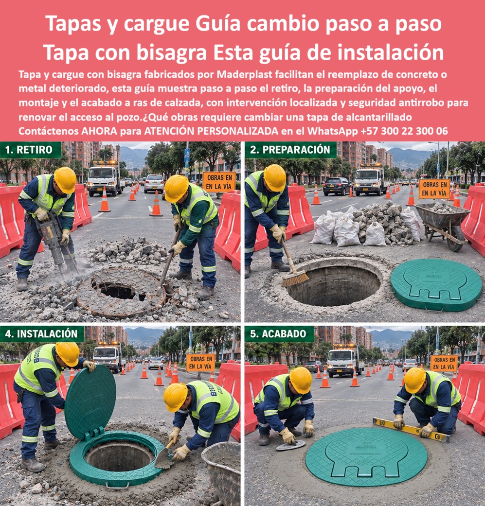 Cambio De Tapa Sistema Abisagrado Antirrobo Cambio Por Brocal Maderplast - Cambio Tapa Concreto Rota Por Tapa Plástica Con Bisagra, Cambio de aro y tapa abisagrada sin rotura de calzada, Cargue Con Tapa Abisagrada Para Reparación Vial Cambio tapa Cambio De Tapa Sistema Abisagrado Antirrobo Cambio Por Brocal Maderplast Cambio Tapa Concreto Rota Por Tapa Plástica Con Bisagra Cambio de aro y tapa abisagrada sin rotura de calzada Cargue Con Tapa Abisagrada Para Reparación Vial Cambio tapa