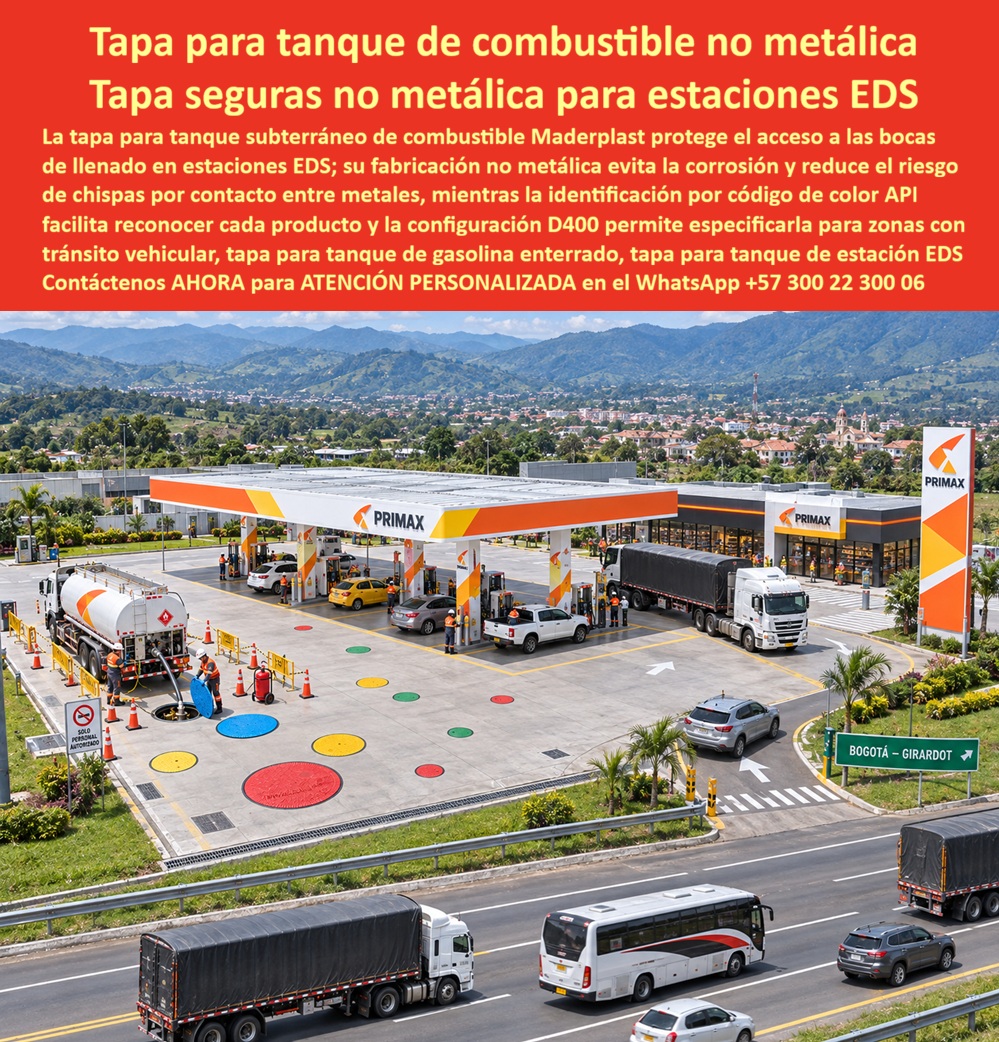 Tapa Tanque Subterráneo Estación Servicio Tapa Tanque EDS Maderplast - Tapa de tanque subterraneo de combustible sin chispas, Tapa pozo de combustible codigo de color API D400, Tapa Plástica Boca De Llenado De Combustible, Tapa para estacion RDS Tapa Tanque Subterráneo Estación Servicio Tapa Tanque EDS Maderplast Tapa de tanque subterraneo de combustible sin chispas Tapa pozo de combustible codigo de color API D400 Tapa Plástica Boca De Llenado De Combustible Tapa para estacion RDS