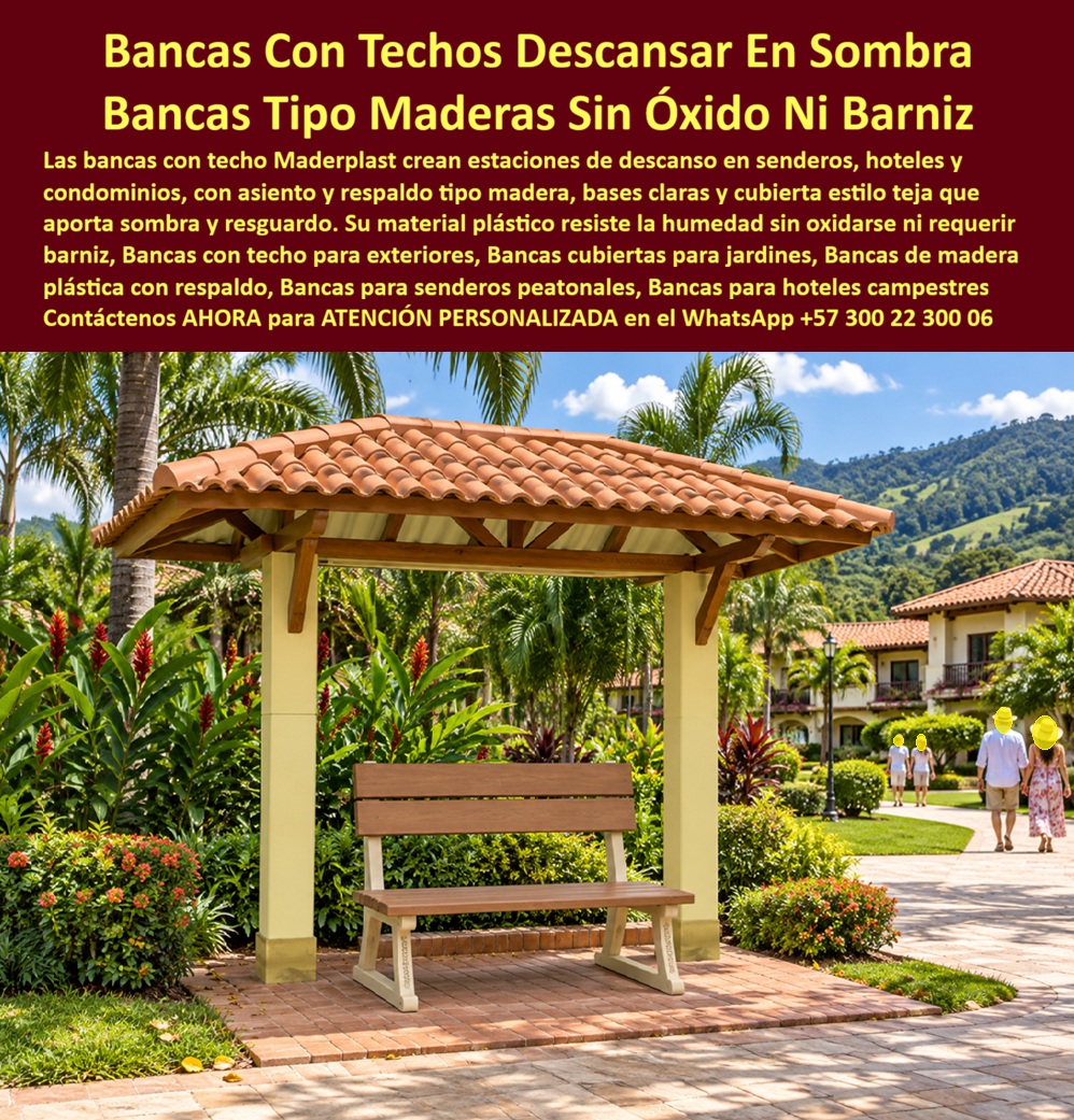Bancas con cubierta sendero Mueble De Entrada Con Techo Maderplast - Asientos de descanso cubiertos antivandalismo sólidos, Bancos con cubierta inmunes óxido garantía extendida, Banca De Madera Plástica Bajo Techo Hoteles Y Condominios Campestres Bancas con cubierta sendero Mueble De Entrada Con Techo Maderplast Asientos de descanso cubiertos antivandalismo sólidos Bancos con cubierta inmunes óxido garantía extendida Banca De Madera Plástica Bajo Techo Hoteles Y Condominios Campestres