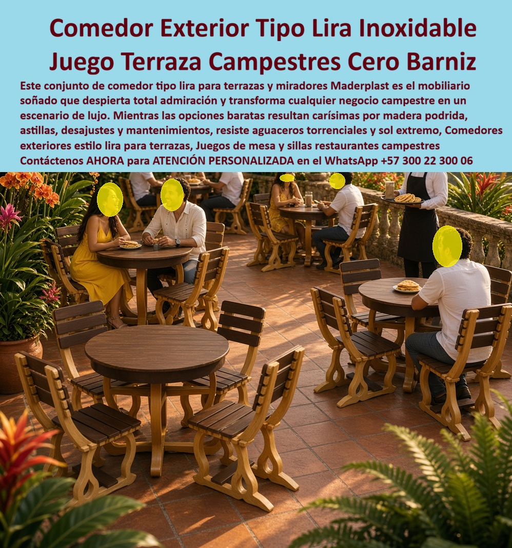 Comedor Exterior Estilo Lira Conjuntos Mesa Terraza Mobiliario Maderplast - Juego De Comedor Azotea Que Soporta Sol Y Aguacero, Mesas cafeterías campestres cero roturas, Mobiliario De Terraza Con Veta Cálida Y Larga Vida, Juego Tipo Lira Terrazas Comedor Exterior Estilo Lira Conjuntos Mesa Terraza Mobiliario Maderplast Juego De Comedor Azotea Que Soporta Sol Y Aguacero Mesas cafeterías campestres cero roturas Mobiliario De Terraza Con Veta Cálida Y Larga Vida Juego Tipo Lira Terrazas