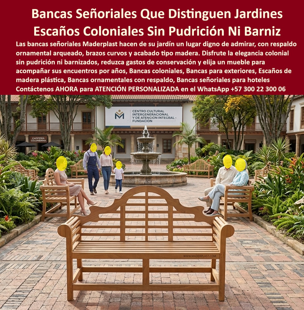 Escaño Señorial Escaños Coloniales Exterior Escaños Mobiliario Maderplast - Asiento artísticos climáticos antigrafitis tráfico pesado permanente, Banca estilo inglés jardines con diseño ornamental, Poltronas rústicas jardín sin astillas Escaño Señorial Escaños Coloniales Exterior Escaños Mobiliario Maderplast Asiento artísticos climáticos antigrafitis tráfico pesado permanente Banca estilo inglés jardines con diseño ornamental Poltronas rústicas jardín sin astillas