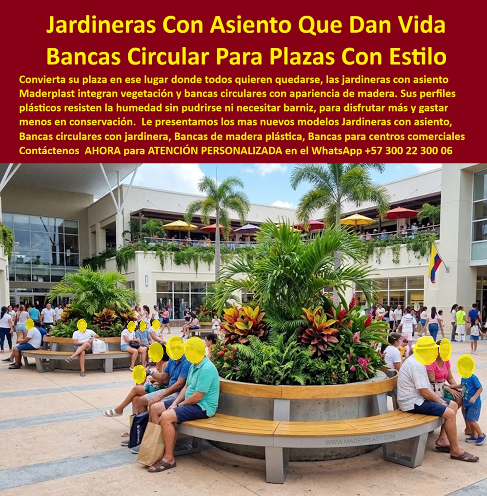 Jardineras Con Asiento Bancas De Centros Jardín Silla Mobiliario Maderplast - Bancos redondos con plantas zonas de descanso, Asientos jardineras climáticos antigrafitis tráfico pesado permanente, Bancas circulares anticorrosivas sin mantenimiento Jardineras Con Asiento Bancas De Centros Jardín Silla Mobiliario Maderplast Bancos redondos con plantas zonas de descanso Asientos jardineras climáticos antigrafitis tráfico pesado permanente Bancas circulares anticorrosivas sin mantenimiento