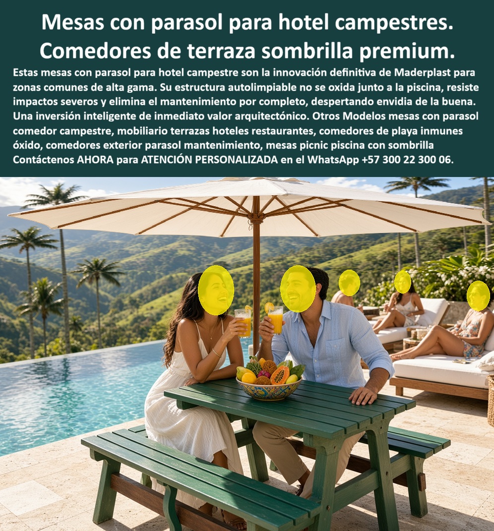 Mesas Con Parasol Comedor Campestre Sol Y Lluvia Mesas Picnic Maderplast - Mobiliario Terrazas De Hoteles Y Restaurantes Sombrilla Larga Vida, Comedores de playa inmunes al óxido garantía extendida Comedores exterior con parasol sin mantenimiento Mesas Con Parasol Comedor Campestre Sol Y Lluvia Mesas Picnic Maderplast Mobiliario Terrazas De Hoteles Y Restaurantes Sombrilla Larga Vida Comedores de playa inmunes al óxido garantía extendida Comedores exterior con parasol sin mantenimiento