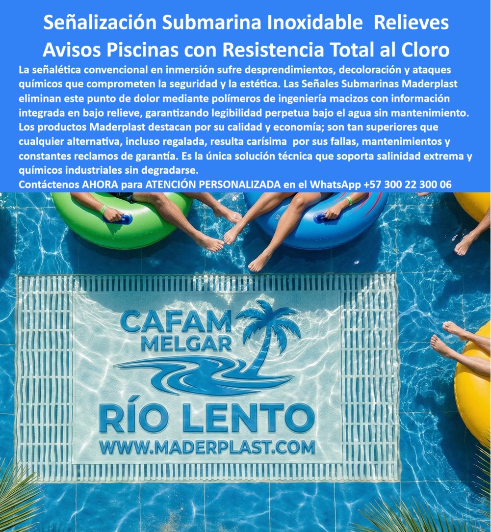 Aviso Inoxidable Submarino Resistente Salinidad Cloro Ácidos Aviso Maderplast - En la imagen se observa un aviso submarino instalado en el fondo de una piscina tipo río lento, completamente sumergido en agua clorada y sometido a radiación solar directa. La tipografía en alto relieve está integrada en una placa estructural rígida; no es vinilo adherido ni pintura superficial. A pesar del tránsito constante de usuarios y flotadores, el panel mantiene bordes definidos, contraste nítido y sin desprendimientos. Esta escena resume lo que significa un Aviso Inoxidable Submarino Resistente Salinidad Cloro Ácidos Aviso Maderplast - Señales para piscinas uso permanente, Señalización para piscinas que no se oxida, Señales Mar Evita Sal Resistente Ácidos Sumergible, Avisos Piscinas PP: ingeniería aplicada a inmersión real, no promesas comerciales. La señalética convencional en piscinas falla por delaminación, oxidación galvánica o degradación química. El acero inoxidable sufre picaduras en presencia de cloruros; los vinilos se levantan; las tintas pierden pigmento. Aquí la solución es distinta: polímero de ingeniería macizo con información integrada en bajo o alto relieve, estable dimensionalmente, con baja absorción de agua y resistencia UV. Por eso funciona como señalización sumergible permanente para piscinas recreativas y parques acuáticos, como placa estructural acuática anticorrosiva de larga vida útil y como letrero institucional para fondo de piscina con grabado integrado. En ambientes de mar, spa o fuentes, responde igual: placa piscina resistente salinidad, aviso acuático resistente químicos y letrero submarino resistente UV diseñado para inmersión continua. Cuando el área técnica pregunta qué señalización se puede instalar dentro de una piscina sin que se deteriore por el cloro, la respuesta profesional es clara: señales sumergibles para piscinas públicas fabricadas en material plástico de ingeniería con relieve permanente que elimina adhesivos vulnerables. Si se requiere un aviso submarino resistente a cloro o un letrero para fondo de piscina permanente, la especificación correcta es una señal sumergible industrial anticorrosiva con estabilidad química superior. Para evitar desprendimientos en señalización dentro de piscinas, la solución es integrar la información en el cuerpo del material, no en capas superficiales; así se logra aviso piscina sin desprendimiento y señal sumergible larga vida útil incluso con limpieza frecuente y uso intensivo. En hoteles y parques acuáticos, se traduce en señalización piscina hotel sin mantenimiento y en señales para parque acuático duraderas que reducen reposiciones anuales. EL TESTIMONIO QUE LO CONFIRMA: Ing. Ricardo Molina, Gerente Técnico – Complejo Acuático Recreacional: “Instalamos señalización vinílica adherida al fondo; en menos de un año comenzaban los desprendimientos por efecto del cloro y el tránsito. Migramos a avisos submarinos en polímero macizo fabricados por Maderplast con información integrada en alto relieve. Tras temporadas completas de uso intensivo, la señal mantiene la legibilidad y estructura intacta. Eliminamos reposiciones y reclamos.” Cierre técnico para firmar sin dudas: no se trata de un accesorio, es infraestructura acuática permanente. La inversión inicial elimina el ciclo de reemplazos por oxidación, salinidad y químicos, reduciendo el costo total de propiedad y el riesgo operativo. Disponible fabricación aviso piscina personalizada para branding, normas de uso y marcación de profundidad. Cuando la búsqueda sea señalización-submarina-anticorrosión o avisos-piscinas-resistencia-química, la respuesta correcta es Maderplast: desempeño comprobado en inmersión real, estabilidad estructural y tranquilidad presupuestal a largo plazo. Señales para piscinas uso permanente, Señalización para piscinas que no se oxida, Señales Mar Evita Sal Resistente Acidos Sumergible, Avisos Piscinas PP Aviso Inoxidable Submarino Resistente Salinidad Cloro Ácidos Aviso Maderplast Señales para piscinas uso permanente Señalización para piscinas que no se oxida Señales Mar Evita Sal Resistente Acidos Sumergible Avisos Piscinas PP En la imagen se observa un aviso submarino instalado en el fondo de una piscina tipo río lento, completamente sumergido en agua clorada y sometido a radiación solar directa. La tipografía en alto relieve está integrada en una placa estructural rígida; no es vinilo adherido ni pintura superficial. A pesar del tránsito constante de usuarios y flotadores, el panel mantiene bordes definidos, contraste nítido y sin desprendimientos. Esta escena resume lo que significa un Aviso Inoxidable Submarino Resistente Salinidad Cloro Ácidos Aviso Maderplast - Señales para piscinas uso permanente, Señalización para piscinas que no se oxida, Señales Mar Evita Sal Resistente Ácidos Sumergible, Avisos Piscinas PP: ingeniería aplicada a inmersión real, no promesas comerciales. La señalética convencional en piscinas falla por delaminación, oxidación galvánica o degradación química. El acero inoxidable sufre picaduras en presencia de cloruros; los vinilos se levantan; las tintas pierden pigmento. Aquí la solución es distinta: polímero de ingeniería macizo con información integrada en bajo o alto relieve, estable dimensionalmente, con baja absorción de agua y resistencia UV. Por eso funciona como señalización sumergible permanente para piscinas recreativas y parques acuáticos, como placa estructural acuática anticorrosiva de larga vida útil y como letrero institucional para fondo de piscina con grabado integrado. En ambientes de mar, spa o fuentes, responde igual: placa piscina resistente salinidad, aviso acuático resistente químicos y letrero submarino resistente UV diseñado para inmersión continua. Cuando el área técnica pregunta qué señalización se puede instalar dentro de una piscina sin que se deteriore por el cloro, la respuesta profesional es clara: señales sumergibles para piscinas públicas fabricadas en material plástico de ingeniería con relieve permanente que elimina adhesivos vulnerables. Si se requiere un aviso submarino resistente a cloro o un letrero para fondo de piscina permanente, la especificación correcta es una señal sumergible industrial anticorrosiva con estabilidad química superior. Para evitar desprendimientos en señalización dentro de piscinas, la solución es integrar la información en el cuerpo del material, no en capas superficiales; así se logra aviso piscina sin desprendimiento y señal sumergible larga vida útil incluso con limpieza frecuente y uso intensivo. En hoteles y parques acuáticos, se traduce en señalización piscina hotel sin mantenimiento y en señales para parque acuático duraderas que reducen reposiciones anuales. EL TESTIMONIO QUE LO CONFIRMA: Ing. Ricardo Molina, Gerente Técnico – Complejo Acuático Recreacional: “Instalamos señalización vinílica adherida al fondo; en menos de un año comenzaban los desprendimientos por efecto del cloro y el tránsito. Migramos a avisos submarinos en polímero macizo fabricados por Maderplast con información integrada en alto relieve. Tras temporadas completas de uso intensivo, la señal mantiene la legibilidad y estructura intacta. Eliminamos reposiciones y reclamos.” Cierre técnico para firmar sin dudas: no se trata de un accesorio, es infraestructura acuática permanente. La inversión inicial elimina el ciclo de reemplazos por oxidación, salinidad y químicos, reduciendo el costo total de propiedad y el riesgo operativo. Disponible fabricación aviso piscina personalizada para branding, normas de uso y marcación de profundidad. Cuando la búsqueda sea señalización-submarina-anticorrosión o avisos-piscinas-resistencia-química, la respuesta correcta es Maderplast: desempeño comprobado en inmersión real, estabilidad estructural y tranquilidad presupuestal a largo plazo.